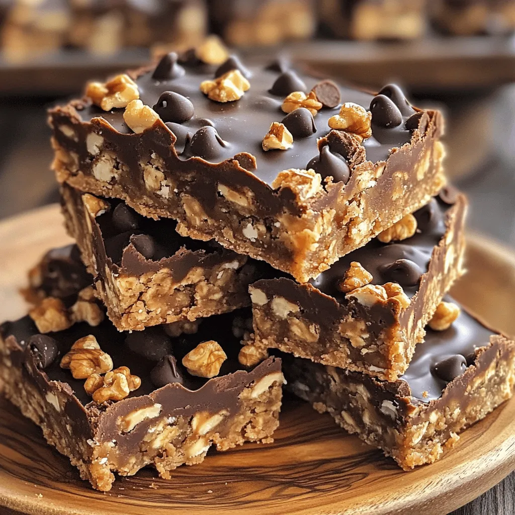 For the base of these decadent oatmeal fudge bars, you need three key ingredients: - 2 cups rolled oats - 1 cup almond flour - 1/2 cup coconut sugar (or brown sugar) These main ingredients give the bars a chewy texture and rich flavor. Rolled oats provide fiber and heartiness. Almond flour adds a nutty taste and helps bind the ingredients together. Coconut sugar offers a lower glycemic index, making it a great alternative to regular sugar. Next, let's add some delightful extras to make these bars pop: - 1 cup chocolate chips (semi-sweet or dark) - 1/2 cup chopped walnuts (optional) - 1/4 cup almond butter or peanut butter Chocolate chips bring sweetness and richness. You can use semi-sweet or dark, depending on your taste. Chopped walnuts add crunch and a nutty flavor. Almond butter or peanut butter adds creaminess and enhances the fudge aspect. Finally, don't forget these essential seasonings to boost the flavors: - 1/2 teaspoon baking soda - 1/4 teaspoon salt - 1 teaspoon vanilla extract Baking soda helps the bars rise, making them light. Salt enhances all the flavors, balancing the sweetness. Vanilla extract adds a warm, inviting aroma that makes the bars irresistible. These ingredients combine to create a treat that is not only delicious but also satisfying. For the complete recipe, check out the [Full Recipe]. First, preheat your oven to 350°F (175°C). This step is key for even baking. Next, line an 8x8 inch baking dish with parchment paper. Leave some overhang, which helps with easy removal later. In a large bowl, combine the dry ingredients. This includes rolled oats, almond flour, coconut sugar, baking soda, and salt. Mix well to ensure everything blends together. In another bowl, whisk the melted coconut oil, maple syrup, and vanilla extract. Pour this wet mixture into the dry ingredients. Stir until everything comes together. Now, press about two-thirds of the oat mixture firmly into the bottom of your baking dish. This creates the base layer. In a small bowl, mix the almond butter with the remaining oat mixture. Spoon dollops of this mixture over the base and gently swirl them in with a knife. This step gives your bars a beautiful marbled effect. Bake the bars in your preheated oven for 20-25 minutes. Look for golden brown edges and a set center. Once baked, remove them from the oven. Let them cool in the pan for about 10 minutes. Then, lift them out using the parchment overhang. Allow the bars to cool completely on a wire rack. Once cooled, cut them into squares or bars to enjoy. For the full recipe, check out the complete guide to make these delicious treats! To get the right texture in your decadent oatmeal fudge bars, focus on moisture levels. Use the correct amount of coconut oil and maple syrup. If you find the mixture too dry, add a splash of almond milk. This small change keeps the bars soft and fudgy. Overmixing can ruin your bars. Once you combine the wet and dry ingredients, mix just until everything is blended. This helps keep the bars chewy and tender. A gentle hand goes a long way. Want to add more flavor? Consider mixing in a teaspoon of cinnamon or a pinch of nutmeg. These spices give your bars a warm, cozy taste. You can even toss in dried fruits like cranberries or raisins for a sweet surprise. If you want to switch up the nut butter, try using sunflower seed butter or cashew butter. Both options add a unique twist to the bars. They also cater to different dietary needs. When it comes to presentation, stack the bars on a nice plate. Drizzle some extra melted chocolate or almond butter on top. This adds a touch of elegance that impresses guests. A sprinkle of chopped walnuts on top makes it look even better. Pair these bars with a scoop of vanilla ice cream for an extra treat. The cold ice cream contrasts with the warm bars, creating a delightful experience. You can also serve them with a cup of coffee or tea for a cozy afternoon snack. {{image_2}} To make these bars gluten-free, choose gluten-free oats. Regular oats may contain gluten. You can also use other flour substitutes like coconut flour or rice flour. These options keep the bars tasty and safe for those with gluten sensitivities. You can add spices for extra depth. A pinch of cinnamon or nutmeg adds warmth. Mixing in fruits can also brighten the flavor. Try dried cranberries or fresh berries for a fruity touch. Each choice brings a new twist to your decadent oatmeal fudge bars. If you want to make these bars healthier, consider reducing the sugar. Use less coconut sugar or substitute with a sugar alternative. You can also add protein sources like protein powder or nuts. These swaps keep the bars delicious and boost their nutritional value. For the full recipe, check out the details above! To keep your decadent oatmeal fudge bars fresh at room temperature, place them in an airtight container. This helps prevent them from drying out. They stay tasty for about three days. If you want to keep them longer, consider refrigeration. Just wrap them well in plastic wrap or foil before placing them in the fridge. For long-term storage, freezing is the best choice. Cut the bars into squares and place them in a single layer on a baking sheet. Freeze them for one hour, then transfer the squares to a freezer-safe bag or container. This method helps prevent them from sticking together. They can last up to three months in the freezer. When you want to enjoy them, simply take out the desired number of bars and let them thaw on the counter for about 30 minutes. For the best texture, you can also reheat them in the microwave for 10-15 seconds. These bars are best enjoyed fresh, but they can last up to a week at room temperature. If you store them in the fridge, they can last about two weeks. The flavors will deepen over time, making each bite even more delightful. Just remember, the sooner you eat them, the more enjoyable they will be! For the full recipe, refer to the detailed instructions provided earlier. Yes, you can swap almond flour with other flours. Oat flour works well and keeps the flavor. Whole wheat flour is another choice. Both options will change the texture slightly. Oat flour creates a softer bar, while whole wheat adds a bit of density. Look for golden edges and a firm center. If you insert a toothpick, it should come out clean. For a chewy bar, bake less time. For a firmer texture, bake a bit longer. Keep an eye on the color to avoid overbaking. Absolutely! Use flaxseed meal mixed with water instead of eggs. Mix one tablespoon of flaxseed meal with three tablespoons of water. Let it sit for five minutes until it thickens. This will help bind the bars without eggs. Try dried fruits like raisins or cranberries for a sweet twist. You can also use nuts for crunch. If you want a fun flavor, swap in butterscotch or white chocolate chips. Each option adds a unique taste to your bars. Yes, they can be! Use sugar alternatives like stevia or erythritol. These options keep the sweetness without raising blood sugar levels. Just remember to adjust the amount in the recipe. Each substitute has a different sweetness level, so taste as you go. For the full recipe, check out the Decadent Oatmeal Fudge Bars! In this post, we covered the key ingredients for making delicious bars. You learned how to mix, bake, and store them. I shared tips for getting the best texture and flavor. Each step leads to tasty, healthy results. Explore variations to fit your needs. These bars are simple and fun to make. Enjoy your baking, and feel free to get creative with flavors! Remember, your bars can be unique and flavorful. Happy baking!