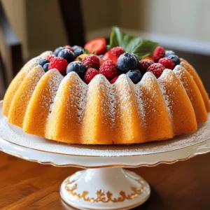 To make the Easy Bundt Cake Breakfast Delight, you need these simple ingredients: - 2 cups all-purpose flour - 1 cup granulated sugar - 1/2 cup unsalted butter, softened - 1 cup Greek yogurt (plain or vanilla) - 3 large eggs - 1 teaspoon vanilla extract - 1 teaspoon baking powder - 1/2 teaspoon baking soda - 1/4 teaspoon salt - 1 cup mixed berries (blueberries, raspberries, and strawberries) - 1 tablespoon lemon juice - 1 teaspoon lemon zest - Optional: powdered sugar for dusting These ingredients are easy to find in any grocery store. The butter and yogurt add moisture, while the berries give a burst of flavor. The lemon juice and zest help brighten the taste. If you want to make it extra special, a dusting of powdered sugar makes it look lovely. For the full recipe, you can refer to [Full Recipe]. 1. Preheat the oven and prepare the bundt pan. Start by setting your oven to 350°F (175°C). Grease your bundt pan well with butter or a non-stick spray. This step ensures your cake comes out easily after baking. 2. Mix wet ingredients for the batter. In a large bowl, combine 1/2 cup softened butter and 1 cup granulated sugar. Beat them together until the mixture is light and fluffy. Add in 1 cup Greek yogurt, 3 large eggs, and 1 teaspoon vanilla extract. Stir until everything is well mixed. 3. Combine dry ingredients separately. In another bowl, whisk together 2 cups all-purpose flour, 1 teaspoon baking powder, 1/2 teaspoon baking soda, and 1/4 teaspoon salt. Mixing these dry ingredients first helps avoid lumps in your batter. 1. Fold in berries and pour batter into the pan. Gently toss 1 cup of mixed berries with 1 tablespoon lemon juice and 1 teaspoon lemon zest. Carefully fold these berries into your wet batter. Then, pour this mixture into the prepared bundt pan, smoothing the top with a spatula. 2. Baking time and temperature guidelines. Place your pan in the preheated oven. Bake for 40-45 minutes. Use a toothpick to check doneness; it should come out clean when inserted into the center of the cake. 1. Cooling the cake properly. After baking, take the cake out and let it cool in the pan for about 10 minutes. Then, invert it onto a wire rack to cool completely. This method prevents sogginess. 2. Optional garnishing tips for serving. Once cooled, you can dust the cake with powdered sugar for a sweet touch. Serve it on a nice cake stand, topped with fresh berries. This adds color and makes it look beautiful. Enjoy your easy bundt cake breakfast delight with coffee or tea. For the full recipe, check the details above. To achieve a moist bundt cake, use fresh ingredients. Make sure your butter is softened, but not melted. This helps create a light texture. Mixing the batter too much can make the cake dense. You want to mix just until the flour disappears. This keeps your cake fluffy and tender. If you don’t have Greek yogurt, you can use sour cream or buttermilk. Both will keep your cake moist. For butter, try using coconut oil or applesauce for a lighter option. Seasonal fruits work great, too! Swap in peaches or apples in summer or fall for a fun twist. Serve your cake on a beautiful cake stand. Garnish it with fresh berries and a light dusting of powdered sugar. This adds color and makes it look fancy. Pair it with a cup of coffee or tea, and it’s perfect for breakfast! You can also slice it and serve with yogurt or whipped cream for a treat. {{image_2}} You can easily change the taste of your bundt cake. Try adding spices like cinnamon or nutmeg for warmth. Both spices pair well with fruit. You can also switch up the fruit you use. Instead of mixed berries, consider chopped apples or peaches. Each fruit gives the cake a new flavor. If you want a healthier bundt cake, there are simple swaps. You can reduce the sugar by half or use natural sweeteners like honey or maple syrup. These options keep the cake sweet without adding too much sugar. Another option is to use whole wheat flour instead of all-purpose flour. This change adds fiber and nutrients to your cake. Add-ins can make your bundt cake even more special. Consider mixing in nuts like walnuts or pecans for a crunchy texture. Chocolate chips are another great option for a sweet surprise. You can also create themed variations. For example, during holidays, add spices like ginger or pumpkin for a seasonal twist. Each variation makes your bundt cake unique and fun. Check the Full Recipe for more ideas! To keep your bundt cake fresh, wrap it in plastic wrap. This protects it from air and moisture. You can also store it in an airtight container. The cake stays good for about 3 to 5 days at room temperature. If you see any mold, throw it away. For freezing, slice the bundt cake first. Wrap each slice tightly in plastic wrap. Then place the slices in a freezer bag. This method keeps the cake tasty for up to three months. When you want to enjoy a slice, take it out of the freezer and put it in the fridge overnight. This helps it thaw slowly. To reheat, place a slice on a microwave-safe plate. Heat it for 10 to 15 seconds. Check if it’s warm enough; if not, add a few more seconds. Serving it warm makes it extra yummy. You can also serve it at room temperature. It tastes great either way! Enjoy it with your favorite drink. For more details, check the Full Recipe. Can I make this cake ahead of time? Yes, you can make this cake a day early. Just store it in an airtight container. This keeps it moist and fresh. You can serve it at breakfast or brunch. What can I substitute for eggs? You can use applesauce or mashed bananas. Use 1/4 cup of either for each egg. This works well in most cakes and keeps them moist. Why is my bundt cake dense? A dense cake can come from overmixing the batter. Make sure to mix just until combined. Also, check if your baking powder is fresh. Old baking powder may not rise well. What if my bundt cake sticks to the pan? To avoid sticking, grease the pan well with butter or non-stick spray. You can also dust it with flour after greasing. If it still sticks, run a knife around the edges to help loosen it. Can I use a different cake pan? Yes, you can use a different pan, but baking time may change. If you use a loaf pan, it may take longer. Just keep an eye on it while baking. Tips for checking the doneness of the cake Insert a toothpick into the center of the cake. If it comes out clean, the cake is done. If it has wet batter, bake it a few more minutes. This bundt cake recipe combines delicious flavors and simple steps. You learned about key ingredients, baking tips, and practical variations. Remember to prep well for the best results. Use fresh fruit and pay attention to texture for a moist cake. Don't hesitate to experiment with flavors or sugar options. With these tools, you can create a delightful treat. Enjoy every slice and share your masterpiece with others. You’ve got this!
