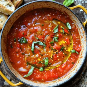 To make a great Pomodoro sauce, you need ripe, tasty tomatoes. I love using: - 2 pounds ripe tomatoes (Roma or San Marzano), roughly chopped - 1 medium onion, finely chopped - 4 cloves garlic, minced - 1/4 cup extra virgin olive oil - Salt and pepper to taste - 1/4 cup fresh basil leaves, chopped (plus extra for garnish) - 1 teaspoon dried oregano These fresh ingredients create a rich flavor. The tomatoes form the base. The onion and garlic add sweetness and depth. The olive oil brings richness. The herbs brighten the sauce. You can adjust the sauce to suit your taste. Consider adding: - 1 teaspoon sugar (optional, to balance acidity) - 1/4 teaspoon red pepper flakes (optional for heat) The sugar helps balance the tomatoes’ acidity. Red pepper flakes add a lovely kick. Use these as you see fit. To make cooking easier, gather these tools: - A large pot - A wooden spoon - A knife and cutting board - An immersion blender (if you prefer a smooth sauce) Having the right tools makes your cooking experience smooth. A large pot gives you space to stir and simmer. A wooden spoon is great for mixing. The immersion blender helps create the texture you want. For the full recipe, check out the Pomodoro Bliss section! First, gather your ingredients. You will need ripe tomatoes, an onion, garlic, olive oil, and spices. Wash the tomatoes well and chop them roughly. Peel and finely chop the onion. Mince the garlic cloves, too. This prep takes about 10 minutes. Next, heat olive oil in a large pot over medium heat. Add the chopped onion and cook it for about five minutes. You want it to look soft and clear. After that, add minced garlic and cook for one to two minutes. Be careful not to burn it. Then, stir in the chopped tomatoes. Bring this mix to a gentle boil. Once it boils, lower the heat. Add sugar, salt, pepper, oregano, and red pepper flakes if you want some heat. Let the sauce cook for 30 to 35 minutes. Stir it now and then. You will notice it thickening as it cooks, and the flavors will blend beautifully. When the sauce is ready, remove it from the heat. Stir in the fresh basil leaves for great flavor. If you like a smoother sauce, use an immersion blender. Blend it gently until you reach your desired texture. You can serve this sauce over pasta or as a dip for bread. For a lovely touch, garnish your dish with more fresh basil and a drizzle of olive oil. For the full recipe, check out the Pomodoro Bliss section above. To make your Pomodoro sauce shine, focus on your tomatoes. Choose ripe, juicy ones. Roma and San Marzano tomatoes bring natural sweetness. These types give the sauce a rich taste. When cooking, add fresh basil near the end. This keeps its bright flavor. A pinch of sugar can help balance acidity. Taste as you go and adjust salt and pepper. This ensures each bite is perfect. For a smooth sauce, blend it after cooking. An immersion blender works great for this. If you want a chunkier sauce, skip blending. You can also add a splash of pasta water. This helps the sauce cling to your pasta. For creaminess, stir in a touch of heavy cream. You can also use grated cheese for added richness. One common mistake is overcooking garlic. It can turn bitter if burnt. Always add it after the onion is soft. Also, don't rush the simmering time. Letting the sauce cook longer allows flavors to deepen. Avoid using canned tomatoes as your main ingredient. Fresh tomatoes yield the best taste. Lastly, don’t forget to taste! Adjusting as you go is key to a great sauce. For a complete recipe, check the Full Recipe section. {{image_2}} Classic Pomodoro sauce is simple and pure. It shines with fresh tomatoes, garlic, and basil. The key is using ripe tomatoes. Roma or San Marzano work best. This sauce is perfect over pasta. You can also use it as a base for other dishes. Want some heat? Try spicy Pomodoro. Just add red pepper flakes. You can adjust the amount. Start with 1/4 teaspoon for mild heat. For more spice, add more flakes. This sauce pairs great with spicy sausage or grilled chicken. It adds a nice kick to any dish. Add veggies for a healthy twist. Chop bell peppers, zucchini, or mushrooms. Sauté them with onions and garlic. This adds texture and flavor. You can use any vegetables you like. This version is great over whole grain pasta. It makes your meal colorful and nutritious. For a full recipe, check out Pomodoro Bliss. Enjoy exploring these tasty variations! After making your Pomodoro sauce, let it cool first. Once cool, you can store it in a clean jar. Seal it tightly and place it in the fridge. This sauce lasts about five days in the refrigerator. Always check for any off smells before using. If it smells fine, you can enjoy it again. If you want to keep your Pomodoro sauce longer, freezing is a great option. Pour the sauce into freezer-safe bags or containers. Leave some space at the top for expansion. Label each bag with the date for easy tracking. Your sauce can stay fresh for up to three months in the freezer. When ready to use, thaw overnight in the fridge. To reheat, you have a few options. You can use a pot on the stove over low heat. Stir often to prevent sticking. You can also use a microwave-safe bowl. Cover it and heat in short bursts, stirring in between. Make sure it’s hot all the way through before serving. Enjoy your sauce with pasta or as a dip! For the full recipe, check out the details above. Pomodoro sauce is simple and fresh. It uses: - 2 pounds ripe tomatoes (Roma or San Marzano), roughly chopped - 1 medium onion, finely chopped - 4 cloves garlic, minced - 1/4 cup extra virgin olive oil - 1 teaspoon sugar (optional, to balance acidity) - Salt and pepper to taste - 1/4 cup fresh basil leaves, chopped (plus extra for garnish) - 1 teaspoon dried oregano - 1/4 teaspoon red pepper flakes (optional for heat) These ingredients come together to create a vibrant sauce. The tomatoes bring sweetness, while the garlic adds depth. Fresh basil gives a nice aroma. To make your Pomodoro sauce less acidic, you can add sugar. Start with 1 teaspoon and taste. You can also use carrots when cooking. Grate a carrot and add it to the sauce. The natural sweetness from the carrot helps balance acidity. Another option is to use sweeter tomatoes, like San Marzano. Always taste as you cook. Adjust until it feels right for you. Pomodoro sauce is smooth and rich. It focuses on fresh tomatoes and simple flavors. Marinara sauce is chunkier and often has more herbs and spices. Marinara usually includes ingredients like crushed red pepper and sometimes olives. It has a bolder flavor. Both sauces are great, but they offer different tastes and textures. For more details, check the Full Recipe. This guide covers making Pomodoro sauce from start to finish. We looked at fresh and optional ingredients, plus the right tools. I shared clear steps for preparing, cooking, and blending the sauce. I also offered tips for flavor and texture, along with common mistakes to avoid. You can try classic, spicy, or veggie versions. Remember to follow storage tips for freshness. With practice, you'll master this simple yet tasty sauce. Enjoy your cooking journey and make it your own!