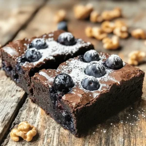 To make fresh blueberry brownies, you need these simple ingredients: - 1 cup fresh blueberries - 1/2 cup unsweetened cocoa powder - 1/2 cup all-purpose flour - 1/2 cup granulated sugar - 1/4 cup brown sugar, packed - 1/2 teaspoon baking powder - 1/4 teaspoon salt - 2 large eggs - 1/3 cup unsalted butter, melted - 1 teaspoon vanilla extract - 1/4 cup chopped walnuts (optional) - Powdered sugar for dusting (optional) Each ingredient plays a key role. The cocoa powder gives the brownies their rich chocolate flavor. The sugars add sweetness and moisture. Blueberries bring a burst of juicy flavor, while eggs help bind everything. You can swap some ingredients if needed. For a gluten-free option, use almond or coconut flour. You can also try coconut sugar instead of granulated sugar for a different sweetness. If you want to skip eggs, use flaxseed meal mixed with water. This keeps the brownies moist and delicious. Fresh blueberries are the star of this recipe. They add a sweet and tangy flavor, which contrasts with the rich chocolate. Using fresh berries also boosts nutrition. They are full of vitamins, fiber, and antioxidants. This makes your brownies not just tasty but also healthier. Fresh blueberries keep their shape when baked, adding a lovely texture. Always choose plump, firm berries for the best results. Gather your fresh blueberries and other ingredients. You need: - 1 cup fresh blueberries - 1/2 cup unsweetened cocoa powder - 1/2 cup all-purpose flour - 1/2 cup granulated sugar - 1/4 cup brown sugar, packed - 1/2 teaspoon baking powder - 1/4 teaspoon salt - 2 large eggs - 1/3 cup unsalted butter, melted - 1 teaspoon vanilla extract - 1/4 cup chopped walnuts (optional) - Powdered sugar for dusting (optional) Make sure to wash the blueberries gently. Pat them dry to remove excess water. This step helps keep the batter from getting too wet. First, preheat your oven to 350°F (175°C). Grease an 8x8-inch baking pan or line it with parchment paper. This will make it easy to take the brownies out later. In a medium bowl, mix together the cocoa powder, flour, baking powder, and salt. Whisk them well to blend all the dry ingredients. In a large bowl, combine the granulated sugar, brown sugar, melted butter, eggs, and vanilla extract. Mix until smooth and creamy. Next, add the dry mix to the wet mix. Stir gently until just combined. Be careful not to overmix. Overmixing can make the brownies tough. Now, fold in the fresh blueberries and walnuts, if you are using them. Do this carefully. You want to keep the blueberries whole for juicy bites. Pour the brownie batter into your prepared pan. Spread it evenly across the pan. Bake in your preheated oven for 25-30 minutes. Check for doneness by inserting a toothpick into the center. It should come out mostly clean, with a few moist crumbs clinging to it. Once done, take the brownies out and let them cool in the pan for about 10 minutes. After that, move them to a wire rack to cool completely. Finally, cut into squares and dust with powdered sugar if you like. Enjoy your tasty treat! For the full recipe, check out the detailed guide. To get the best brownie texture, focus on mixing. You want a thick, smooth batter. Overmixing can lead to dry brownies. Stir just until the dry ingredients blend into the wet ones. This keeps your brownies fudgy. Also, remember to measure your flour correctly. Too much flour makes them cakey. Use the spoon and level method for accuracy. One common mistake is using cold eggs. Cold eggs can make your batter lumpy. Always use room-temperature eggs for smooth mixing. Another mistake is not greasing the pan well. This can make it hard to remove the brownies. Use parchment paper for easy lifting. Lastly, don't skip cooling time. Cutting them too soon results in messy squares. To boost the flavor of your brownies, try adding a pinch of espresso powder. It deepens the chocolate taste. You can also mix in some citrus zest, like orange or lemon. This adds a fresh twist. If you're feeling adventurous, add a splash of almond extract. It pairs well with blueberries. For an extra treat, sprinkle some sea salt on top before baking. This contrast makes every bite special. Check out the Full Recipe for more details! {{image_2}} To make gluten-free blueberry brownies, swap the all-purpose flour for a gluten-free blend. Many brands offer a cup-for-cup option. This change keeps the texture nice and moist, just like the original. Look for a mix that has xanthan gum, as it helps with binding. The brownies will still taste great with fresh blueberries. They will be just as rich and fudgy! If you want a vegan version, you can replace the eggs. Use 1/4 cup of unsweetened applesauce for each egg. It works well in brownies and adds moisture. Also, substitute the unsalted butter with coconut oil or a vegan butter. These swaps keep the brownies rich and tasty. You won’t miss the eggs or dairy in this recipe! You can get creative by adding other fruits or nuts. Chopped strawberries or raspberries pair well with blueberries. They add extra flavor and a pop of color. If you like nuts, try adding pecans or almonds. They give a nice crunch to the soft brownies. Just remember to adjust the amounts to keep the right balance in your batter. For the complete recipe, check out the Full Recipe section. To keep your blueberry brownies fresh, store them in an airtight container. Place a piece of parchment paper between layers to prevent sticking. They stay good at room temperature for about three days. If you want to keep them longer, consider refrigerating them. In the fridge, they can last up to a week. However, the cold may change the texture a bit. If you have extra brownies, freezing is a great option. First, let them cool completely. Cut the brownies into squares. Wrap each square tightly in plastic wrap. Then, place them in a freezer-safe bag or container. They can last up to three months in the freezer. When you're ready to enjoy them, just take out what you need. To reheat your brownies, use the microwave or the oven. For the microwave, place one brownie on a plate. Heat it for about 10-15 seconds. Check if it’s warm. If not, add a few more seconds. For the oven, preheat it to 350°F (175°C). Put the brownies on a baking sheet and warm them for about 5-10 minutes. This method keeps them soft and tasty. Enjoy your freshly warmed brownies! Blueberry brownies stay fresh for about 3 to 4 days at room temperature. If you store them in an airtight container, they will keep their taste and texture. For longer storage, place them in the fridge. This can extend their life to about a week. However, after a few days, they may lose some of their soft texture. Yes, you can use frozen blueberries in this recipe. Just make sure to thaw and drain them first. This way, they won’t add too much moisture to the brownie batter. Frozen blueberries may burst more easily, so fold them gently into the mix. This keeps the batter nice and smooth while still adding that yummy blueberry flavor. Blueberry brownies are delicious on their own, but you can serve them with a scoop of vanilla ice cream for a special treat. Whipped cream also pairs well, adding a light touch. Fresh fruit, like more blueberries or raspberries, can enhance the plate. For a fun twist, drizzle some chocolate sauce over the top. These additions can take your brownies to the next level! In this blog post, I covered how to make delicious blueberry brownies. We looked at the key ingredients, including fresh blueberries, and discussed alternatives. I shared step-by-step instructions for preparing, mixing, and baking your brownies. You learned tips for getting the right texture and avoiding common mistakes. We even explored gluten-free and vegan variations. Overall, with a few simple steps and fresh ingredients, you can create tasty treats. Enjoy your baking adventure with these easy blueberry brownies!