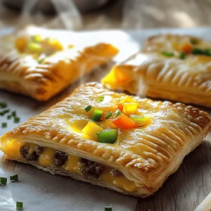To make Savory Breakfast Poptarts, you will need: - 2 cups all-purpose flour - 1 teaspoon salt - 1 tablespoon sugar - 1 cup unsalted butter, cold and cubed - 6-8 tablespoons ice water - 1 cup shredded cheddar cheese - 1 cup cooked breakfast sausage, crumbled - 1 tablespoon Dijon mustard - 1/2 cup diced bell peppers (any color) - 1 egg, beaten (for egg wash) - Black pepper, to taste You can swap ingredients based on your taste. Use whole wheat flour for a healthier option. If you want a dairy-free version, try a plant-based butter and dairy-free cheese. For the sausage, turkey or veggie sausage works great. If you dislike mustard, skip it or use a bit of hot sauce instead. Each serving has about 280 calories and provides: - Protein: 10g - Carbohydrates: 30g - Fat: 15g - Fiber: 1g - Sugars: 1g This recipe yields eight poptarts, so share them with friends or save some for later! Making savory breakfast poptarts is simple and fun. First, you prepare the dough, then create the filling. After that, you assemble and bake them. This process takes about 45 minutes of prep and 20-25 minutes of baking. 1. Mix Dry Ingredients: In a large bowl, whisk together 2 cups of all-purpose flour, 1 teaspoon of salt, and 1 tablespoon of sugar. 2. Add Butter: Cut 1 cup of cold, cubed unsalted butter into the flour mix. Use your fingers or a pastry cutter to create coarse crumbs. 3. Form Dough: Gradually mix in 6-8 tablespoons of ice water. Add the water slowly until the dough forms. You may not need all the water. 4. Chill Dough: Divide the dough into two discs. Wrap each in plastic wrap and chill for 30 minutes in the fridge. 5. Preheat Oven: Set your oven to 400°F (200°C). Line a baking sheet with parchment paper. 6. Roll Dough: On a floured surface, roll out one disc of dough to about 1/8 inch thick. Cut rectangles (4x6 inches). Repeat with the second disc. You need equal pieces. 7. Make Filling: In a bowl, mix 1 cup of shredded cheddar cheese, 1 cup of crumbled cooked breakfast sausage, 1 tablespoon of Dijon mustard, 1/2 cup of diced bell peppers, and black pepper to taste. 8. Fill Poptarts: Place a spoonful of the filling on half of the dough rectangles. Leave a small border around the edges. 9. Seal Poptarts: Brush the edges of the filled rectangles with beaten egg. This helps seal them. 10. Top and Crimp: Place the remaining rectangles on top. Press to seal, crimping edges with a fork. 11. Egg Wash: Brush the tops with the remaining beaten egg. 12. Vent Poptarts: Make a few small slits in the tops to let steam escape. 13. Bake: Bake for 20-25 minutes or until golden brown. 14. Cool and Serve: Let them cool slightly on a wire rack before serving. - Use cold butter for a flaky crust. - Avoid overmixing the dough. This keeps it tender. - Experiment with different cheeses or meats for fresh taste. - Serve warm for the best flavor. For the full recipe, check the previous section. Enjoy your tasty breakfast poptarts! Making savory breakfast poptarts can be fun, but some errors can ruin them. Here are a few common mistakes: - Overworking the dough: This makes the crust tough. Mix until just combined. - Not chilling the dough: Chilling helps the butter stay cold. This leads to flaky layers. - Filling too much: Avoid overstuffing. Leave space around the edges for sealing. - Skipping the egg wash: This gives your poptarts a nice golden color. To elevate the flavor of your savory breakfast poptarts, try these tips: - Use fresh herbs: Adding chopped chives or parsley brightens up the filling. - Spice it up: A pinch of cayenne or smoked paprika adds depth. - Experiment with cheese: Mix different cheeses like pepper jack or feta for a new taste. - Add a sauce: Serve with salsa or hot sauce for a flavorful kick. Presentation makes a difference. Here are some great ideas for serving your poptarts: - Warm and fresh: Serve them right out of the oven for the best taste. - Garnish with herbs: A sprinkle of fresh herbs adds color and flavor. - Pair with fruit: Serve with fresh fruit or a fruit salad for balance. - Make it a meal: Add a side of scrambled eggs or a light salad for a hearty breakfast. {{image_2}} You can swap the cheddar cheese for other types. Try mozzarella for a gooey texture. Feta adds a nice salty bite, while pepper jack gives a spicy kick. You can also use cream cheese for a creamy filling. Each cheese choice changes the flavor and texture. Get creative with your fillings! You can add cooked veggies like spinach or mushrooms. Diced tomatoes add freshness, while cooked bacon gives a smoky taste. For a hearty version, add scrambled eggs. Mix and match your favorite meats and veggies to find the perfect combo. If you need gluten-free options, use gluten-free flour for the dough. Make sure your fillings are also gluten-free. For a vegetarian version, skip the sausage and load up on veggies. You can also use tofu or beans for protein. Adjust the recipe to fit your diet and enjoy! To keep your savory breakfast poptarts fresh, use an airtight container. Place parchment paper between layers to prevent sticking. Store them at room temperature for a few days. If you want to keep them longer, refrigeration is a good option. Just know that they may lose some crispness in the fridge. To freeze your poptarts, wrap each one in plastic wrap and then in aluminum foil. This helps keep them fresh. You can freeze them for up to three months. When you are ready to eat, remove them from the freezer. Let them thaw in the fridge overnight or at room temperature for a few hours. Reheat them in the oven at 350°F (175°C) for about 10-15 minutes. This restores their flaky texture. When stored properly, savory breakfast poptarts last up to four days at room temperature. In the fridge, they stay fresh for about a week. If frozen, they can last for three months. Always check for any signs of spoilage before eating. Enjoy your homemade poptarts any time! Yes, you can prepare these poptarts ahead of time! Make the dough and filling, then store them separately in the fridge. You can also assemble the poptarts and keep them in the fridge for up to a day. Just bake them when you're ready to enjoy. This makes mornings much easier! Savory poptarts pair well with many sides. Here are a few ideas: - Fresh fruit salad - A light green salad - Yogurt with honey - Scrambled eggs - Crispy bacon These sides add color and flavor, making your breakfast fun and filling. You can customize your poptarts easily! Here are some ideas: - Swap cheeses like mozzarella or feta. - Add cooked veggies like spinach or mushrooms. - Use different meats, like ham or bacon. - Mix in herbs for extra flavor, like thyme or basil. This way, you can make poptarts that fit your taste! You can find the full recipe for savory breakfast poptarts in this article. It includes detailed steps to help you make these tasty treats at home. Enjoy cooking! This blog post covered all you need for tasty poptarts. We explored ingredients, cooking steps, and tips for the best flavor. I shared storage tips and FAQs to help you make and enjoy them easily. Remember to try different cheeses and flavors to make your poptarts unique. With these insights, you can create delicious treats for any occasion. Enjoy your baking adventure!