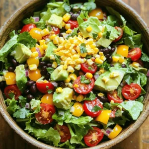 Cowboy Salad is vibrant and packed with flavor. Here’s what you need: - 2 cups romaine lettuce, chopped - 1 cup cherry tomatoes, halved - 1 cup bell peppers (red and yellow), diced These fresh vegetables form the base of your salad. Romaine lettuce offers a nice crunch. Cherry tomatoes add sweetness, while bell peppers bring colorful layers. - 1 cup canned black beans, rinsed and drained - 1 cup corn, fresh or canned Black beans add protein and fiber. Corn sweetens the dish and gives it heartiness. Together, they make the salad filling and nutritious. - 1 avocado, diced - 1/2 red onion, finely chopped - 1/2 cup shredded cheddar cheese - 1/4 cup cilantro, chopped - 1/2 cup tortilla chips, crushed (for topping) Avocado provides creaminess. Red onion adds a mild bite. Cheddar cheese introduces richness, and cilantro gives a fresh taste. The crushed tortilla chips add a fun crunch at the end. - 1/4 cup olive oil - 2 tablespoons lime juice - 1 teaspoon cumin powder - Salt and pepper to taste The dressing ties everything together. Olive oil and lime juice create a zesty base. Cumin adds warmth, while salt and pepper enhance all the flavors. You can find the full recipe for Cowboy Salad in the next section. Enjoy crafting this flavorful dish! 1. Layering the salad base Start by taking a large salad bowl. Add 2 cups of chopped romaine lettuce as your base. This gives your salad a crisp and fresh start. 2. Adding the salad ingredients Next, layer the other ingredients. First, add 1 cup of halved cherry tomatoes. Then, add 1 cup of canned black beans that you rinsed and drained. Follow this with 1 cup of corn, fresh or canned. Now, add 1 diced avocado, 1 cup of diced bell peppers, and 1/2 a finely chopped red onion. Finally, sprinkle 1/2 cup of shredded cheddar cheese and 1/4 cup of chopped cilantro on top. 3. Whisking the dressing ingredients together In a small bowl, combine 1/4 cup of olive oil, 2 tablespoons of lime juice, 1 teaspoon of cumin powder, and salt and pepper to taste. Whisk these ingredients together until they blend well. This dressing adds a zesty kick to your salad. 4. Tossing the salad gently Drizzle the dressing over your salad. Use a spoon to toss the salad gently. Be careful not to mash the avocado. You want each bite to be fresh and colorful. 5. Tips for adding tortilla chips Right before serving, add 1/2 cup of crushed tortilla chips on top. This gives your salad a nice crunch. If you like, you can serve the chips on the side for a fun touch. For the full recipe, check out the details above. Enjoy making this fresh and flavorful Cowboy Salad! Using fresh ingredients makes a big difference. Fresh veggies taste better and add crunch. For canned items, choose good quality brands. They save time and still taste great. Rinse canned black beans well to remove extra salt. When picking avocados, look for ripe ones. A ripe avocado feels slightly soft when you press it. If it’s hard, let it ripen on your counter. You can speed up ripening by putting it in a paper bag with a banana. Adjust the seasoning to fit your taste. If you like it spicy, add some chili powder. For a zesty kick, increase the lime juice. Taste as you go to get it just right. You can swap the olive oil for avocado oil if you want a different flavor. For a creamy dressing, mix in some Greek yogurt. It will change the texture and taste while still being healthy. Serve your Cowboy Salad in a big bowl for gatherings. This makes it easy for everyone to help themselves. You can also layer the salad in mason jars for meal prep. Start with dressing on the bottom, then add the lettuce, beans, and toppings. This keeps everything fresh and pretty. For a fun touch, add some extra cilantro and lime wedges on the side. It looks nice and gives a fresh flavor boost to each bite. {{image_2}} Cowboy salad is versatile. You can change it to fit your needs and tastes. Here are some fun ideas. For a vegan option, skip the cheese. You can add nutritional yeast for a cheesy taste. For a vegetarian version, keep the cheese and load up on veggies. If you need gluten-free options, use corn chips that are certified gluten-free. They add a tasty crunch without the gluten. Adding proteins makes your salad heartier. Grilled chicken or steak works well. You can also use shrimp or tofu for a different twist. Try different dressings too. A zesty ranch or chipotle dressing adds a nice kick. You can even make a creamy avocado dressing for extra flavor. You can make a Southwestern Cowboy Salad. Add jalapeños, black olives, and a chipotle dressing for a spicy twist. For a Mexican-inspired salad, toss in corn salsa and top it with fresh cilantro. You can also include diced mango for a sweet touch. For the complete recipe, check out the Full Recipe above. To store leftovers of your Cowboy Salad, place it in an airtight container. This keeps it fresh and tasty. You can store it in the fridge for about three days. If you notice the lettuce wilting, it’s time to toss it. I recommend eating your stored salad within three days for the best taste. After this, the ingredients can lose flavor and texture. Avoid freezing salad components like lettuce and avocado. They do not freeze well and can turn mushy. Instead, refrigerate and enjoy fresh. To keep your salad ingredients crisp, separate them before storing. Keep the dressing in a small container. Add it right before you eat. For avocado, sprinkle some lime juice on it to slow browning. This way, your Cowboy Salad stays fresh and vibrant! Cowboy salad is a colorful dish that blends fresh veggies and beans. It reflects the hearty flavors of the American Southwest. This salad often includes ingredients like romaine lettuce, black beans, and corn. It’s a great way to enjoy a mix of textures and tastes. People love it for its bold flavors and vibrant colors, making it a popular choice for gatherings. Yes, you can make cowboy salad ahead of time. To do this, prepare the ingredients separately. Keep the dressing in a jar and the salad in a bowl. This keeps the salad fresh and crisp. Just combine everything right before serving. If you store it this way, the flavors will blend nicely without making the ingredients soggy. If you don’t have black beans, you can use other beans. Great options include kidney beans or pinto beans. Chickpeas work well too, adding protein and a nice taste. For a meatier option, try diced grilled chicken or beef. These alternatives will give your salad a different twist while still being delicious. Cowboy salad is packed with healthy ingredients. It has plenty of fresh veggies, which provide vitamins and fiber. Black beans add protein and help keep you full. Avocado gives healthy fats, while corn offers sweetness. Together, these ingredients make a balanced meal that supports a healthy diet. Cowboy salad can last about 3 days in the fridge. Make sure to store it in an airtight container. Check for signs of spoilage like wilted lettuce or sour smells. If everything looks fresh, it’s still good to eat. Enjoy your salad, but try to finish it within a few days for the best taste. For the full recipe, check out the Cowboy Salad section! In this post, we explored the vibrant ingredients of Cowboy Salad and how to prepare it. Fresh veggies, proteins, and flavor enhancers create a satisfying dish. We also shared tips for perfecting your salad and offered variations for different diets. Remember, you can adjust ingredients and dressings to your taste. This salad not only delights your palate but also provides essential nutrients. Enjoy making your Cowboy Salad as a fun, healthy meal choice!