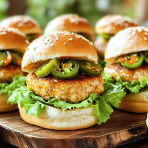 To make Bang Bang Chicken Sliders, you need fresh ingredients. Here’s what you will use: - 1 pound ground chicken - 1/4 cup green onion, finely chopped - 1/4 cup breadcrumbs - 1 egg - 1 teaspoon garlic powder - 1 teaspoon onion powder - 1 teaspoon paprika - Salt and pepper to taste - 1/2 cup mayonnaise - 2 tablespoons sweet chili sauce - 1 tablespoon sriracha (adjust to taste) - Slider buns - Lettuce leaves for topping - Pickled jalapeños for garnish (optional) These ingredients create a tasty mix. Each item adds flavor and texture. The ground chicken makes the sliders juicy. The spices give them a nice kick. You can find these items at any grocery store. Adding garnishes can make your sliders more fun. Here are some options to consider: - Sliced avocados for creaminess - Tomato slices for freshness - Cheese for extra richness - More sriracha for heat - Fresh herbs like cilantro for brightness Feel free to mix and match. These toppings can change the flavor and look of your sliders. Get creative and have fun with your choices. Using fresh ingredients makes a big difference. Here are some tips: - Buy ground chicken from a trusted source. Look for bright pink meat with no gray spots. - Choose green onions that are firm and green. Avoid any that look wilted. - Check the expiration dates on sauces and mayo. Fresh products taste better. - Store your toppings in the fridge until you are ready to use them. High-quality ingredients lead to better flavors. Always aim for the best when cooking. For the full recipe, check out the steps I shared earlier. Start by gathering your ingredients. In a bowl, mix the ground chicken, green onion, breadcrumbs, egg, garlic powder, onion powder, paprika, salt, and pepper. Use your hands to combine everything well. It should feel sticky but hold together. Next, shape the mix into small patties. You should make about eight patties. Heat a non-stick skillet over medium heat. Lightly coat it with oil. Place the patties in the skillet once it's hot. Cook each side for about 4-5 minutes. The patties should turn golden brown and be fully cooked. Use a meat thermometer to check. The inside should reach 165°F. While the chicken cooks, make the Bang Bang sauce. In a small bowl, combine mayonnaise, sweet chili sauce, and sriracha. Stir the mix until smooth. Taste it. If you want more heat, add more sriracha. This sauce will give your sliders a delicious kick. Now it’s time to build your sliders. Take a slider bun and spread a good amount of Bang Bang sauce on the bottom. Place a chicken patty on top of the sauce. Add a fresh lettuce leaf for crunch. If you like spice, add pickled jalapeños. Finally, cap your slider with the top bun. Serve them warm for the best taste. For a fancy touch, drizzle extra Bang Bang sauce on the platter. Enjoy your tasty treat! To make the best chicken patties, start with fresh ground chicken. Mix your ingredients well for flavor. Form the patties into equal sizes. This helps them cook evenly. Use medium heat on your skillet. This ensures a nice golden crust without burning. Cook each side for about 4-5 minutes. Check for doneness by cutting one in half. It should be fully cooked and juicy. Avoid overworking the meat mixture. This can make your patties tough. Also, don’t skip the breadcrumbs; they add texture. Make sure your skillet is hot but not smoking. Cooking at too high a heat can burn the outside while leaving the inside raw. Finally, resist the urge to flip the patties too soon. Let them brown properly for the best flavor. When serving your sliders, use a clean platter. Arrange the sliders neatly for a nice look. Drizzle extra Bang Bang sauce on top for added flair. You can sprinkle sesame seeds for color and crunch. For garnish, add fresh herbs or pickled jalapeños. This adds a pop of color and flavor. The first bite should be as pleasing to the eyes as it is to the taste buds. Enjoy your sliders fresh and warm! For the full recipe, check out the details above. {{image_2}} You can swap the ground chicken for other meats. Ground turkey works well and stays moist. If you prefer beef, use lean ground beef for a richer taste. For a lighter option, ground pork adds a nice flavor too. Each protein gives a unique twist to these sliders. If you want to make these sliders without meat, try using chickpeas. Mash cooked chickpeas and mix them with breadcrumbs and spices. Another great option is using black beans for a hearty texture. For a vegan spin, use flax eggs instead of regular eggs. These options still pack a delicious punch. To change the flavor, try adding spices. You can mix in cumin or coriander for a warm touch. For heat lovers, add more sriracha or red pepper flakes. You can also play with herbs like cilantro or basil. These small changes can bring a whole new vibe to your sliders. To keep your Bang Bang chicken sliders fresh, store them in an airtight container. Place wax paper between each slider to avoid sticking. This method helps keep the sliders from getting soggy. Store them in the fridge for up to three days. If you want to eat them later, freezing is a great option. When you’re ready to eat your leftover sliders, reheating them correctly is key. Preheat your oven to 350°F (175°C). Place the sliders on a baking sheet. Heat them for about 10-12 minutes until they are warm throughout. This method keeps the sliders crispy. Avoid using the microwave, as it can make the buns soft. To freeze your sliders, wrap each one in plastic wrap. Then, place them in a freezer bag. They can last up to three months in the freezer. When you want to enjoy them, let them thaw in the fridge overnight. Then, reheat in the oven for the best results. This way, you can enjoy your tasty treat anytime! For the full recipe, refer back to the earlier sections. Bang Bang Chicken Sliders are mini sandwiches filled with tasty chicken patties. They are spicy, sweet, and creamy. I mix ground chicken, spices, and green onions to make the patties. Then, I cook them until they are golden brown. I top each slider with a special Bang Bang sauce made from mayonnaise, sweet chili sauce, and sriracha. This combination gives them a unique kick. These sliders are perfect for parties or game days! Yes, you can make the sauce ahead of time. Mix the mayonnaise, sweet chili sauce, and sriracha in a bowl. Store the sauce in the fridge until you need it. This makes it easy to assemble your sliders quickly. Just remember to stir the sauce before using it, as it may separate a bit in the fridge. To change the heat level in your sliders, adjust the sriracha in the sauce. If you want less heat, use less sriracha. For more heat, add extra sriracha or even some hot sauce. You can also add spicy toppings like pickled jalapeños. This way, you can make the sliders as mild or spicy as you like! We explored how to make Bang Bang Chicken Sliders, from ingredients to storage tips. You learned about key ingredients, cooking steps, and how to present your sliders well. Don't forget the many variations you can try, like alternative proteins or spice levels. Remember to store leftovers properly and reheat them for the best taste. This dish is fun and easy to make. Now you can impress your friends and family with your cooking skills! Enjoy your sliders and happy cooking!