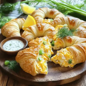 - 1 can (8 oz) refrigerated crescent roll dough - 1 cup cooked crab meat (fresh or canned) - 1/2 cup cream cheese, softened - 1/2 cup shredded sharp cheddar cheese To make delicious crab and cheese crescents, you need a few key ingredients. First, the refrigerated crescent roll dough serves as the perfect base. It gives a flaky texture and golden color. Next, you will need cooked crab meat, which adds a rich flavor. You can use fresh or canned crab meat based on what you have. Cream cheese adds creaminess, while shredded sharp cheddar cheese gives a nice kick. - Fresh herbs like dill - Garlic powder and lemon juice For those who crave more flavor, consider adding some optional ingredients. Fresh herbs, like dill, bring brightness to the dish. Garlic powder adds a savory note, and a splash of lemon juice enhances the crab's natural taste. These ingredients can take your crescents to the next level. - Mixing bowl - Baking sheet - Parchment paper You will need a few simple tools to prepare these crescents. A mixing bowl is essential for combining your filling ingredients. A baking sheet will hold your crescents in the oven. Lining it with parchment paper makes cleanup easy and helps prevent sticking. With these ingredients and tools, you’re on your way to creating a great party snack. For the full recipe, check out the provided details. 1. Preheat the oven and prepare the baking sheet: Start by preheating your oven to 375°F (190°C). While the oven heats, grab a baking sheet and line it with parchment paper. This will help prevent the crescents from sticking. 2. Mix the filling ingredients: In a mixing bowl, combine the cooked crab meat, softened cream cheese, shredded cheddar cheese, green onions, lemon juice, garlic powder, salt, and pepper. Use a fork to mix everything until it’s well blended. This filling is the heart of your crescents, so make sure it’s creamy and flavorful. 1. Unrolling and cutting the dough: Take the refrigerated crescent roll dough and unroll it on a clean surface. You will see lines that show where to cut. Carefully separate the triangles along these lines. 2. Filling and rolling the crescent triangles: Take about a tablespoon of the crab mixture and place it at the wide end of each triangle. Gently roll the dough from the wide end to the narrow tip, folding the filling inside. Pinch the edges to seal them well. This step is crucial to keep the filling from leaking out while baking. 1. Brushing with egg wash: Once all the crescents are rolled, place them on your prepared baking sheet. Brush the tops with the beaten egg. This will give them a shiny, golden finish when baked. 2. Baking time and cooling tips: Bake in your preheated oven for 12-15 minutes. Keep an eye on them until they puff up and turn golden brown. After baking, let them cool for a few minutes on the sheet. This allows the flavors to settle before serving. Enjoy these delicious crab and cheese crescents warm for the best taste! For the full recipe, check out the earlier section. To get the best results, ensure your dough is at room temperature. Cold dough can be hard to roll and may not bake evenly. Allow it to sit out for 15 to 20 minutes before using. Adjust the seasoning to your taste. You can add a pinch more salt or a dash of hot sauce if you like it spicy. Remember, the crab meat's flavor is delicate, so don’t overpower it. For a great presentation, serve the crescents warm on a colorful platter. Add lemon wedges and a small bowl of garlic dipping sauce on the side. This adds flavor and makes the dish look inviting. Consider pairing the crescents with a light salad or a vegetable platter. Fresh veggies add crunch and balance to the rich flavors of the crab and cheese. To store leftovers, allow the crescents to cool completely. Place them in an airtight container and keep them in the fridge for up to three days. For reheating, preheat your oven to 350°F (175°C). Place the crescents on a baking sheet and heat for about 10 minutes. This keeps them crispy and delicious. {{image_2}} You can change the crab meat for other options. Shrimp or lobster work great too. If you want a vegetarian choice, use artichokes or mushrooms. These swaps keep the dish tasty and fun. For cheese, think beyond cheddar. Creamy goat cheese adds a tangy twist. Mozzarella gives a stretchy texture. Mix different cheeses for a unique flavor profile. If you need gluten-free options, use gluten-free crescent rolls. Many brands provide great alternatives. Ensure the rest of your ingredients are also gluten-free for safety. Want a vegan version? Use a plant-based cream cheese instead of dairy. You can also try using tofu or cashews blended to a smooth cream. Both options keep the filling rich and creamy. Adding spices can boost the taste. Try a pinch of cayenne for heat or smoked paprika for depth. You can also toss in some chopped bell peppers or spinach for extra flavor and nutrition. Fresh herbs like parsley or chives elevate the dish. Dill pairs well with crab and adds brightness. Feel free to experiment with what you love for a personal touch. For the full recipe, check out the main section. Enjoy creating your own unique twists on these delicious crab and cheese crescents! This recipe for delicious crab and cheese crescents is simple and fun. You need just a few ingredients to make a tasty snack. Here’s what you need: - 1 can (8 oz) refrigerated crescent roll dough - 1 cup cooked crab meat (fresh or canned) - 1/2 cup cream cheese, softened - 1/2 cup shredded sharp cheddar cheese - 1/4 cup green onions, finely chopped - 1 tablespoon lemon juice - 1/2 teaspoon garlic powder - Salt and pepper to taste - 1 egg, beaten (for egg wash) - Fresh dill for garnish (optional) You’ll mix the ingredients, fill the dough, and bake. The whole process takes about 30 minutes. You can make 8 crescents, perfect for parties or gatherings. For perfect crescents, keep a few things in mind. - Use room temperature cream cheese for easy mixing. - Make sure to seal the dough well to avoid leaks. - Brush the tops with egg for a nice golden color. Garnishing with fresh dill adds flavor and looks great. You can also serve them with lemon wedges for a fresh twist. I recommend taking photos while you make these crescents. A video tutorial can also help. Showing each step makes it easier for you and others. Share your creations online for extra fun! Yes, you can use frozen crab meat. Just make sure to thaw it first. Frozen crab works well in this recipe. It saves time and often tastes great. If you use frozen crab, check for any excess water. Drain it before mixing to keep your crescents from getting soggy. You can store crab and cheese crescents for about three days in the fridge. Make sure to keep them in an airtight container. For longer storage, freeze them. Wrap each crescent in plastic wrap and place them in a freezer bag. They will last up to three months in the freezer. When you want to eat them, just reheat them in the oven. Dips add fun and flavor to your crab and cheese crescents. Here are some great options: - Garlic Aioli: A creamy garlic sauce pairs well with the rich filling. - Lemon Butter Sauce: This bright and zesty dip adds a nice touch. - Spicy Sriracha Mayo: For those who like a kick, this dip is perfect. - Tartar Sauce: A classic choice that complements seafood nicely. Feel free to explore more dips to find your favorite! In this blog post, we explored the key ingredients for creating delicious crab and cheese crescents. We looked at essential items, cooking tips, and variations to enhance flavor. Remember to prepare your dough and filling properly for the best results. Also, try different herbs or cheeses to make these bites your own. With these guidelines, you can impress guests at any gathering. Enjoy your cooking and let your creativity shine!