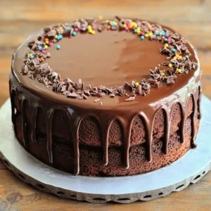 To make a Chocolate Drip Cake, you need some key ingredients. Each one plays a big role in the flavor and texture. - 2 cups all-purpose flour - ¾ cup unsweetened cocoa powder - 1 cup semi-sweet chocolate chips All-purpose flour helps the cake rise and gives it a nice texture. Unsweetened cocoa powder adds a rich chocolate flavor. The semi-sweet chocolate chips bring sweetness and melt beautifully in the ganache. You can add some fun touches to your cake with optional ingredients. These extras can enhance both flavor and appearance. - Chocolate shavings or sprinkles - Flavoring variations (vanilla extract, almond extract) Chocolate shavings or sprinkles give your cake a festive look. You can also add vanilla or almond extract for extra flavor. These small changes make a big difference in taste. Having the right tools makes baking easier and more fun! Here’s what you’ll need: - Measuring cups and spoons - Mixing bowls - 9-inch round cake pans Measuring cups and spoons help you get the right amounts. Mixing bowls make it easy to combine your ingredients. A 9-inch round cake pan is perfect for baking the layers of your cake. For the full recipe, check out the details above. Happy baking! Preheat the oven and prepare the pans: Start by preheating your oven to 350°F (175°C). This step is crucial to get that perfect rise. Grease and flour two 9-inch round cake pans. This helps the cake come out easily. Mixing dry and wet ingredients: In a large bowl, sift together the flour, sugar, cocoa powder, baking powder, baking soda, and salt. This ensures there are no lumps. In another bowl, mix the eggs, milk, vegetable oil, and vanilla extract. Beat them for about 2 minutes. Then, carefully stir in the boiling water. Your batter will be thin, but that’s okay! Preparing the chocolate ganache: In a saucepan, heat the heavy cream until it just starts to boil. Remove it from heat and add the chocolate chips. Let it sit for 5 minutes. Then, stir until smooth and glossy. This ganache will make your cake shine! Layering the cake: Once the cakes are fully cooled, place one layer on a serving plate. Spread a nice layer of ganache on top. Place the second layer on top of this. Pop it in the fridge for about 30 minutes. This helps the layers hold firm. Dripping the ganache: Now, it’s time for the fun part! Pour the remaining ganache over the top of the cake. Watch it drip down the sides. Use a spatula to spread it evenly if you want. Decorating with sprinkles: After the ganache sets, decorate the top with chocolate shavings or sprinkles. This adds a nice touch and makes your cake look extra special. Enjoy your creation! To get the perfect drip, you need the right ganache consistency. Aim for a smooth and glossy texture. The ganache should flow but not be too runny. If it's too thick, warm it gently. If too thin, let it sit for a few minutes to thicken. Timing is key for the drip effect. Pour the ganache on the cake when it's slightly cooled but still pourable. This helps it drip down the sides nicely without running off entirely. How do you test if your cake is done? Use a toothpick. Insert it into the center of the cake. If it comes out clean, the cake is ready. If it has batter on it, bake a little longer. Cooling your cakes correctly matters, too. After baking, let them cool in the pan for about 10 minutes. Then, flip them onto a wire rack to cool completely. This prevents sogginess and helps keep the cake fluffy. Decorating your cake can be fun! Try adding chocolate shavings or colorful sprinkles. They add texture and make your cake look festive. For serving, slice the cake with a sharp knife. Wipe the knife between cuts for clean slices. You can serve it with a scoop of ice cream or a dollop of whipped cream for an extra treat. For the complete recipe, check out the Full Recipe. {{image_2}} You can make your chocolate drip cake truly your own. Adding fruit like raspberries or strawberries gives a fresh taste. Nuts, such as walnuts or pecans, add crunch and flavor. You can also experiment with different types of chocolate. Use dark chocolate for a richer taste. Milk chocolate makes the cake sweeter. White chocolate adds a creamy touch and a unique look. Designing your cake can be fun. For special events, try themed decorations. You could use edible flowers for a spring look or holiday shapes for Christmas. Layering techniques can also change how your cake looks. Try stacking different flavors or colors. This will make each slice exciting. If you need gluten-free options, use almond flour or gluten-free flour blends. Many people enjoy these alternatives without losing flavor. For vegan substitutions, swap eggs with flaxseed meal or applesauce. Use plant-based milk and dairy-free chocolate chips. This ensures everyone can enjoy your tasty creation. Feel free to check out the Full Recipe for more ideas on how to make your chocolate drip cake special! To keep your chocolate drip cake fresh, let it cool completely first. Wrap it in plastic wrap or foil. This helps keep the cake moist. Use an airtight container for best results. It prevents air from drying out your cake. You can also use a cake dome if you have one. This offers a great way to store while keeping it visible. You can freeze your chocolate drip cake for later. First, slice the cake into pieces. Wrap each slice in plastic wrap tightly. Then place all slices in a freezer bag. Make sure to remove as much air as you can. To thaw, take out a slice and leave it in the fridge overnight. It will be ready to enjoy the next day! A chocolate drip cake stays fresh for about 3 to 5 days when stored properly. If you freeze it, it can last for up to 3 months. Just make sure to use it within that time for the best taste. After thawing, enjoy it within 2 to 3 days for the best flavor. You can try dark chocolate chips for a richer taste. Milk chocolate chips offer a sweeter flavor. White chocolate chips work too, but the ganache will be less chocolatey. If you're looking for a healthier option, use cocoa powder mixed with a bit of coconut oil. You can swap out the heavy cream with coconut cream for a dairy-free version. For a vegan option, use dairy-free chocolate and coconut cream. Yes, you can prepare the cake ahead of time. Bake it a day before and let it cool. Wrap the cakes in plastic wrap and keep them in the fridge. This helps the flavors develop. Frosting works best later, once the cake is cooled. If you frost too soon, it might melt. Wait until the ganache is ready and the cake is chilled. If your ganache is too thick, add a splash of warm cream. Stir until it reaches the right consistency. You can also heat it gently over low heat, stirring often. To ensure a smooth drizzle, let the ganache cool slightly before pouring. A warm ganache drips better than a cold one. Enjoy your perfect Chocolate Drip Cake with these tips! For a detailed recipe, check the Full Recipe. You now have all the steps and tips to make a great chocolate drip cake. Start with the key ingredients like flour and cocoa powder. Follow the baking steps carefully for the best results. Remember the tips for perfect ganache and presentation. Don’t hesitate to experiment with flavors or decorations. This cake is fun to make and share. Enjoy the process, and your sweet creations will impress everyone. Happy baking!