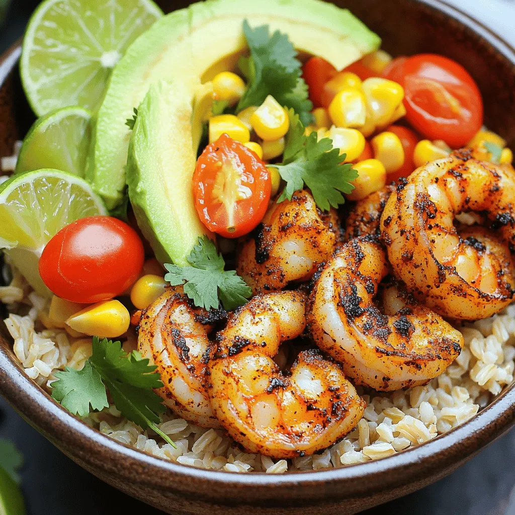 - 1 pound large shrimp, peeled and deveined - 2 tablespoons paprika - 1 teaspoon cayenne pepper - 1 teaspoon garlic powder - 1 teaspoon onion powder - 1 teaspoon dried oregano - 1 teaspoon dried thyme - Salt and black pepper to taste - 2 tablespoons olive oil - 2 cups cooked brown rice or quinoa - 1 avocado, sliced - 1 cup cherry tomatoes, halved - 1 cup corn (fresh, frozen, or canned) - 1 lime, cut into wedges - Fresh cilantro, for garnish The shrimp is the star of the show, so choose large ones for a nice bite. Paprika gives the shrimp a bright color and a sweet flavor. Cayenne pepper adds heat, so adjust it to your taste. Garlic and onion powders give depth to the dish. Oregano and thyme bring in earthy notes. Use salt and pepper to enhance all the flavors. For the base, brown rice or quinoa makes the bowl hearty. Fresh toppings like avocado, cherry tomatoes, and corn add crunch and creaminess. Finally, lime juice brightens the whole dish, while cilantro adds a fresh finish. For shrimp, I recommend Wild Gulf Shrimp or SeaPak. These brands offer high-quality shrimp that taste great and are sustainably sourced. For spices, McCormick has a nice variety of blends. You can also try Penzeys Spices for unique flavors, like smoked paprika, which will take your dish to the next level. Each serving has about 450 calories. You get protein from the shrimp and healthy fats from the avocado. Brown rice or quinoa adds fiber, helping you feel full. Fresh veggies like tomatoes and corn boost vitamins and minerals. This dish is not only tasty but also a healthy choice for lunch or dinner. For the full recipe, check the provided link. Enjoy making your Blackened Shrimp Bowls! First, gather your spices. In a bowl, mix the paprika, cayenne pepper, garlic powder, onion powder, oregano, thyme, salt, and black pepper. This blend gives the shrimp a bold flavor. Next, take the large shrimp and add them to the spice mix. Toss the shrimp in the spices until they are well coated. This step is key to getting that rich, blackened taste. Now, heat olive oil in a large skillet over medium-high heat. It's important to let the oil get hot. This helps create the crust. Once it's hot, add the seasoned shrimp in a single layer. Don’t overcrowd the pan; this allows the shrimp to cook evenly. Cook for about 2-3 minutes on each side. You want the shrimp to turn opaque and develop a nice blackened crust. When done, remove from heat and set aside. Start with your base. In serving bowls, layer the cooked brown rice or quinoa. This gives a hearty foundation. Next, add the blackened shrimp on top. Follow this with sliced avocado, cherry tomatoes, and corn. The colors make the bowl appealing. For a final touch, squeeze lime juice over the top. This adds a zesty kick. Finish with freshly chopped cilantro for garnish. This step makes the dish pop and adds freshness. For the full recipe, check the details above. To prevent overcooking the shrimp, watch the time closely. Shrimp cooks fast, usually in 2-3 minutes per side. When shrimp turns pink and opaque, it's ready. Remove it from the heat right away. If you leave it too long, the shrimp can become tough. Adjusting spice levels is easy based on your taste. If you love heat, add more cayenne pepper. If you prefer mild flavors, cut back on spices. Always taste the seasoning blend before using it. This way, you can find the perfect balance for your palate. For a creative bowl, layer your ingredients thoughtfully. Start with brown rice or quinoa. Then, add the blackened shrimp on top. Slice the avocado and scatter cherry tomatoes and corn around. Finish with a squeeze of lime and fresh cilantro. Try different bowls like deep dishes or wide plates for variety. Each style can change your dining experience. For the complete cooking process, check out the Full Recipe. {{image_2}} You can switch up the grain in your blackened shrimp bowls. Instead of brown rice, try quinoa. Quinoa is light and packed with protein. It also has a nutty flavor that pairs well with shrimp. Farro is another great option. It is chewy and adds a nice texture. If you want something lighter, use cauliflower rice. It has fewer carbs and is easy to make. Just grate fresh cauliflower or pulse it in a food processor. These options make your meal more exciting! You can customize your bowl with extra toppings. Consider adding bell peppers, zucchini, or spinach. These veggies add color and nutrients. For more protein, try adding grilled chicken, tofu, or beans. Each option gives your bowl a unique twist. You can also sprinkle some feta cheese or nuts for added crunch. Mix and match for fun flavor combinations! To enhance the flavors, play with different spices and sauces. You can add a Thai twist by using coconut milk and lime. For a Mexican flair, try adding cumin and fresh salsa. If you love heat, drizzle some sriracha or hot sauce on top. You can also mix in a sweet sauce like teriyaki for a unique blend. These variations make blackened shrimp bowls versatile and exciting. Feel free to explore and create your own favorite flavor profile! Store leftovers in an airtight container. Keep them in the fridge for up to three days. This helps keep shrimp and other ingredients fresh. When you want to enjoy them again, just take them out and let them sit for a few minutes before reheating. To freeze shrimp and cooked bowls, start by letting them cool completely. Place the shrimp in a freezer-safe bag. Remove as much air as you can before sealing. You can freeze the cooked bowls too. Just separate the rice or quinoa from the shrimp and toppings. This keeps everything tasting great when you thaw it. When reheating, use a skillet over medium heat. Add a little olive oil for taste. Heat until the shrimp are warmed through, about 3-4 minutes. If you're reheating a whole bowl, microwave it for 1-2 minutes. Always check to ensure it’s hot throughout. Squeeze fresh lime juice on top when serving. This will brighten the flavors and keep the dish delicious. For the full recipe, check the earlier section. The total time for this dish is 30 minutes. You need about 15 minutes to prep. This includes gathering your ingredients and seasoning the shrimp. Cooking the shrimp takes another 10 to 15 minutes. It is a quick meal to whip up on busy nights. Yes, you can use frozen shrimp. First, thaw the shrimp in cold water. This method takes about 15-20 minutes. Just place the shrimp in a bowl of cold water. Change the water every 5 minutes until they are thawed. Pat them dry before seasoning. This step helps the spices stick better. If you don’t have the spices, use what you have. Try a store-bought Cajun or Creole blend. You can also mix equal parts of paprika and chili powder. For a milder taste, use less cayenne. If you want more flavor, add a pinch of cumin or coriander. Yes, this recipe is healthy. Shrimp is low in calories and high in protein. The spices also offer various health benefits. They can boost your metabolism and add flavor without extra calories. The brown rice or quinoa adds fiber and nutrients. Fresh veggies like avocado and tomatoes add vitamins too. This bowl is a nutritious choice for any meal. To create the perfect Blackened Shrimp Bowl, start with fresh shrimp, spices, and tasty toppings. Choose the best brands for shrimp and spices to boost flavor. Follow the step-by-step instructions for cooking shrimp to a crispy perfection. Don’t forget to layer your bowl for a great look. You can enjoy different grains and toppings while adjusting spice levels to suit your taste. Remember, leftovers can be stored properly to enjoy later. This dish is not just delicious; it's healthy too. Try customizing it to fit your unique palate. Enjoy making and sharing your Blackened Shrimp Bowls!