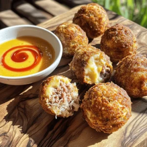 For Reuben balls, you need the following main ingredients: - 1 cup cooked corned beef, chopped finely - 1 cup sauerkraut, drained and chopped - 1 cup shredded Swiss cheese - 1/2 cup cream cheese, softened - 1 teaspoon garlic powder - 1 teaspoon onion powder - 1/2 teaspoon black pepper - 1/2 cup breadcrumbs - 1 egg, beaten - Oil for frying To make the spicy dipping sauce, gather these ingredients: - 1/2 cup mayonnaise - 2 tablespoons Dijon mustard - 1 tablespoon Sriracha sauce (adjust for spice tolerance) - 1 teaspoon honey - Salt and pepper to taste Choosing fresh ingredients is really important. Here are some tips: - Corned Beef: Look for bright pink color and a firm texture. Avoid any gray spots. - Sauerkraut: Choose sauerkraut that smells fresh and tangy. The crunchier, the better! - Swiss Cheese: Pick cheese that feels moist and has a smooth surface. - Cream Cheese: Ensure it is soft and creamy. Check the expiration date. - Spices: Use fresh spices for the best flavor. Old spices lose their taste. These fresh ingredients will help you create the best Reuben balls. For the complete recipe, check the Full Recipe section. To start, gather all your ingredients. You will need cooked corned beef, sauerkraut, Swiss cheese, and cream cheese. Also, have garlic powder, onion powder, black pepper, breadcrumbs, and one egg ready. In a large mixing bowl, add the chopped corned beef, drained sauerkraut, shredded Swiss cheese, and softened cream cheese. Sprinkle in the garlic powder, onion powder, and black pepper. Mix everything well until combined. Once mixed, shape the mixture into small balls, about one inch wide. This should make around 12 to 15 balls. Roll each ball in breadcrumbs to coat them evenly. Place the coated balls on a tray and refrigerate for about 30 minutes. This helps them firm up, making frying easier. Next, heat oil in a deep frying pan over medium heat. Make sure the oil is hot but not smoking. Carefully add the chilled Reuben balls to the hot oil. Fry them in small batches to avoid crowding. Cook each batch for 3 to 4 minutes. Look for a nice golden brown color on all sides. Once done, use a slotted spoon to remove the balls from the oil. Drain them on a paper towel to remove excess oil. This step ensures your Reuben balls stay crispy and delicious. While the Reuben balls cool, prepare the spicy dipping sauce. In a small bowl, whisk together mayonnaise, Dijon mustard, Sriracha sauce, and honey. Adjust the Sriracha to match your spice level. Add a pinch of salt and pepper for taste. Mix until smooth and creamy. Serve the hot Reuben balls with the spicy dipping sauce on the side. Enjoy this tasty treat! For the full recipe, check out the details above. To fry Reuben balls just right, heat your oil to medium. Use enough oil to cover the balls halfway. This helps them cook evenly. Fry in small batches to avoid crowding the pan. This keeps the heat steady. Cook for about 3-4 minutes until they turn golden brown. Remember to flip them halfway for an even color. One common mistake is not chilling the balls before frying. Chilling helps them hold their shape. Another mistake is using too much oil. If the oil is too hot, the outside cooks fast, but the inside stays cold. Lastly, don’t skip the breadcrumbs. They give a nice crunch and keep the filling moist. To keep the filling moist, use cream cheese. It adds a rich texture. Mix the filling just until combined; overmixing can dry it out. You can also add a splash of broth or a bit more cream cheese if needed. This keeps the balls juicy and flavorful. {{image_2}} You can switch up the filling in your Reuben balls for fun. Try pastrami instead of corned beef for a twist. You can also use turkey for a lighter version. If you want a veggie option, use mushrooms and spinach. This keeps the dish fresh and exciting. While the spicy dipping sauce adds heat, other sauces can change the game. Consider a creamy ranch for a cool dip. A tangy garlic aioli also pairs well with the balls. For a zesty kick, try a chipotle mayo. These options keep your guests guessing and delighted. Reuben balls shine at parties. Serve them on a large platter with toothpicks. This makes them easy for guests to grab. Pair them with a variety of dipping sauces for choice. You can also add a side of pickles for extra crunch. These ideas make your dish the star of the show. After enjoying your Reuben balls, store any leftovers in an airtight container. Keep them in the fridge. They will last for about 3-4 days. Make sure they cool down before sealing. This helps keep them fresh. To reheat, use the oven for the best texture. Preheat your oven to 350°F (175°C). Place the Reuben balls on a baking sheet. Heat them for about 10-15 minutes. This method keeps them crispy and delicious. You can also use a microwave, but this may make them soggy. You can freeze Reuben balls for later. First, let them cool completely. Then, place them in a single layer on a tray. Freeze until solid, about 1-2 hours. After that, transfer them to a freezer bag. They can last up to 3 months in the freezer. When ready to eat, thaw in the fridge before reheating. This way, you keep the flavor and texture intact. If you want a different meat, try pastrami or roast beef. Both give a nice flavor. You can also use turkey or chicken for a lighter option. These meats work well with the sauerkraut and cheese, keeping that Reuben taste. To make these Reuben balls gluten-free, swap regular breadcrumbs for gluten-free ones. You can also use crushed gluten-free crackers or oats. Check that the corned beef and sauces you use are gluten-free too. This way, everyone can enjoy them! Yes, you can bake Reuben balls! Preheat your oven to 400°F (200°C). Place the balls on a baking sheet lined with parchment paper. Bake for 20-25 minutes, turning halfway through. They won’t be as crispy as fried ones, but they’ll still taste great. For the full recipe, check out the steps to make these delicious Reuben balls! We explored the key ingredients for tasty Reuben Balls, along with a spicy dipping sauce. I shared tips for selecting fresh ingredients and avoiding common mistakes. You learned preparation and cooking steps, plus creative twists for variations. Storage tips will help keep leftovers fresh. Remember, great Reuben Balls start with quality ingredients. Stay confident in your cooking, and enjoy making these fun bites for your next gathering.