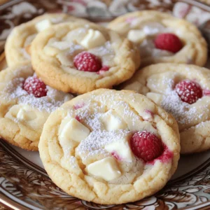 To make decadent white chocolate raspberry cheesecake cookies, gather the following ingredients. Each piece plays a vital role in achieving that creamy, fruity flavor with a touch of sweetness. - 1 cup unsalted butter, softened - 1 cup cream cheese, softened - 1 cup granulated sugar - 1 cup brown sugar, packed - 2 large eggs - 1 teaspoon vanilla extract - 3 cups all-purpose flour - 1 teaspoon baking soda - 1/2 teaspoon salt - 1 cup white chocolate chips - 1 cup fresh raspberries, gently halved - 1/2 cup powdered sugar (for dusting) Each ingredient brings something special. The cream cheese adds richness. The white chocolate chips melt in your mouth, while fresh raspberries give a burst of flavor. This blend creates a cookie that feels like a dessert and tastes divine. You can find the full recipe to make these cookies and indulge in their deliciousness. Enjoy the process of mixing and baking as much as the sweet treat itself! 1. Preheating the Oven and Preparing the Baking Sheets Start by preheating your oven to 350°F (175°C). This step is key for even baking. Next, line two baking sheets with parchment paper. This helps prevent sticking and makes cleanup easy. 2. Creaming the Butter and Sugars In a large mixing bowl, add 1 cup of softened butter and 1 cup of cream cheese. Then, add 1 cup of granulated sugar and 1 cup of brown sugar. Mix these together until the mixture is light and fluffy. This should take about 3 to 4 minutes. The fluffy texture is crucial for soft cookies. 3. Incorporating Eggs and Vanilla Add 2 large eggs to the bowl one at a time, mixing well after each addition. Then, pour in 1 teaspoon of vanilla extract. This brings warmth and depth to the flavor of the cookies. 1. Combining Flour, Baking Soda, and Salt In another bowl, whisk together 3 cups of all-purpose flour, 1 teaspoon of baking soda, and 1/2 teaspoon of salt. This blend provides structure and balance to your cookies. 2. Folding in the Chocolate Chips and Raspberries Gradually add the dry mixture to the wet ingredients. Mix until just combined. Next, gently fold in 1 cup of white chocolate chips and 1 cup of fresh raspberries, halved. Be careful not to smash the raspberries too much. You want to keep their shape for bursts of flavor. 1. Dropping Cookie Dough onto Sheets Using a tablespoon or a cookie scoop, drop rounded balls of dough onto your prepared sheets. Space them about 2 inches apart. This gives them room to spread while baking. 2. Baking Duration and Visual Cues Bake in the preheated oven for 12 to 15 minutes. Look for lightly golden edges, while the centers should still seem soft. This contrast gives the perfect cookie texture. 3. Cooling Instructions After baking, let the cookies cool on the sheets for about 5 minutes. This helps them set. Then, transfer them to wire racks to cool completely. Once cooled, you can dust them lightly with powdered sugar for a lovely touch. For the full experience, check the Full Recipe for additional tips and precise measurements! How to Avoid Overmixing Overmixing can lead to tough cookies. Mix until just combined. When adding the flour, stir gently. This lets the cookies stay light and fluffy. Tips for Perfectly Soft Centers Keep an eye on your baking time. Pull the cookies out when the edges are golden but the centers look soft. Let them cool on the sheet for a few minutes. This helps the centers stay soft. Creative Serving Ideas Arrange the cookies on a pretty plate. Drizzle melted white chocolate over them for extra flair. You can also stack them in a clear jar. This makes a lovely gift. How to Dust with Powdered Sugar Use a fine sieve to dust powdered sugar over the cookies. Hold it high above the cookies for an even sprinkle. This adds a beautiful touch and makes them look fancy. Preventing Raspberry Crush Gently fold in the raspberries. This way, they won’t get smashed. You want nice, whole pieces in each cookie for the best taste. Ensuring Even Baking Make sure to space the dough balls two inches apart on the baking sheet. This gives them room to spread. Rotate the sheets halfway through baking for even heat distribution. {{image_2}} You can mix up the taste of your cookies by changing the chocolate. Instead of white chocolate, try dark or semi-sweet chocolate. This gives a rich flavor that pairs well with raspberries. You can also add a bit of citrus zest. Lemon or orange zest brightens the cookies and adds a nice twist. If you need gluten-free cookies, swap regular flour for gluten-free flour. This keeps the texture light and tasty. For vegan options, replace butter with coconut oil and use a plant-based cream cheese. You can also try flax eggs instead of regular eggs. These changes keep the cookies delicious and friendly for various diets. Change your fruit based on the season. In summer, try peaches or strawberries. In fall, use apples or pumpkin puree. You can also theme your cookies for holidays. Decorate them with colored icing for birthdays or festive sprinkles for the holidays. These seasonal tweaks make your cookies fun and special for any occasion. For the full recipe, check out my White Chocolate Raspberry Cheesecake Cookies . To keep your White Chocolate Raspberry Cheesecake Cookies fresh for a few days, store them in an airtight container. Line the bottom of the container with parchment paper. Place the cookies in a single layer, ensuring they don’t touch. If you have many cookies, add parchment paper between layers. This method keeps them soft and prevents sticking. For longer storage, you can freeze both cookie dough and baked cookies. To freeze cookie dough, scoop rounded dough balls onto a baking sheet. Freeze them until firm, then transfer to a freezer-safe bag. Label the bag with the date. For baked cookies, cool them completely, then wrap each cookie in plastic wrap. Place them in a freezer-safe container or bag. They can last up to three months in the freezer. When you’re ready to enjoy your cookies again, simply place them on a baking sheet. Heat them in a preheated oven at 350°F (175°C) for about 5-7 minutes. This will help revive their softness. For microwave reheating, heat them for about 10-15 seconds. This method softens them nicely. Always check to make sure they don’t get too hot. Enjoy each bite as if they were just baked! To make these cookies from scratch, start with softened butter and cream cheese. Mix them with granulated and brown sugar until fluffy. Then, add eggs and vanilla. In another bowl, whisk flour, baking soda, and salt. Combine both mixtures and fold in white chocolate chips and raspberries. Finally, scoop dough onto baking sheets and bake until golden. For the full recipe, check the details above. Yes, you can use frozen raspberries. They work fine but may release more juice. This can make your cookies a bit softer. If you choose frozen, do not thaw them before adding to the dough. Gently fold them in to minimize juice release. Store the cookies in an airtight container. This keeps them fresh for several days. If you want to keep them longer, consider freezing them. Just make sure to wrap them well to avoid freezer burn. To make a smaller batch, simply divide the ingredients in half. For instance, use half a cup of butter and cream cheese. Adjust the baking time if needed, as smaller cookies may bake faster. Yes, you can use mascarpone cheese or a thick yogurt. These options give a similar creamy texture. If you need a dairy-free option, try a plant-based cream cheese. Just keep in mind the flavor might slightly change. This blog post covered everything you need to whip up delicious White Chocolate Raspberry Cheesecake Cookies. We discussed the essential ingredients, step-by-step preparation, and helpful tips to perfect your baking. You now have options for flavor variations and dietary needs to suit any preference. Don't forget to store your cookies properly to keep them fresh. Baking can be a fun and rewarding experience, so get your ingredients ready. Enjoy creating tasty treats that everyone will love!