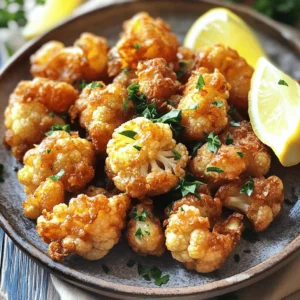 To make Fried Cauliflower Delight, you will need: - 1 medium head of cauliflower, cut into florets - 1 cup all-purpose flour - 1 teaspoon garlic powder - 1 teaspoon onion powder - 1 teaspoon paprika - 1/2 teaspoon cayenne pepper (adjust for spice preference) - 1 teaspoon salt - 1/2 teaspoon black pepper - 1 cup buttermilk (or milk with 1 tablespoon lemon juice) - 2 cups breadcrumbs (Panko for extra crunch) - Vegetable oil, for frying - Fresh parsley, chopped, for garnish - Lemon wedges, for serving The seasonings in this recipe make it pop. Garlic powder brings a nice warmth. Onion powder adds depth and sweetness. Paprika gives it a lovely color and mild smokiness. Cayenne pepper adds a kick, but you can adjust it to your taste. Salt and black pepper are essential for balancing the flavors. Together, they create a tasty coating that makes each bite delicious. For frying cauliflower, I recommend vegetable oil. It has a high smoke point, making it great for frying. Canola oil is another good choice. Both oils help achieve a crispy texture without burning. If you want a bit more flavor, try using peanut oil. It can add a nice nutty taste to the fried cauliflower. Always ensure the oil is hot enough before frying. This helps keep the cauliflower crispy! Start by rinsing the cauliflower under cool water. Cut the head into bite-sized florets. Make sure they are even in size for cooking. Pat the florets dry using a kitchen towel. This helps the batter stick better. In a large mixing bowl, combine the following dry ingredients: - 1 cup all-purpose flour - 1 teaspoon garlic powder - 1 teaspoon onion powder - 1 teaspoon paprika - 1/2 teaspoon cayenne pepper (adjust for spice preference) - 1 teaspoon salt - 1/2 teaspoon black pepper Mix these well to blend the flavors. In another bowl, pour in 1 cup of buttermilk. This will help the flour mixture stick to the cauliflower. Heat vegetable oil in a deep frying pan or wok. Aim for medium-high heat, around 350°F or 175°C. Here’s the fun part! Working in batches, dip a cauliflower floret into the buttermilk. Let any excess buttermilk drip off. Next, roll it in the flour mixture until fully coated. Now dip it back into the buttermilk and roll it in breadcrumbs. Use Panko for extra crunch! Carefully place the coated florets into the hot oil. Fry until they are golden brown and crispy, about 4-5 minutes. Stir occasionally to ensure even frying. Once cooked, use a slotted spoon to lift the cauliflower from the oil. Drain it on a paper towel-lined plate. Repeat this with the remaining florets. Finish by sprinkling chopped parsley on top. Serve hot with lemon wedges on the side. Enjoy this crispy delight that’s packed with flavor! For the complete recipe, check out the Full Recipe. To get that perfect crunch, start with dry cauliflower. If your florets are wet, the batter won’t stick well. After cutting, pat them dry with a towel. This helps the batter cling better. Use Panko breadcrumbs for extra crunch. They create a crispier texture that everyone loves. Fry in hot oil, around 350°F. This keeps the outside crispy while cooking the inside just right. One big mistake is overcrowding the pan. Fry in small batches. If you add too many florets, the oil cools down. This makes them soggy instead of crispy. Another mistake is skipping the double coating. The first dip in buttermilk helps the flour stick. The second dip in breadcrumbs seals the crunch. Lastly, don’t rush the frying. Let them cook until golden brown for the best flavor. Adjusting spice is easy! For mild cauliflower, skip the cayenne pepper. You can also use less of it. If you love heat, add more cayenne or try crushed red pepper flakes. Another option is to mix in some hot sauce into the buttermilk for a spicy kick. Taste as you go, and find the level that’s just right for you. Enjoy experimenting with flavors! For the full recipe, check out the Crispy Zesty Fried Cauliflower. {{image_2}} If you want to make this dish gluten-free, use rice flour instead of all-purpose flour. You can also try chickpea flour, which adds a nutty taste. For the breadcrumbs, look for gluten-free options made from rice or corn. They provide that nice crunch without gluten. You can change up the flavor of your fried cauliflower in many ways. Add spices like cumin or coriander for a warm touch. You can also include grated cheese in the flour mix for a cheesy kick. For a sweeter note, toss in a bit of cinnamon or nutmeg. Experiment with your favorite herbs, like thyme or rosemary, to make it yours. Fried cauliflower is great on its own, but it shines with dips. Serve it with ranch dressing or a spicy aioli for a tasty treat. You can also pair it with a fresh salad for a balanced meal. Think about serving it alongside grilled chicken or fish for a full dinner. Don't forget to add lemon wedges for a zesty touch. Enjoy your Fried Cauliflower Delight with friends and family! For the complete cooking steps, check out the Full Recipe. To keep your fried cauliflower fresh, let it cool down first. Place the cooled florets in an airtight container. This method helps maintain their crispy texture. Store the container in the refrigerator. Fried cauliflower will stay good for about 3 to 4 days. For the best taste, reheat fried cauliflower in an oven. Preheat your oven to 375°F (190°C). Spread the florets on a baking sheet. Heat them for about 10-15 minutes. This method helps regain their crispiness. Avoid using the microwave, as it can make them soggy. You can freeze fried cauliflower for later use. First, let the florets cool completely. Then, spread them out on a baking sheet. Freeze them for about 1-2 hours until firm. After that, transfer the florets to a freezer bag. Remove as much air as possible. Frozen fried cauliflower can last for about 2 to 3 months. When you’re ready to eat, just reheat them straight from the freezer for a quick snack! The best oil for frying cauliflower is vegetable oil. It has a high smoke point. This means it stays stable when heated. Other good oils include canola and peanut oil. They also work well for frying. You want an oil that will not burn at high heat. Using the right oil can make your cauliflower crispy and tasty. Yes, you can bake the cauliflower! Baking is a healthier option. Preheat your oven to 425°F (220°C). Coat the florets with oil and seasoning. Spread them evenly on a baking sheet. Bake for 20-25 minutes, flipping halfway through. They won’t be as crispy as fried, but still delicious. Serve with your favorite dips! Fried cauliflower stays fresh for about 1-2 days in the fridge. Store it in an airtight container. You will want to eat it soon for best taste. The crispy texture may change in the fridge. Reheat it in an oven to bring back some crunch. Avoid microwaving, as it can make it soggy. You can prep the cauliflower ahead of time. Cut it into florets and store them in the fridge. Keep them in a sealed bag or container. You can also mix the dry ingredients in advance. This saves time when you are ready to fry. Just coat the florets and fry when you need them. Fried cauliflower pairs well with many dips. Try ranch dressing for a classic taste. You can also serve it with a spicy aioli or garlic sauce. For a fresh twist, use tzatziki or a lemon herb dip. These options enhance the flavors of the crispy cauliflower. Yes, other vegetables work well too! Broccoli and zucchini are great options. You can even try mushrooms for a fun flavor. Just adjust the cooking time as needed. Each vegetable brings a unique taste to the dish. To make the cauliflower extra crispy, use Panko breadcrumbs. They provide a great crunch. Make sure to double-coat the florets. Dip them in buttermilk, then flour, then buttermilk again, and finally breadcrumbs. This technique helps create a thick and crispy layer. Fry them in hot oil for the best results. Serve fried cauliflower hot and fresh! Garnish with chopped parsley and lemon wedges. This adds color and a pop of flavor. You can also serve it as an appetizer or snack. Pair it with drinks for a perfect party treat. Enjoy sharing this delightful dish with friends and family. For the full recipe, check out the details in the recipe section above. This blog post covered making crispy cauliflower. We talked about key ingredients, cooking methods, and tips for success. You learned how to avoid common mistakes and adjust spice levels. We also shared flavorful variations and smart storage tips. If you follow these steps, you will create a dish that impresses everyone. Enjoy every bite of your crispy cauliflower!