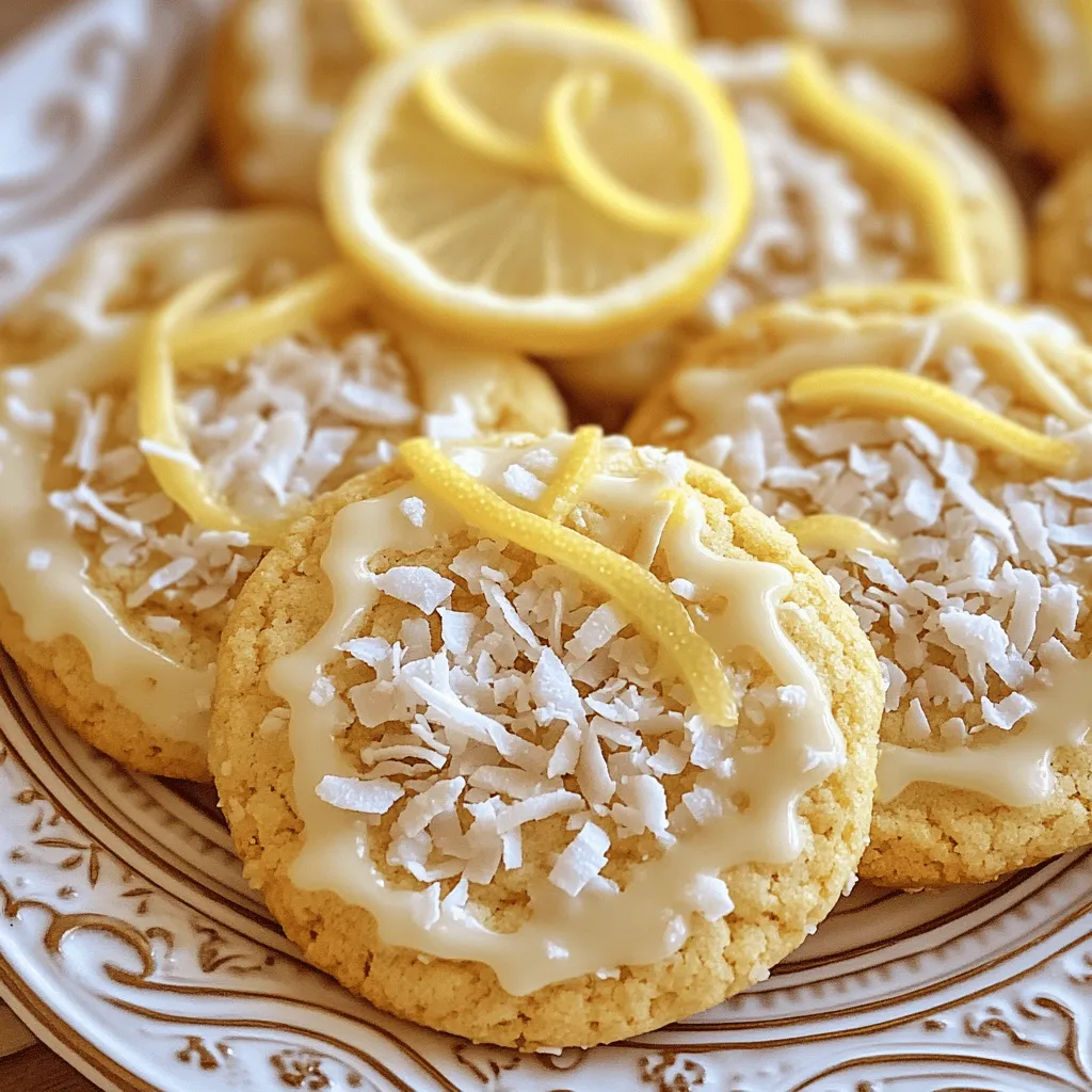 - 1 cup shredded coconut (unsweetened) - 1/2 cup all-purpose flour - 1/4 teaspoon baking powder - 1/4 teaspoon salt - 1/2 cup unsalted butter, softened - 1/2 cup granulated sugar - 1 egg - Zest of 1 lemon - 2 tablespoons fresh lemon juice - 1 teaspoon vanilla extract - 1 cup powdered sugar (for icing) - 1-2 tablespoons lemon juice (for icing) When I make Lemon Coconut Heaven Cookies, I carefully select fresh ingredients. The coconut must be unsweetened. This choice keeps the cookies from being too sweet. I use all-purpose flour for the right texture. Baking powder helps them rise just right. Salt is a small but key ingredient. It enhances all the flavors. I use unsalted butter for a creamy base. Granulated sugar provides sweetness and helps the cookies spread. The egg binds the dough and creates a soft cookie. Fresh lemon juice and zest add bright flavor. The vanilla extract rounds out the taste, making each bite irresistible. If you want to change things up, consider these options. Instead of shredded coconut, try finely chopped nuts for crunch. For a gluten-free version, use almond flour or coconut flour. Both will work but change the texture a bit. Choosing fresh lemons is important for the best taste. Look for lemons that are firm and heavy for their size. This means they have more juice. For coconut, use the unsweetened kind from a bag. Look for large shreds for better texture. Avoid stale coconut, as it can ruin the cookies. First, gather your dry ingredients. In a small bowl, mix together: - 1 cup shredded coconut (unsweetened) - 1/2 cup all-purpose flour - 1/4 teaspoon baking powder - 1/4 teaspoon salt Whisk these together until they are well combined. This step creates a solid base for your cookies. Next, cream the butter and sugar. In a large mixing bowl, take: - 1/2 cup unsalted butter, softened - 1/2 cup granulated sugar Beat these together until they look light and fluffy, which takes about 3-4 minutes. This is where your cookies start to gain that rich, sweet flavor. Now, add the egg, lemon zest, fresh lemon juice, and vanilla extract. Mix until everything is well blended. Then, slowly add the dry coconut mixture to the wet mix. Stir until just combined. You want the dough to be slightly sticky, which helps keep the cookies moist. Now it's time to shape the cookies. With wet hands, scoop out tablespoon-sized portions of the dough. Roll them into balls. Place the balls on a prepared baking sheet, making sure they are spaced about 2 inches apart. This space is key for even baking. Next, slightly flatten each ball with your palm. Bake them in the oven at 350°F (175°C) for about 10-12 minutes. Look for the edges to turn a light golden hue. While the cookies bake, you can prepare the lemon icing. In a bowl, combine: - 1 cup powdered sugar (for icing) - 1-2 tablespoons lemon juice (for icing) Mix until the icing is smooth and drizzly. If it’s too thick, add more lemon juice. If it’s too runny, add more powdered sugar. Once the cookies are out of the oven and have cooled for five minutes, drizzle the icing on top of each cookie. This adds a sweet and tangy layer that makes these cookies truly heavenly. To make Lemon Coconut Heaven Cookies truly special, measure your ingredients carefully. Use dry measuring cups for flour and coconut. Fill the cup, then level it off with a knife. This keeps your cookies from becoming too dry or crumbly. Next, avoid overmixing the dough. When you combine the wet and dry ingredients, mix just until you see no flour. This helps keep the cookies soft and chewy. Overmixing can lead to tough cookies, which we definitely don’t want! These cookies pair perfectly with tea or coffee. The bright lemon flavor shines through alongside a warm drink. Serve them at a gathering or as a sweet afternoon treat. For a touch of flair, consider garnishing. A sprinkle of shredded coconut on top adds a nice visual. You can also place thin lemon slices on the serving plate for a pop of color. One common mistake is overbaking. Keep an eye on the cookies as they bake. They should be lightly golden around the edges but still soft in the center. If you leave them too long, they will become hard. Another mistake is not using fresh ingredients. Always choose fresh lemons for zest and juice. The flavor of fresh ingredients makes all the difference in your cookies. For the best results, use unsweetened coconut for a rich, authentic taste. {{image_2}} You can boost the taste of Lemon Coconut Heaven Cookies in fun ways. Adding chocolate chips brings a rich twist. I suggest using semi-sweet or dark chocolate chips for a balance of flavors. Just fold them into the dough before baking. Incorporating nuts can add a great crunch. Chopped almonds or macadamia nuts work well here. Mix about 1/2 cup of nuts into the dough. This adds texture and depth to each bite. Switching up the shape can make baking even more exciting. You can shape these cookies as drop cookies. Just scoop the dough and bake as usual. For cut-out cookies, chill the dough first. Then roll it out and use cookie cutters for fun shapes. This makes them great for any occasion. Kids love the fun shapes, and it adds a personal touch. If you want a vegan version, swap the egg for flaxseed meal. Mix 1 tablespoon of flaxseed with 2.5 tablespoons of water. Let it sit for a few minutes until it thickens. This mixture works well to bind the dough. For low-sugar alternatives, try using a sugar substitute. Options like stevia or monk fruit sweetener can keep the sweetness without the calories. Just adjust the amounts based on the product you choose. Experiment with these variations to find your favorite twist on the Lemon Coconut Heaven Cookies. Check out the Full Recipe for more details! To keep your Lemon Coconut Heaven Cookies fresh, store them at room temperature. Place them in an airtight container. This prevents them from drying out. You can also layer parchment paper between the cookies. If you want to keep them longer, freeze them. Wrap each cookie in plastic wrap and then place them in a freezer bag. They stay fresh for up to three months in the freezer. Lemon Coconut Heaven Cookies last about one week at room temperature. If stored properly in the freezer, they can last up to three months. Check for signs of spoilage before eating. Look for any off smells or visible mold. If the cookies feel hard or stale, it's time to toss them. To reheat your cookies, use the oven for the best results. Preheat it to 300°F (150°C). Place the cookies on a baking sheet for about 5-10 minutes. This warms them up without making them dry. You can also use a microwave, but be careful. Heat them for just a few seconds to keep them soft. Enjoy them warm, and they will taste as good as when you first baked them. Yes, you can make these cookies ahead of time. Prepare the dough and chill it in the fridge for up to 24 hours. This helps the flavors blend and keeps the cookies from spreading too much when you bake them. When you’re ready, scoop and bake as usual. You can also bake the cookies and store them in an airtight container for up to a week. If your cookies spread too much while baking, try these tips: - Chill the dough: Put the dough in the fridge for about 30 minutes before baking. - Use less butter: Reduce the butter slightly to help them hold shape. - Add more flour: Mix in a bit more flour to firm up the dough. These steps can help you achieve firmer cookies that maintain their shape. To enhance the lemon flavor in your cookies, consider these ideas: - Use more zest: Add extra lemon zest for a stronger taste. - Increase lemon juice: Add a bit more lemon juice in the dough. - Use lemon extract: A few drops of lemon extract can boost the citrus flavor. Experiment with these options to find your perfect lemony balance. This blog post covered how to make Lemon Coconut Heaven Cookies. We explored ingredients, step-by-step instructions, and helpful tips. Knowing the right dough prep and icing techniques is key. Remember to avoid common mistakes and try variations for more fun. These cookies are tasty treats for any occasion. Enjoy making them fresh, and share them with friends or family! Happy baking!