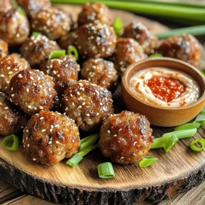 - 1 lb ground beef (or a mix of beef and pork) - 1/2 cup breadcrumbs - 2 green onions, finely chopped - 2 cloves garlic, minced - 2 tablespoons soy sauce - 1 tablespoon sesame oil - 1 tablespoon ginger, grated - 1 tablespoon brown sugar - 1 egg, lightly beaten - 1/4 teaspoon black pepper - Sesame seeds for garnish For the meatballs, I use a mix of ground beef and pork. This adds flavor and keeps them juicy. Breadcrumbs work well as a binder. They help hold everything together without making the meatballs too dense. Green onions and garlic bring a fresh taste. They add a nice crunch and aroma. - 1/2 cup mayonnaise - 1 tablespoon Sriracha (adjust to taste) - 1 teaspoon lime juice - Pinch of salt For the spicy mayo dip, I use mayonnaise as the base. It's creamy and smooth. Sriracha adds heat, but you can adjust it to your liking. A little lime juice gives it a tangy kick. Salt enhances the flavors, making everything pop. Feel free to tweak the spice levels to fit your taste. You can find the full recipe linked above to explore step-by-step instructions for these delicious Korean BBQ meatballs with spicy mayo dip. First, set your oven to 400°F (200°C). This temperature helps cook the meatballs evenly. A hot oven makes the outside crispy while keeping the inside juicy. Line a baking sheet with parchment paper. This step prevents sticking and makes cleanup easy. Grab a large bowl. Here, combine the ground beef, breadcrumbs, green onions, and minced garlic. Add soy sauce, sesame oil, grated ginger, brown sugar, beaten egg, and black pepper. Mix everything well. I find using your hands works best for this. Make sure every ingredient is evenly distributed. This step is key for great flavor. Now, take small amounts of the mixture and shape them into meatballs about 1 inch wide. Place them on the baking sheet with some space between them. This helps them cook evenly. Bake in the oven for 20-25 minutes. Look for a golden brown color and ensure they are cooked through. These cues tell you when they are ready to enjoy. For the full recipe, check the earlier section. To make moist meatballs, use a mix of beef and pork. This mix helps keep them juicy. You can also add a little water to the meat mixture. If you want to skip breadcrumbs, try crushed crackers or oats. Both work well and add nice flavor. To boost flavor, add spices like garlic powder, onion powder, or even chili flakes. Fresh herbs like cilantro or basil can also brighten the taste. For a deeper flavor, marinate the meat mixture for a few hours. This step lets the spices soak in, making each bite a delight. When serving, use a nice plate to make the meatballs pop. A colorful platter adds fun. For garnishing, sprinkle sesame seeds on top. You can also drizzle extra spicy mayo around the meatballs. This adds flair and makes it look tasty. For the full recipe, check out the details above. {{image_2}} You can switch up the meat in this recipe. Ground turkey or chicken offers a leaner option. They keep the meatballs moist and flavorful. If you want more texture, try adding finely chopped veggies. Grated carrots or diced bell peppers work well. They add color and nutrition without changing the taste too much. Spicy mayo is a fantastic dip, but you can explore more options. Consider a sweet soy glaze for a new twist. Mix honey with soy sauce and a bit of garlic. This gives a rich, sweet flavor. You could also try a peanut sauce. It adds a nutty taste that pairs great with meatballs. Why not blend flavors from different kitchens? Korean BBQ meatballs can take on Italian flair. Add Italian herbs like basil or oregano to the mix. Serve with marinara sauce for a fun Italian twist. You can also try other Asian-inspired dips. A teriyaki sauce or a soy-sesame blend will add depth. The options are endless! For the full recipe, check out the Korean BBQ Meatballs with Spicy Mayo Dip. To keep your Korean BBQ meatballs fresh, store them in the fridge. Place them in an airtight container. They will stay good for about 3 to 4 days. For longer storage, freeze the meatballs. Spread them out on a baking sheet first. Once frozen, transfer them to a freezer bag. They can last up to 3 months in the freezer. When it's time to enjoy leftovers, reheating is key. The stovetop method works best to keep them moist. Just add a little water or broth to a pan and cover it. Heat on low until warm. If you use a microwave, place them in a bowl with a damp paper towel. Heat in short bursts, checking often. This helps prevent them from drying out. The spicy mayo dip lasts about a week in the fridge. Store it in a sealed container. If you want to refresh it, stir in a bit more lime juice or Sriracha. This adds flavor back in. If you need to reheat it, do so gently on the stovetop. Avoid using the microwave, as it can change the texture. Yes, you can make Korean BBQ meatballs ahead of time. For meal prep, mix the ingredients and form the meatballs. Place them on a baking sheet and cover with plastic wrap. Store them in the fridge for up to 24 hours. You can also freeze the uncooked meatballs. Just freeze them on the baking sheet first. Once frozen, transfer them to a freezer bag. When ready to cook, bake from frozen, adding a few extra minutes to the cooking time. Korean BBQ meatballs pair well with various side dishes. You can serve them with steamed rice or fried rice. A fresh salad with sesame dressing adds crunch. Kimchi provides a spicy and tangy kick. You might also enjoy them with pickled vegetables for a crisp contrast. For a fun twist, serve them in lettuce wraps. The spicy mayo dip is adjustable to your taste. It starts with mayonnaise and Sriracha. If you want less heat, use less Sriracha. You can also add a little lime juice to balance the spice. If you love heat, increase the Sriracha. Taste as you go to find your perfect level. Spicy mayo is versatile and delicious in many dishes. You can use it as a sandwich spread for extra flavor. It works well on sushi or in poke bowls. Try it as a dip for veggies or chips too. You can even drizzle it over grilled meats or tacos for a tasty twist. Yes, you can make a gluten-free version easily. For breadcrumbs, use gluten-free options like crushed rice crackers or almond flour. For soy sauce, choose a gluten-free brand or use tamari. This way, you can enjoy the same great taste without gluten. Korean BBQ meatballs are fun and easy to make. We covered all the key ingredients, from ground beef to green onions. You learned how to prepare, shape, and bake them for the best texture. We also discussed tips for enhancing flavor and suggested some tasty variations. Try these meatballs with different dips or cuisines for a twist. Whether you store or reheat leftovers, you now have a solid plan in place. Enjoy making this dish your own!