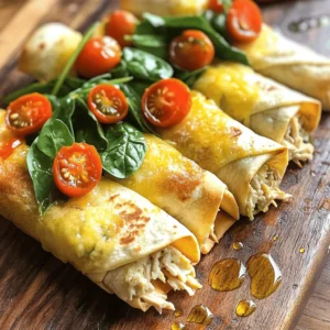 - 2 cups cooked chicken, shredded - 1 cup cream cheese, softened - 1 cup shredded cheddar cheese - 4 cloves garlic, minced - 1 teaspoon dried oregano - 1 teaspoon paprika - Salt and pepper to taste - 4 large flour tortillas - 1 cup fresh spinach leaves - 1/2 cup cherry tomatoes, halved - 2 tablespoons olive oil - Extras like bell peppers or avocado - Herbs for garnish Gathering the right ingredients is key to making Cheesy Garlic Chicken Wraps. You want fresh and flavorful items. Start with cooked chicken. Shredded chicken works best for easy mixing. Cream cheese adds smoothness and richness. Shredded cheddar cheese brings that gooey, melty goodness we love. Garlic is a must for that bold flavor. Minced garlic gives the wraps a strong kick. Dried oregano and paprika add depth to the taste. Don’t forget salt and pepper to round everything out. Next, grab large flour tortillas. These hold all the delicious filling. Fresh spinach leaves add a crisp touch. Cherry tomatoes bring a sweet burst of flavor and color. Finally, olive oil helps crisp the wraps when cooking. If you want to get creative, consider adding extras. Bell peppers add crunch and color. Avocado adds creaminess. Fresh herbs can brighten the meal and make it look fancy. This recipe is flexible, so feel free to adjust based on your taste. For the complete recipe, check out the Full Recipe section. First, combine the chicken, cream cheese, cheddar cheese, minced garlic, and spices in a big bowl. This mix creates a creamy filling that tastes amazing. Make sure to blend it well. Next, warm the tortillas in a dry skillet for about 10-20 seconds on each side. This step makes them soft and easy to wrap. Now, lay each warmed tortilla flat. Divide the cheesy chicken mix evenly among them. Place the filling slightly off-center for easy rolling. On top of the chicken, add fresh spinach leaves and halved cherry tomatoes. These add color and crunch, making your wraps even better. Heat olive oil in the same skillet over medium heat. Place the wraps seam-side down in the skillet. Cook for about 2-3 minutes on each side. You want them golden brown and crispy. Once done, take them out of the skillet. Let them cool slightly, then slice each wrap in half. This makes them easy to serve and eat. Check out the Full Recipe for more tips. To make your Cheesy Garlic Chicken Wraps pop, try swapping spices. Instead of oregano, use dried basil for a fresh taste. You can also add a pinch of cayenne pepper for a bit of heat. If you love spice, add sliced jalapeños to the mix. They give a nice kick and add crunch. Next, let’s talk about wrapping. To ensure a tight wrap, place the filling slightly off-center. Fold the sides in first, then roll tightly from the bottom. This method helps keep the filling secure. To prevent spills, do not overfill the tortillas. A little goes a long way! For different textures, adjust the cooking time. Cook longer for crispier wraps, or keep it shorter for a softer bite. If you want a hands-off approach, you can use an air fryer. It gives a nice crunch without the extra oil. Just set it to 375°F and cook for about 10 minutes. These tips will help you create the best Cheesy Garlic Chicken Wraps ever! For the full recipe, check out the complete instructions above. {{image_2}} You can swap chicken for turkey or tofu. Turkey gives a leaner taste. Tofu is great for a plant-based option. Press and cube the tofu before cooking. This helps it soak up flavor. You can also use tempeh for a nutty twist. Both turkey and tofu absorb spices well, so don’t skip those! Cheese makes the wraps creamy and tasty. Try feta or pepper jack for a zing. Feta adds a salty kick, while pepper jack brings heat. If you want a dairy-free option, use vegan cream cheese. Nutritional yeast can add cheesy flavor without dairy. Mix and match to find your favorite! Sauces can elevate your wraps. Try ranch or barbecue for fun flavors. Ranch gives a cool and creamy taste, while barbecue adds a smoky touch. You can also drizzle balsamic glaze for sweetness. It adds a nice contrast to the savory chicken. Get creative and find what you love! Feel free to explore these ideas in the Full Recipe. To keep your Cheesy Garlic Chicken Wraps fresh, store them in the fridge. Wrap each one tightly in plastic wrap or foil. This helps to prevent air from getting in and drying them out. Use airtight containers for extra protection. I recommend glass containers as they do not absorb odors or stains. Enjoy your wraps within three days for the best taste. If you want to save some wraps for later, freezing is a great option. Place each wrap in a freezer-safe bag or container. Make sure to squeeze out as much air as possible. This helps to avoid freezer burn. You can freeze them for up to three months. When you’re ready to eat, take a wrap out and let it thaw in the fridge overnight. To keep your wraps crispy when reheating, I suggest using a skillet. Heat a bit of oil in the pan over medium heat. Place the wrap seam-side down and cook for about two minutes on each side. This keeps the outside crunchy. If you use a microwave, the wrap may become soggy. If you must use a microwave, heat them in short bursts and enjoy right away. You can use gluten-free tortillas. Many brands make tasty options. Look for ones made with rice or corn. Always check the label to be sure they fit your diet. You can swap regular wraps with these gluten-free choices to enjoy the meal without worries. Yes, leftover rotisserie chicken is perfect. It saves time and adds flavor. Simply shred the chicken and mix it with the other ingredients. This method speeds up the process. You can have your wraps ready in no time, making it a great choice for busy days. Consider serving these wraps with sides like a fresh salad or crispy fries. Dips like guacamole or salsa work great too. You can also add a side of fresh fruit for a sweet touch. These pairings make your meal more fun and tasty. In this post, I outlined how to make Cheesy Garlic Chicken Wraps. You learned about the main ingredients, step-by-step instructions, and helpful tips. I also shared variations to customize your wraps and storage methods to keep them fresh. Remember, these wraps are easy to make and fun to share. Whether you choose chicken, turkey, or even tofu, you can create your own delicious version. Enjoy experimenting and making these wraps your own!