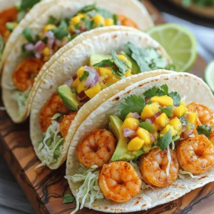 - 1 pound large shrimp, peeled and deveined - 2 tablespoons olive oil - 1 teaspoon smoked paprika - 1 teaspoon cumin - 1/2 teaspoon chili powder - Salt and pepper to taste - 1 ripe mango, diced - 1/2 red onion, finely chopped - 1 jalapeño, minced - Juice of 1 lime - Salt to taste - 8 small corn tortillas - 1 cup shredded cabbage - 1 avocado, sliced - Fresh cilantro, for garnish The ingredients for spicy shrimp tacos and mango salsa are simple yet flavorful. Start with fresh shrimp. Choose large ones for the best bite. Olive oil adds richness and helps the spices stick. The spices bring warmth and depth. Smoked paprika gives a nice smoky flavor. Cumin and chili powder add a kick. Adjust salt and pepper to your taste. For the mango salsa, choose a ripe mango. It should feel slightly soft to the touch. The sweetness of the mango balances the heat from the jalapeño. The red onion adds crunch and color. Lime juice brightens the flavors. A pinch of salt enhances everything. Don’t forget the extras! Corn tortillas make the perfect base. Shredded cabbage adds crunch and freshness. Sliced avocado gives creaminess. Finally, fresh cilantro adds a burst of herbal flavor. This recipe is a great way to enjoy vibrant flavors in one meal. For the full recipe, check out the details above. First, grab a bowl. Add your shrimp, olive oil, smoked paprika, cumin, chili powder, salt, and pepper. Mix them well to coat the shrimp. Let it marinate for 15 minutes. This step makes the shrimp tasty and full of flavor. Take another bowl and combine the diced mango, red onion, minced jalapeño, lime juice, and a bit of salt. Stir gently to blend the flavors. The sweet mango and spicy jalapeño create a perfect match. Heat a non-stick skillet over medium-high heat. Add the marinated shrimp and cook for 2-3 minutes on each side. You want them pink and opaque. Once done, remove them from the skillet. In the same skillet, warm each tortilla for about 30 seconds on each side. This makes them soft and easy to fold. Now it's time to put it all together! On each warm tortilla, layer a handful of shredded cabbage, a few shrimp, and slices of avocado. Top it off with a generous spoonful of mango salsa. The colors and flavors will excite your taste buds. For the full recipe, check the earlier section. Happy cooking! To get flavorful shrimp, let them marinate for a full 15 minutes. This time allows the spices to soak in. You want that smoky paprika and cumin to shine. The longer they sit, the tastier they become. Select ripe mango for optimal sweetness. A soft, fragrant mango will bring the best flavor. You can adjust the spiciness according to your taste. If you want it milder, remove the seeds from the jalapeño. For more heat, add a little extra jalapeño. Use a variety of toppings to make your tacos pop. Lime wedges add a zesty kick. Fresh herbs like cilantro enhance the dish's freshness. Feel free to mix and match your toppings. Each bite will be a burst of flavor! For more details, check out the Full Recipe. {{image_2}} You can swap shrimp for chicken or fish. Chicken thighs work well for a juicy bite. Fish like tilapia or cod also shine in this dish. For a vegetarian choice, grilled tofu is excellent. It absorbs flavors and adds a nice texture. Add diced bell peppers or sweet corn to your salsa. These ingredients bring a tasty crunch. For a fun twist, try a pineapple salsa instead. The sweetness of pineapple contrasts nicely with the spicy shrimp. This change gives a vibrant flavor boost. If you want a different base, use flour tortillas. They are soft and easy to fold. For a low-carb option, lettuce wraps are great. They add a fresh crunch and keep it light. You can enjoy the same flavors in a new way. To keep your shrimp fresh, place it in an airtight container. This way, you avoid exposure to air, which can dry it out. The shrimp tastes best when eaten within two days. If you wait too long, it may lose its flavor. For the mango salsa, use a sealed container to store it in the fridge. This keeps it fresh and tasty. Enjoy the salsa within three days for the best flavor. After that time, the ingredients may start to break down and lose their crunch. If you have leftover shrimp, reheat it gently in a skillet. This helps avoid overcooking. Heat it on medium-low heat for a few minutes. Stir it often until it is warm. You want it to be hot, but still juicy and tender. To add more heat to the shrimp, you can use extra chili powder or cayenne pepper. A pinch of crushed red pepper flakes also works well. If you want a fresh kick, add minced jalapeños. You can leave some seeds in for more heat. Mixing in hot sauce before cooking is another great option. Yes, you can prep for these tacos in advance. Marinate the shrimp up to 24 hours ahead. Just keep it in the fridge until you're ready to cook. You can also make the mango salsa a day before. Just store it in a sealed container to keep it fresh. These tacos pair well with various sides. Try serving them with Mexican rice or black beans. A fresh side salad with lime dressing also complements the dish. You can add tortilla chips and salsa for a fun crunch. If you have leftover tacos, store them in the fridge. Cooked shrimp should be eaten within 2 days. Keep the shrimp and toppings separate to maintain freshness. The mango salsa will stay good for about 3 days in the fridge. Always check for freshness before eating. To sum it up, spicy shrimp tacos are easy to make and taste great. With the right ingredients like fresh shrimp, mango salsa, and tasty spices, you can impress anyone. Remember to let the shrimp marinate for full flavor. Feel free to explore variations with different proteins and toppings. This dish is fun for gatherings and perfect for meal prep. Enjoy these tacos fresh or save leftovers to savor later. Keep the cooking simple, and have fun!