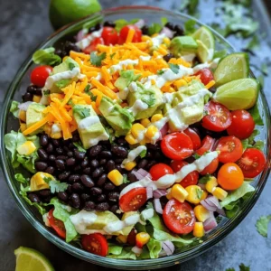 To make this vibrant black bean taco salad, you need the following ingredients: - 1 can (15 oz) black beans, rinsed and drained - 1 cup cherry tomatoes, halved - 1 red bell pepper, diced - 1 cup corn kernels (fresh or frozen) - 1 avocado, diced - 1 small red onion, finely chopped - 1 cup shredded romaine lettuce - 1/2 cup shredded cheddar cheese (optional) - 1 tablespoon cumin - 1 tablespoon chili powder - Salt and pepper to taste These ingredients blend well together. They create a colorful dish packed with flavor and nutrition. For the creamy salsa dressing, gather these simple items: - 1/2 cup Greek yogurt - 1/4 cup salsa (your choice of heat level) - 1 tablespoon lime juice - 1 tablespoon chopped cilantro (optional) This dressing is key to bringing all the flavors together. The yogurt adds creaminess, while salsa gives a nice kick. You can add extra toppings for a fun twist: - Sliced jalapeños for heat - Fresh cilantro for brightness - Lime wedges for an extra zing Feel free to customize your salad with these options. They can enhance flavor and texture and make your dish even more exciting. For the full recipe, check out the detailed steps to create this delicious dish! To start, gather your ingredients. You will need black beans, cherry tomatoes, red bell pepper, corn, avocado, red onion, and romaine lettuce. In a large mixing bowl, combine the rinsed black beans, halved cherry tomatoes, diced red bell pepper, corn, diced avocado, finely chopped red onion, and shredded romaine lettuce. This mix brings fresh colors and flavors together. Next, season your salad. Add cumin, chili powder, salt, and pepper to the bowl. Stir well to coat the veggies and beans evenly with the spices. This step adds a nice kick to the salad base. Now, let’s create the creamy salsa dressing. In a separate bowl, combine Greek yogurt, salsa, lime juice, and chopped cilantro if you like. Whisk these ingredients together until smooth. This dressing adds a rich and tangy flavor that complements the salad. Pour the creamy salsa dressing over the salad mixture. Gently toss everything together until all ingredients are coated. Taste the salad and adjust the seasoning if needed. You might want to add more salt or lime juice for extra flavor. To serve, divide the salad into bowls. If you want, sprinkle shredded cheddar cheese on top. The cheese adds a nice touch and richness to each bite. Enjoy this fresh and vibrant black bean taco salad! For the full recipe, check out the section above. To boost flavor in your black bean taco salad, use fresh herbs. Cilantro adds a bright taste. You can also try squeezing in extra lime juice. This gives a zing that lifts the dish. Adding a pinch of cumin or chili powder can deepen the flavors too. Don’t forget about salt. It can make all the difference in taste. Just be sure to add it slowly and taste as you go. Presenting your salad well can make it more fun to eat. Use clear bowls to show off the bright colors. Layer the ingredients so everyone can see each part. Place the creamy salsa dressing on top for a nice look. You can also garnish with extra cilantro leaves and lime wedges. This not only looks good but adds flavor too. If you like heat, you can spice it up easily. Start with a medium salsa for the dressing. If that’s not hot enough, add a dash of hot sauce. For a milder option, use a mild salsa. You can also remove the chili powder if you want less spice. Always taste your salad as you mix in ingredients. Adjust the spice to fit your taste. {{image_2}} You can boost your Black Bean Taco Salad with some protein. Here are a few tasty ideas: - Grilled Chicken: Add sliced grilled chicken for a hearty meal. - Ground Turkey: Cook ground turkey with spices and mix it in. - Shrimp: Sauté shrimp in garlic for a seafood twist. These options add flavor and make the salad more filling. Choose what you like best! This salad can easily fit a gluten-free diet. Here are some tips: - Beans: Use certified gluten-free canned black beans to avoid cross-contamination. - Dressings: Check the salsa and yogurt for gluten-free labels. - Tortilla Chips: If you want crunch, use gluten-free tortilla chips on top. These changes keep your salad tasty and safe for gluten-free eaters. You can make this salad fit a vegetarian or vegan diet too. Here’s how: - Cheese: Omit the cheddar cheese or use a vegan cheese alternative. - Dressing: Substitute Greek yogurt with almond or coconut yogurt for a vegan dressing. - Extra Veggies: Add more veggies like black olives or jalapeños for flavor. These simple swaps make the salad great for everyone. You can enjoy a delicious meal that fits your lifestyle! For the full recipe, check out the Black Bean Fiesta Taco Salad. You can keep your Black Bean Taco Salad in the fridge. Place it in an airtight container. It stays fresh for up to three days. Make sure to store the creamy salsa dressing separately. This helps keep the salad crisp. I do not recommend freezing this salad. The fresh veggies lose texture and flavor when thawed. If you want to save it, freeze only the beans and corn. You can mix them back in when you make a fresh salad. To enjoy leftovers, store the salad without the dressing. This keeps the lettuce crunchy. When you're ready to eat, add the creamy salsa dressing. Mix gently to coat everything. This way, every bite stays delicious and fresh. For the full recipe, check out the complete guide above! Yes, you can use canned beans for this recipe. Canned black beans save time. Just rinse and drain them before use. This removes excess sodium and improves the flavor. Using canned beans makes your taco salad quick and easy. To add heat, you can use spicy salsa. You can also add diced jalapeños. Another option is to sprinkle in some cayenne pepper. Start with a little and taste as you go. Adjust until it reaches your desired spice level. If you need a substitute for Greek yogurt, use sour cream. You can also try silken tofu for a dairy-free option. Another choice is buttermilk, but it will make the dressing thinner. Choose what suits your taste and diet best. This blog post covered how to make a tasty Black Bean Taco Salad. You learned about the key ingredients, how to prepare the salad and dressing, and ways to enhance flavor. You also found tips for adjusting spice levels and options for different diets. Remember, this salad is easy to store and delicious to eat later. With this knowledge, you're ready to make a great meal at home. Enjoy the flavors and have fun experimenting!