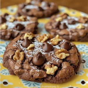 - Granulated sugar: Use 1 cup (200g) of granulated sugar. It adds sweetness and helps the cookies rise. - Brown sugar: Use 1/2 cup (100g) of packed brown sugar. Packed means you press it into the measuring cup. This sugar adds moisture and a rich flavor. - Unsalted butter: Use 1/2 cup (115g) of unsalted butter, melted. Unsalted lets you control the salt in your cookies. - Chocolate chips: Choose between semi-sweet or dark chocolate chips. Semi-sweet has a balanced sweetness, while dark chocolate offers a more intense flavor. - Nuts: You can add 1/2 cup (90g) of chopped walnuts or pecans. Walnuts provide a more bitter taste, while pecans are sweeter and softer. - Gluten-free options: To make gluten-free cookies, swap all-purpose flour with a gluten-free blend. Check that your chocolate chips and other ingredients are also gluten-free. For the full recipe, check out the 20-Minute Fudgy Chocolate Brownie Cookies. First, preheat your oven to 350°F (175°C). This step is crucial for baking cookies evenly. While the oven warms up, get your baking sheet ready. Line the sheet with parchment paper to prevent sticking. This will make cleanup easier and keep your cookies intact. In a large bowl, combine the granulated sugar, brown sugar, and melted butter. Mix these until they look smooth and creamy. This blend gives your cookies a rich taste. Next, add the eggs one by one. This step is important. Mixing in each egg fully helps create a nice, fluffy texture. Now, it’s time to mix the dry and wet ingredients. Sift in the flour, cocoa powder, baking powder, and salt. Gently fold these into the wet mix. Be careful not to over-mix. This keeps your cookies fudgy. Bake the cookies for 10 to 12 minutes. The edges should look firm, but the centers can be soft. This is what makes them fudgy. After baking, let the cookies cool on the sheet for about 5 minutes. This helps set them. Then, move them to a wire rack to cool completely. For serving, enjoy these cookies warm. They pair well with a glass of milk. You can also store them in an airtight container for up to a week. For a special touch, dust them with powdered sugar before serving. For the full recipe, check out the detailed steps above. To get your brownie cookies fudgy, avoid over-mixing the batter. When you fold in the dry ingredients, do it gently. Stop mixing as soon as the flour disappears. Over-mixing adds air, making cookies less dense. Baking time is key too. If you live at a high altitude, reduce the time a bit. For humid days, check your cookies a minute earlier. They should look set around the edges but still soft in the middle. You can take these cookies to the next level by adding different extracts. Almond or hazelnut extracts can add a lovely twist to your brownie cookies. Just a teaspoon can make a big difference in taste. Spices also work wonders. A pinch of cinnamon gives a warm depth to the flavor. You can even try a bit of espresso powder for a rich chocolate boost. Mix and match until you find your favorite flavor combo! {{image_2}} You can make these cookies your own with fun mix-ins. Try using different types of chocolate. White chocolate or milk chocolate can add a sweet twist. You can even mix semi-sweet with dark chocolate for a richer flavor. Dried fruits also work great in these cookies. I love adding cranberries or cherries. They give a tart taste that pairs perfectly with the sweetness. You can also try raisins or even chopped apricots. The options are endless! Want to make these cookies vegan? You can easily swap out some ingredients. For eggs, use flaxseed meal or applesauce. Both work well to bind the dough without eggs. For butter, look for dairy-free alternatives. Coconut oil or vegan butter are great choices. Make sure to choose a dairy-free chocolate too. This way, everyone can enjoy these fudgy brownie cookies! To keep your cookies fresh, I recommend using an airtight container. This container prevents air from making them dry or hard. A simple glass jar or a plastic box works well. Make sure you let the cookies cool completely before you put them away. You can store them at room temperature for up to a week. If you live in a hot place, it’s best to keep them in the fridge. However, cold storage can change their texture slightly. They might lose some fudginess but will stay fresh longer. If you want to save your cookies for later, freezing is a great option. To freeze unbaked cookie dough, scoop the dough onto a baking sheet. Space them out, then pop the sheet in the freezer for about an hour. Once frozen, transfer the dough balls to a freezer bag. Make sure to label the bag with the date. When you’re ready to bake, just take out what you need. Thaw the cookies in the fridge for a few hours before baking. Bake them straight from the freezer for an extra minute or so. Enjoy fresh cookies any time! Check the full recipe for more tips on baking. To make your cookies chewy, you can use a few simple tricks. First, try adding an extra egg yolk. This adds moisture and richness. You can also use less flour in your mix. Aim for a slightly thicker dough. When you mix the dough, don’t overdo it. Just mix until the ingredients blend. This keeps the cookies soft. Lastly, bake them for a shorter time. Remove them from the oven while still soft in the center. Yes, you can use coconut sugar in place of regular sugar. Coconut sugar gives a lovely caramel flavor. The texture may change a bit. Your cookies may be less sweet but still tasty. They might also be a bit darker in color. If you want a sweeter cookie, consider adding a bit more chocolate. This helps balance the flavors well. If your cookies spread too much, adjust the dough. Start by chilling the dough for at least 30 minutes. This firms it up and helps cookies hold their shape. You can also add a little extra flour to thicken the dough. Check your oven temperature too. If it’s too hot, cookies will spread quickly. Use an oven thermometer to be sure. This blog post covered essential ingredients and steps for perfect cookies. We explored sugars, butter, and chocolate options. You learned how to mix your ingredients and the importance of baking time. The tips went further, helping you achieve a fudgy texture and enhance flavors. In my experience, making cookies is both fun and rewarding. Experiment with variations, and don’t forget about storage. Enjoy fresh cookies or share them with friends. Follow these guidelines, and you’ll surely impress everyone with your baking skills!