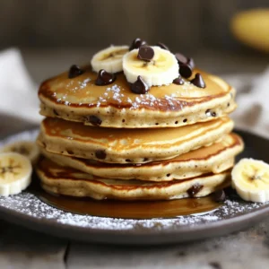 - 1 cup all-purpose flour - 2 tablespoons sugar - 1 tablespoon baking powder - 1/2 teaspoon salt - 1 ripe banana, mashed - 1 cup milk (dairy or non-dairy) - 1 large egg - 2 tablespoons melted butter or coconut oil - 1/2 teaspoon vanilla extract - 1/2 cup chocolate chips - Additional butter or oil for cooking Banana chocolate chip pancakes need simple ingredients. Each one plays a key role in the taste and texture. - All-purpose flour gives the pancakes structure. It makes them fluffy. - Sugar adds sweetness, balancing the rich chocolate. - Baking powder helps the pancakes rise. This makes them light and airy. - Salt enhances all the flavors in the batter. - Ripe banana is the star of the dish. It brings natural sweetness and moisture. - Milk binds the batter. You can use dairy or non-dairy milk. - Egg adds richness and helps with binding. - Melted butter or coconut oil adds flavor and moisture to the pancakes. - Vanilla extract gives a warm, sweet note. - Chocolate chips provide bursts of chocolate in every bite. - Additional butter or oil is for cooking. It prevents sticking and adds a nice crisp. With these ingredients ready, you can make the best banana chocolate chip pancakes. Check out the Full Recipe for details on how to combine these tasty items! Mixing Dry Ingredients Start by gathering your dry ingredients. In a large bowl, whisk together: - 1 cup all-purpose flour - 2 tablespoons sugar - 1 tablespoon baking powder - 1/2 teaspoon salt Mix them well until everything looks even. This step adds air to your pancakes. Combining Wet Ingredients In another bowl, mash one ripe banana with a fork. Then, add: - 1 cup milk (dairy or non-dairy) - 1 large egg - 2 tablespoons melted butter or coconut oil - 1/2 teaspoon vanilla extract Stir these until smooth. The banana adds moisture and flavor. Merging Dry and Wet Mixtures Pour the wet mixture into the bowl with the dry mixture. Gently stir until just combined. It's okay if the batter has lumps. Overmixing can make pancakes tough. Cooking the Pancakes Heat a non-stick skillet over medium heat. Add a little butter or oil to coat the pan. Pour about 1/4 cup of batter for each pancake. Cook until bubbles form on top, about 2-3 minutes. Sprinkle a few chocolate chips on top before flipping. Flip the pancake carefully. Cook for another 2-3 minutes until both sides are golden brown. Serving Suggestions Serve these warm pancakes on a plate. Top with maple syrup, sliced bananas, or whipped cream. You can also sprinkle more chocolate chips on top for extra sweetness. Enjoy your delicious banana chocolate chip pancakes! For the complete recipe, check out the [Full Recipe]. Avoiding Overmixing Mix the batter gently. Overmixing can make the pancakes tough. Stir until you see no dry flour. A few lumps are fine. This keeps them light and fluffy. Cooking Temperature Recommendations Heat your skillet to medium. If it's too hot, pancakes can burn. If too cool, they won’t cook evenly. A drop of water should sizzle on the skillet. Adjust the heat as you cook. Ensuring Even Cooking When you pour the batter, use a measuring cup. This helps keep the pancakes the same size. Cook until bubbles form on top. This shows they are ready to flip. Popular Toppings for Banana Chocolate Chip Pancakes Maple syrup is a classic choice. You can also try honey or agave. Fresh banana slices add great flavor. Whipped cream makes it feel special. Sprinkle some extra chocolate chips on top for fun! Alternative Serving Suggestions Serve with yogurt for a protein boost. A side of bacon or sausage pairs nicely. For a twist, add nuts or berries. These add crunch and flavor. You can even make a pancake stack with layers of toppings! You can find the Full Recipe linked above to guide you through the process. {{image_2}} Using Whole Wheat Flour You can swap all-purpose flour for whole wheat flour. Whole wheat adds fiber and nutrients. The pancakes will have a nuttier taste. They will still be soft and delicious. Just use the same amount as the white flour. Low Sugar Options If you want to cut sugar, reduce or skip the 2 tablespoons of sugar. The ripe banana adds natural sweetness. You can also use honey or maple syrup instead. This way, you keep the flavor while lowering the sugar. Adding Nuts or Berries You can make your pancakes even tastier by adding nuts or berries. Walnuts or pecans add a nice crunch. Blueberries or strawberries give a fresh burst of flavor. Just mix in about 1/4 cup of your choice right before cooking. Swapping Chocolate Types Feel free to change the type of chocolate chips you use. Dark chocolate chips offer a rich taste. Milk chocolate chips are sweeter and creamier. You can even try white chocolate for a fun twist. Mixing different types adds depth to the flavors. For more ideas, check the Full Recipe! After making your banana chocolate chip pancakes, you might have leftovers. Storing them right helps keep them fresh. - Refrigerating Leftover Pancakes: Place your pancakes in an airtight container. Store them in the fridge for up to three days. This keeps them soft and tasty. If you want to enjoy them warm later, make sure they cool down before sealing. - Freezing Pancakes for Later Enjoyment: To save pancakes for a while, freeze them. Stack the pancakes with a piece of parchment paper between each one. This prevents them from sticking together. Use a freezer bag or an airtight container. They can last up to two months in the freezer. When you're ready to eat your pancakes, reheating them is easy. - How to Reheat Pancakes Effectively: For a quick fix, use the microwave. Place a pancake on a microwave-safe plate. Cover it with a damp paper towel to keep it moist. Heat for 20-30 seconds. For a crispy outside, use a skillet. Heat a little butter on medium heat. Add the pancake and cook for about one minute on each side. Enjoy your warm pancakes just like they were fresh! Can I make Banana Chocolate Chip Pancakes gluten-free? Yes, you can. Use a gluten-free flour blend instead of regular flour. Many brands work well. Just check the label to confirm it is a 1:1 substitute. This way, everyone can enjoy these tasty pancakes. How ripe should the banana be for the best flavor? Look for bananas that are very ripe. They should have brown spots and feel soft. Ripe bananas bring out the best sweet taste. They also mash easily, which helps mix well into the batter. Can this recipe be doubled or halved? Yes, you can double or halve the recipe. If you double it, use two ripe bananas. For halving, use half the amount of each ingredient. This makes it easy to adjust for your needs. What are some common mistakes to avoid? Avoid overmixing the batter. A few lumps are okay. Also, make sure your skillet is hot enough before pouring the batter. Cooking at the right temperature helps the pancakes cook evenly. Lastly, don’t skip the chocolate chips; they are the star of this recipe! For the full recipe, check out the detailed steps above. You learned how to make delicious banana chocolate chip pancakes. We covered the ingredients, easy steps, and helpful tips. You also found ideas for healthy swaps and storage advice. Remember, don’t overmix your batter for light pancakes. Enjoy them fresh with your favorite toppings. I hope this recipe makes breakfast special. Now, it’s time to grab those ingredients and start cooking!