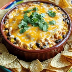 To make a tasty chicken taco dip, gather these ingredients: - 2 cups shredded cooked chicken - 1 cup cream cheese, softened - 1 cup sour cream - 1 packet taco seasoning - 1 cup shredded cheddar cheese - 1 cup black beans, rinsed and drained - 1 cup corn (canned or frozen) - 1 small red onion, finely chopped - 1 jalapeño, deseeded and minced (optional for spice) - ½ cup fresh cilantro, chopped (for garnish) - Tortilla chips (for serving) Measuring ingredients correctly makes a big difference. Use standard measuring cups for accuracy. For shredded chicken, 2 cups can come from about two cooked chicken breasts. If you prefer, you can use a kitchen scale. Cream cheese should be soft for easy mixing. If it’s too hard, microwave it for a few seconds. You can swap ingredients based on taste and availability: - Use Greek yogurt instead of sour cream for a tangy twist. - Substitute rotisserie chicken for homemade shredded chicken to save time. - If you want a lighter dip, try low-fat cream cheese. - For a vegan version, replace chicken with cooked lentils or chickpeas and use vegan cheese. - Instead of black beans, you can use pinto beans or kidney beans. This recipe is flexible, so feel free to mix and match! For more details, check out the Full Recipe. To make chicken taco dip, first, gather your ingredients. You need shredded cooked chicken, cream cheese, sour cream, taco seasoning, cheddar cheese, black beans, corn, red onion, jalapeño, and cilantro. Preheat your oven to 350°F (175°C). In a large bowl, mix the softened cream cheese and sour cream together until smooth. Use a hand mixer or a whisk for this. Next, add the taco seasoning to the cream mixture and blend it well. Now, fold in the shredded chicken, black beans, corn, and chopped red onion. If you want some heat, add the minced jalapeño. Make sure everything is mixed evenly. It should smell great by now! Spread the mixture into a baking dish. A 9x9 inch dish works well. Top it off with the shredded cheddar cheese. Place the dish in your preheated oven and bake for 20 to 25 minutes. The dip is ready when it bubbles and the cheese melts. Once it’s done, carefully take it out of the oven. Let it cool for a few minutes before serving. This helps prevent burning your mouth! Serve the dip warm with tortilla chips. You can keep it in the baking dish for a nice look. For a pop of color, add sliced olives or extra cilantro on the side. This chicken taco dip is perfect for parties or family gatherings. Enjoy your delicious creation! For the complete recipe, check out the Full Recipe. When making chicken taco dip, avoid some key errors. First, don’t skip softening the cream cheese. Cold cream cheese will create lumps. Second, measure your taco seasoning. Too much can overpower the dip. Also, don’t forget to rinse the black beans. This helps remove excess salt and preserves taste. Lastly, let the dip cool a bit before serving. It’s easier to scoop when it’s not too hot. To enhance the flavor of your chicken taco dip, use fresh ingredients. Fresh cilantro adds a bright taste. You can also add lime juice for a zesty kick. If you want more heat, include diced jalapeños or diced green chiles. Mixing in roasted corn gives a sweet crunch. Top with sliced olives or more cheese before baking. This creates a beautiful, cheesy crust. You can make chicken taco dip in advance. Prepare the dip a day before and store it in the fridge. Just cover the baking dish tightly with plastic wrap. Before baking, let it sit at room temperature for about 30 minutes. This helps it cook evenly. If you want to freeze it, do so before baking. Wrap it well and store for up to three months. When ready, thaw it overnight in the fridge and bake as usual. Check out the Full Recipe for more details. {{image_2}} To make your dip spicy, add more jalapeños. You can also use hot salsa instead of regular salsa. Another option is to sprinkle red pepper flakes on top before baking. This will give your dip a nice kick. Adjust the spice level to fit your taste. If you like it hot, go for it! The spicy flavors mix well with the creamy cheese and chicken. If you want a vegetarian version, swap the chicken with extra beans. You can use black beans, pinto beans, or even kidney beans. Add more corn and diced bell peppers for texture. Cream cheese and sour cream keep it creamy, while taco seasoning adds great flavor. This dip remains tasty and satisfying without meat. Serve it with the same tortilla chips for a fun twist. For a lighter dip, choose low-fat cream cheese and sour cream. Greek yogurt can replace sour cream for a protein boost. Use shredded chicken breast instead of dark meat for fewer calories. You can also add more veggies like zucchini or spinach to increase nutrition. These swaps keep your dip creamy but cut some fat. Enjoy the same great taste while being a bit healthier! After making your chicken taco dip, let it cool. Once it cools, cover it tightly with plastic wrap or transfer it to an airtight container. You can store it in the fridge for up to three days. If you want to save time, prepare the dip a day ahead and chill it overnight. This helps the flavors blend well. You can freeze the chicken taco dip for later enjoyment. First, let it cool completely. Then, place it in a freezer-safe container. Make sure to leave some space at the top, as it will expand when frozen. This dip can stay fresh in the freezer for about two months. If you want to save some time, you can freeze it before baking. To reheat, take the dip out of the fridge or freezer. If frozen, thaw it overnight in the fridge. Preheat your oven to 350°F (175°C). Place the dip in an oven-safe dish and cover it with foil. Heat for about 20-30 minutes. Check for warmth and remove the foil for the last 5 minutes to melt the top cheese. You can also reheat it in the microwave. Heat it in short bursts, stirring in between, until hot. Enjoy your tasty dip warm! To make your chicken taco dip spicier, add more jalapeños. You can also use diced green chilies. Another option is to mix in hot sauce. Start with a small amount, then taste and adjust. This way, you control the heat. Spicy flavors can enhance the dip's taste and make it exciting! Yes, you can use leftover chicken! Shredded rotisserie chicken works great. Simply mix it into the dip as you would with fresh chicken. Using leftovers saves time and reduces waste. Plus, it adds great flavor. It’s a simple way to enjoy a tasty dish while being smart in the kitchen. Tortilla chips are the classic choice for this dip. They add a nice crunch, making the dip enjoyable. You can also serve it with veggies like carrot sticks or celery for a fresh touch. Sliced bell peppers are colorful and tasty too. For a fun twist, try it with pita chips or crackers. Absolutely! Making chicken taco dip in a slow cooker is easy. Combine all ingredients in the slow cooker. Set it on low for 2-3 hours or high for 1-2 hours. Stir occasionally until the dip is hot and bubbly. This method is perfect for parties or gatherings. You can keep it warm and ready to serve! For the full recipe, check out Chicken Taco Dip Delight . This blog post covered the key ingredients for chicken taco dip, how to measure them, and substitutes. You learned step-by-step instructions for preparing and baking the dip, along with serving ideas. I shared tips to avoid common mistakes and enhance flavors. We explored tasty variations and provided storage tips to keep your dip fresh. With your new knowledge, you’re ready to make a delicious chicken taco dip that everyone will enjoy. Don’t be afraid to get creative and make it your own!