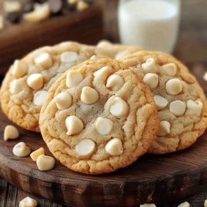 - 1 cup unsalted butter, softened - 3/4 cup granulated sugar - 3/4 cup packed brown sugar - 2 large eggs - 2 teaspoons vanilla extract These ingredients form the base of your cookies. The butter gives them that rich taste. The sugars help create a soft and chewy texture. Eggs bind everything together while adding moisture. Vanilla adds a lovely flavor that enhances the sweetness. - 2 1/4 cups all-purpose flour - 1 teaspoon baking soda - 1/2 teaspoon salt Flour is key for structure. It creates the cookie's backbone. Baking soda helps the cookies rise and become fluffy. Salt balances the sweetness and makes the flavors pop. - 1 cup white chocolate chips - 1/2 cup chopped macadamia nuts (optional) - 1/4 teaspoon almond extract White chocolate chips bring creaminess and sweetness. Macadamia nuts add a nice crunch, but they are optional. Almond extract gives a unique twist that some may love. These extras let you customize your cookies to match your taste. For the complete step-by-step guide, check out the Full Recipe. - Preheat the oven to 350°F (175°C). - In a large bowl, cream 1 cup of softened butter with 3/4 cup of granulated sugar and 3/4 cup of brown sugar. Mix until the mixture is light and fluffy. This takes about 2 to 3 minutes. - Add in 2 large eggs, one at a time. Mix well after each egg. - Next, pour in 2 teaspoons of vanilla extract and 1/4 teaspoon of almond extract. This adds a nice twist to the flavor. - In another bowl, whisk together 2 1/4 cups of all-purpose flour, 1 teaspoon of baking soda, and 1/2 teaspoon of salt. - Slowly add the dry mix to the wet mixture. Stir until just combined; don’t overmix. - Gently fold in 1 cup of white chocolate chips and 1/2 cup of chopped macadamia nuts if you want more crunch. - Use a cookie scoop to portion the dough. Place rounded balls on prepared baking sheets, leaving about 2 inches between each one. - Bake in the preheated oven for 10 to 12 minutes. Look for lightly golden edges and slightly underbaked centers. This keeps them soft and chewy. - Once baked, let the cookies cool on the sheets for 5 minutes before moving them to a wire rack. For the full recipe, check the earlier section! To make these cookies soft and chewy, cream the butter and sugars well. Start with softened butter. Mix it with granulated sugar and brown sugar until it turns light and fluffy. This step adds air to the dough, helping the cookies rise. Underbaking the cookies is key. Pull them out of the oven when the edges are slightly golden but the middle looks soft. They will continue to cook on the baking sheet for a few minutes. This extra time will ensure a soft, chewy center. For a unique taste, add almond extract to your dough. Just a little goes a long way. Mix it in when you add the vanilla extract. The almond flavor pairs well with white chocolate. If you're looking to swap ingredients, consider using dark chocolate chips instead of white. You can also try adding chopped nuts or dried fruits for extra flavor and texture. Serve your cookies on a bright plate to make them pop. A few extra white chocolate chips on top can add a nice touch. Pair these cookies with a glass of cold milk or a cup of coffee for a tasty treat. For a decorative display, stack the cookies in a clear jar or on a tiered stand. This makes them look inviting and fun at any gathering. {{image_2}} You can easily change the flavor of your cookies. One fun swap is using semi-sweet chocolate chips instead of white chocolate. This will add a rich, deep taste. You can also mix in dried fruits like cranberries or raisins. Nuts, such as walnuts or pecans, add crunch and flavor. Try adding a pinch of cinnamon for warmth. Each choice makes the cookies unique. Get creative with how you serve your cookies. You can make cookie sandwiches by pairing two cookies with frosting or a scoop of ice cream in the middle. This makes a fun treat for kids or parties. Another option is to turn the dough into bars. Spread the dough in a baking pan and bake it. Once cooled, cut it into squares for easy serving. This style is perfect for potlucks or school events. If you have dietary needs, you can still enjoy these cookies. For gluten-free options, use a gluten-free all-purpose flour blend. This ensures you can savor every bite without worry. If you prefer a vegan version, swap the eggs for flaxseed meal or applesauce. Use coconut oil instead of butter. These changes keep the cookies soft and chewy while fitting your diet. You can find the Full Recipe to try out these variations and more! To keep your soft and chewy white chocolate chip cookies fresh, store them in an airtight container. This helps lock in moisture and keeps them soft. Place a piece of bread in the container. The cookies absorb moisture from the bread, staying chewy for longer. Keep the container at room temperature, away from direct sunlight. Your cookies can last about 5 to 7 days this way. If you want to save cookies for later, freezing is a great option. Let the cookies cool completely before freezing. Place them in a single layer on a baking sheet. Freeze them for about 1 hour. Once frozen, transfer the cookies to a freezer bag or airtight container. Label the bag with the date. They can last up to 3 months in the freezer. You can also freeze the cookie dough. Just scoop the dough balls onto a baking sheet, freeze, then store in a bag. When ready to bake, just add a few extra minutes to the baking time. To rewarm cookies for the best taste, preheat your oven to 350°F (175°C). Place the cookies on a baking sheet lined with parchment paper. Heat them for about 5 to 7 minutes. This warms them up and softens them nicely. You can also use a microwave. Heat each cookie for about 10-15 seconds. Just make sure not to overheat, or they will become hard. Enjoy your warm cookies with a glass of milk for a perfect treat! To make your cookies chewier, adjust baking time and ingredient ratios. Bake them for a shorter time. Aim for about 10 to 12 minutes. The edges should be lightly golden, while the centers look soft. Adding more brown sugar also helps. Brown sugar has moisture, which keeps cookies soft. Yes, you can substitute ingredients for dietary needs. For nut allergies, skip the macadamia nuts. You can use dark chocolate chips instead of white. If you need gluten-free cookies, swap all-purpose flour for gluten-free flour. Always check labels for hidden allergens. Look for signs to know when cookies are done. The edges will be golden brown, while the centers will look slightly underbaked. This helps keep them soft and chewy. You can also gently touch the top. If it springs back, they are ready. Yes, these cookies can be frozen. Freeze them after they cool completely. Place them in a single layer on a baking sheet first. Once frozen, transfer them to an airtight container. To thaw, leave them out for a few hours or heat them in the oven briefly. If your dough is too sticky, add a little more flour. Start with one tablespoon at a time. Mix well before adding more. You can also chill the dough for 30 minutes. Chilling firms it up, making it easier to handle. You can find the Full Recipe for these delightful cookies with all the steps and tips included. Enjoy baking! This post shared how to make delicious cookies from scratch. We covered essential and optional ingredients, plus step-by-step instructions. I shared tips for perfect texture and flavor. You can get creative with variations or dietary swaps. Don’t forget how to store and reheat your cookies for the best taste. Baking cookies is fun, and each batch can be a little different. Enjoy experimenting with flavors and make them your own!