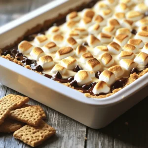 - 1 cup semi-sweet chocolate chips - 1 cup mini marshmallows - 1 cup graham cracker crumbs - 1/4 cup unsalted butter, melted - 1 teaspoon vanilla extract - Pinch of salt - Additional graham crackers for serving - You can use dark chocolate or milk chocolate instead of semi-sweet chocolate. - For a vegan option, try using coconut oil instead of butter and vegan marshmallows. - If you need gluten-free, look for gluten-free graham cracker brands. Using these substitutions can help you enjoy this dish, no matter your diet. I love to mix and match ingredients to find new flavors. The key is to keep it fun and tasty! 1. Preheat your oven to 350°F (175°C). This makes sure your dip cooks evenly. 2. In a medium bowl, mix the graham cracker crumbs, melted butter, vanilla extract, and a pinch of salt. Stir until the mixture is well combined. 3. Press this crumb mixture into the bottom of an 8-inch oven-safe dish. This will form a nice crust for your dip. 1. Next, layer the semi-sweet chocolate chips evenly over the graham cracker crust. 2. Sprinkle the mini marshmallows on top of the chocolate layer. Use a good amount for a gooey effect. 3. Bake in the preheated oven for about 10-15 minutes. Watch for the marshmallows to turn golden brown. This is your cue that it’s ready. 4. Remove the dish from the oven. Let it cool for a couple of minutes. Then, use a spatula to gently swirl the chocolate and marshmallow together for a great look. 1. Serve the dip warm for the best experience. It tastes amazing right out of the oven. 2. Pair it with extra graham crackers on the side for dipping. You can also try it with fruit or cookies! 3. Enjoy it with a glass of milk or hot cocoa for a cozy treat. This easy and fun recipe makes s'mores dip a hit at any gathering! For the complete recipe, check out the [Full Recipe]. To get the best s'mores dip, focus on the right marshmallow and chocolate ratio. Use equal parts of chocolate chips and marshmallows. This way, each bite is sweet and gooey. For a golden top, bake the dip until the marshmallows puff up and turn brown. Keep an eye on it, so it doesn’t burn. Serve your s'mores dip in fun, decorative dishes. A clear dish lets guests see the layers. You can also sprinkle crushed graham crackers on top for a nice look. A few chocolate shavings or mini chocolate bars can add a gourmet touch. Watch out for overbaking your dip. If you leave it too long, the marshmallows will harden. Underbaking can lead to a cold, hard dip that’s not enjoyable. Layering is also key; if you put too much chocolate or marshmallows, they won’t melt evenly. Follow the recipe for the best results. For the full recipe, check out the instructions above. {{image_2}} You can easily change up the flavor of your s'mores dip. Adding nuts or peanut butter gives it a fun twist. I love using chopped almonds or walnuts. For a nutty taste, mix in a spoonful of peanut butter with the chocolate. It adds creaminess and flavor. You can also infuse flavors with extracts or spices. Try adding a drop of peppermint extract for a minty kick. Cinnamon works well too, giving it warmth and depth. These small tweaks can make your dip unique. You can make a healthier version of this dip with low-calorie alternatives. Use dark chocolate chips instead of semi-sweet ones. They have less sugar and more flavor. Greek yogurt can replace the butter for a lighter touch. It adds creaminess without all the fat. If you need a vegan or gluten-free option, swap the chocolate chips for dairy-free ones. Use coconut oil instead of butter. For gluten-free, choose gluten-free graham crackers. These changes let everyone enjoy this tasty treat. Serving your s'mores dip in mini portions or jars makes it fun and cute. Individual servings are perfect for parties. Just layer the dip in small jars and let everyone dig in. You can also serve it with fruit or cookies instead of graham crackers. Strawberries, bananas, or pretzels add a nice twist. Each dipper gives a new flavor and texture. You can find even more ideas in the Full Recipe. To store leftover s'mores dip, let it cool first. Cover it tightly with plastic wrap or foil. You can also use an airtight container. This way, it will stay fresh. The dip lasts up to three days in the fridge. When you’re ready to enjoy the dip again, use the oven or microwave. For the oven, preheat it to 350°F. Place the dip in an oven-safe dish. Heat it for about 10 minutes. This keeps the texture nice and smooth. For the microwave, warm it in short bursts. Heat for 20 seconds, then check. Stir to keep the flavor even. Yes, you can freeze s'mores dip! To freeze, let it cool completely first. Spoon it into a freezer-safe container. Press a piece of plastic wrap against the dip to avoid freezer burn. It can last up to two months. To thaw, move it to the fridge overnight. Reheat it using the instructions above for the best taste. Yes, you can prepare the dip ahead. Mix your ingredients and layer them in the dish. Cover it tightly and store it in the fridge for up to a day. When you're ready, bake it straight from the fridge. It may take a few extra minutes to cook. Serve S'mores Dip warm with graham crackers on the side. You can also add fruit or pretzels for fun dippers. Use a spatula to mix the melted chocolate and marshmallows before serving. This makes it look inviting and tasty. Absolutely! You can use milk chocolate, dark chocolate, or even white chocolate. Each type gives a unique flavor. Try mixing different chocolates for a fun twist. Just keep in mind that some chocolates melt differently, so watch the baking time. Look for golden brown marshmallows on top. They should be puffy and slightly toasted. If the marshmallows are not golden, bake for a few more minutes. Keep an eye on them to avoid burning. This article covered all the steps for a tasty S'mores Dip. We explored the key ingredients and even offered substitutions. I shared simple steps for prep, baking, and serving. You learned tips to avoid common mistakes too. Remember, you can customize it with flavors or dietary needs. Serve it warm, and it will be a hit! Enjoy making this fun treat with family and friends. Happy baking!