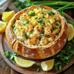 - 1 round sourdough bread loaf - 1 cup cooked shrimp, chopped - 1 cup cooked crab meat or lump crab meat - 1/2 cup cream cheese, softened - 1/2 cup mayonnaise - 1/4 cup sour cream - 1 tablespoon lemon juice - 1 teaspoon Old Bay seasoning - 2 green onions, sliced - 1/4 cup grated Parmesan cheese - Salt and pepper to taste - Fresh parsley, for garnish The base of this dish is the round sourdough bread loaf. This bread gives the bowl a chewy texture and a nice flavor. You need both cooked shrimp and crab meat for the filling. They add great taste and protein. Next, we mix in cream cheese, mayonnaise, and sour cream. This trio makes the filling creamy and rich. I always add lemon juice and Old Bay seasoning for a hint of zest. Green onions and Parmesan cheese add freshness and a cheesy finish. Don't forget salt and pepper to season! This combination creates a tasty and satisfying dish. You can find the full recipe to guide you through the steps. Enjoy making this delicious meal! 1. Preheat your oven to 350°F (175°C). 2. Cut the top off the round sourdough bread loaf. 3. Hollow out the inside of the bread, leaving about 1 inch of the crust. 4. Set aside the bread pieces you removed for later use. 1. In a bowl, mix the chopped shrimp and crab meat. 2. Add cream cheese, mayonnaise, sour cream, and lemon juice. 3. Stir in Old Bay seasoning and sliced green onions. 4. Mix in half of the grated Parmesan cheese. 5. Season with salt and pepper to taste. 1. Spoon the seafood mixture into the hollowed bread bowl. 2. Sprinkle the remaining Parmesan cheese on top. 3. Place the bowl on a baking sheet. 4. Bake in the oven for 25-30 minutes until golden and bubbly. 5. Remove from the oven and let it cool slightly. 6. Garnish with fresh parsley and serve with the reserved bread pieces. For the full recipe, refer to the detailed instructions above. To get the best texture, focus on your bread and filling. Use a round sourdough loaf. This bread has a nice crust and soft inside. Hollow it out gently to keep a sturdy shape. Leave about one inch of bread around the edges. This helps hold the filling without breaking. For the filling, you want a creamy consistency. Mix cream cheese, mayonnaise, and sour cream well. Use softened cream cheese for easy blending. This will create a smooth base. When adding shrimp and crab, chop them into small pieces. This helps distribute seafood throughout the filling. Adjust salt and pepper to your taste. When serving, think of tasty accompaniments. Fresh lemon wedges add brightness. A leafy green salad pairs well too. You can also serve with dips like a tangy cocktail sauce. Presentation is key. Place the stuffed bread bowl on a wooden platter. Surround it with fresh lemon wedges and extra green onions. This adds color and makes it pop. You can even garnish with parsley for a final touch. Your guests will love the look and taste! {{image_2}} You can switch up the seafood in your stuffed bread bowl. If you don't want shrimp or crab, try using cooked scallops or lobster. These options give a sweet and rich taste. You can also mix in some fish, like salmon. Just chop it finely so it blends well. For a vegetarian twist, use hearty vegetables. Spinach, mushrooms, and artichokes work great. You can also use a mix of beans, like black beans or chickpeas. Just add some cheese and spices to keep it tasty. To make your dish pop, add spices! A dash of cayenne pepper gives it heat. You can also use smoked paprika for a deeper flavor. If you like herbs, try fresh dill or basil. They brighten up the filling. Fresh ingredients are key, too. Add chopped tomatoes or bell peppers for crunch. You can also mix in fresh herbs, like parsley or cilantro. These ingredients add color and freshness. They will make your stuffed seafood bread bowl even more delicious. To keep your stuffed seafood bread bowl fresh, store it properly. Place any leftovers in an airtight container. Refrigerate them right after serving. This helps maintain flavor and texture. You can store them for about three days. If you want to keep it for longer, freezing is a great option. To freeze, wrap the bread bowl tightly in plastic wrap and then foil. This keeps out air and prevents freezer burn. You can freeze it for up to three months. Reheating your stuffed seafood bread bowl can be tricky. You want to keep the texture nice and creamy. The best way is to use an oven. Preheat your oven to 350°F (175°C). Place the bread bowl on a baking sheet. Heat it for about 15-20 minutes. This warms it up evenly and keeps it from drying out. You can use a microwave, but it may make the bread soggy. If you must use a microwave, heat it in short bursts of 30 seconds. Check it often to avoid overcooking. Can I make this dish ahead of time? Yes, you can prep the filling in advance. Store it in the fridge. Hollow out the bread just before baking. This keeps the bread fresh and prevents it from getting soggy. What type of bread works best? A round sourdough bread loaf is ideal. It has a sturdy crust. This helps hold the filling well. Other options include ciabatta or crusty artisan bread. How can I adjust the recipe for dietary restrictions? You can swap seafood for plant-based proteins. Use tofu or mushrooms for a vegetarian dish. For dairy-free, use vegan cream cheese and mayo. What to serve with a stuffed seafood bread bowl? Serve with fresh veggies or a light salad. Lemon wedges add brightness. You can also include the reserved bread pieces for dipping. Can I bake individual portions? Yes! Use smaller bread rolls for single servings. Adjust baking time to about 15-20 minutes. Watch for a golden top. How do I ensure the filling is cooked properly? Always pre-cook the seafood before mixing. Baking for 25-30 minutes will heat everything through. The top should be golden and bubbly for best results. This blog post covered how to make a delicious stuffed seafood bread bowl. You learned about the main ingredients, including shrimp, crab, and creamy sauces. We discussed steps for preparation, baking, and tips for the best texture. I also shared variations for seafood and flavor enhancements. Lastly, we talked about storage and reheating methods. Now, it’s time to try this recipe and impress your guests! Enjoy your tasty creation!