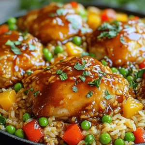 To make this dish, gather the following main ingredients: - 4 chicken thighs, skinless and boneless - 1 cup long-grain rice - 2 cups chicken broth - 1 cup BBQ sauce (your favorite brand) - 1 tablespoon honey - 1 red bell pepper, diced - 1 cup frozen peas - 1 small onion, finely chopped - 2 cloves garlic, minced - 1 tablespoon olive oil - Salt and pepper to taste - Chopped parsley for garnish These ingredients work together to create a tasty and balanced meal. The chicken gives protein, while the rice serves as a hearty base. The BBQ sauce and honey add sweetness and depth to the dish. While the dish is great on its own, you can add some garnishes for extra flavor and color. Consider these options: - Chopped green onions for a fresh crunch - Sliced avocado for creaminess - A squeeze of lime juice for brightness - Crushed red pepper for some heat These garnishes can take your meal to the next level. Feel free to mix and match based on what you enjoy! If you’re missing some ingredients, don’t worry! Here are some easy substitutions: - Chicken thighs can be replaced with chicken breasts or drumsticks. - Use vegetable broth instead of chicken broth for a vegetarian option. - Swap BBQ sauce with teriyaki sauce for a different flavor. - Jasmine rice can replace long-grain rice if you prefer it. These substitutions keep the dish delicious while allowing you to use what you have at home. For the full recipe, check out the complete guidelines to make this meal a hit! Start by gathering all your ingredients. This makes cooking easier and faster. You'll need: - 4 chicken thighs, skinless and boneless - 1 cup long-grain rice - 2 cups chicken broth - 1 cup BBQ sauce (your favorite brand) - 1 tablespoon honey - 1 red bell pepper, diced - 1 cup frozen peas - 1 small onion, finely chopped - 2 cloves garlic, minced - 1 tablespoon olive oil - Salt and pepper to taste - Chopped parsley for garnish Chop the onion, garlic, and red bell pepper. This helps them cook evenly. Measure out your rice and broth. Set everything aside, ready to go. Heat the olive oil in a large skillet over medium heat. Add the chopped onion and garlic. Sauté them for 2-3 minutes until they smell good and the onions turn clear. Next, season the chicken thighs with salt and pepper. Push the onion and garlic to the side of the pan. Now, add the chicken thighs. Cook them for 5-6 minutes on each side until they are golden brown. In a small bowl, mix the BBQ sauce and honey. Once the chicken is browned, pour this mixture over the chicken. Make sure it covers the chicken well. Now, stir in the rice, making sure it is coated with the sauce. Pour in the chicken broth and bring this to a boil. When it boils, lower the heat, cover the pan, and let it simmer for about 20 minutes. After 10 minutes, add the diced red bell pepper and frozen peas. Cover again and cook for another 10 minutes until the rice is soft and the liquid is gone. When done, take the skillet off the heat. Let it sit for 5 minutes. Then fluff the rice with a fork. Serve warm and sprinkle with chopped parsley for a fresh look. Enjoy your one-pan honey BBQ chicken rice! For a complete guide, check the Full Recipe. To get fluffy rice, start with rinsing it under cold water. This removes extra starch. Use long-grain rice for the best texture. It cooks evenly and stays separate. Once you add the rice to the pan, stir it gently. This helps coat each grain with the sauce. When you cover the pan, keep it sealed. This traps steam and helps the rice cook perfectly. Choose a BBQ sauce that you love. The flavor of the sauce makes a big difference. Mix in honey to add a touch of sweetness. If you crave a spicy kick, add a pinch of cayenne or hot sauce. You can also toss in some smoked paprika for a richer taste. Let the chicken soak in the BBQ sauce for a few minutes before cooking. This helps the flavor seep in deeper. To save time, chop your veggies ahead. Store them in the fridge for easy access. You can also buy pre-diced onions and bell peppers. This cuts down on prep time. Use frozen peas; they cook fast and add color. If you're in a rush, you can cook the chicken and rice in the same pot. Just follow the steps in the Full Recipe for a quick and easy meal. {{image_2}} You can boost the nutrition of your One-Pan Honey BBQ Chicken Rice by adding vegetables. Try these options: - Carrots: Dice them small so they cook quickly. They add a nice sweetness. - Zucchini: Chop it into half-moons. It cooks fast and brings moisture. - Broccoli: Cut the florets small. Add them during the last 10 minutes of cooking. Adding veggies not only makes the dish colorful but also adds vitamins and minerals. If you enjoy spice, you can change the heat level of your dish. Here are some ideas: - Red Pepper Flakes: Stir in a pinch for a bit of heat. - Hot Sauce: Mix in your favorite hot sauce with the BBQ sauce. - Jalapeños: Dice them finely and add them with the onions. Adjust the spice to match your taste. Just be careful not to overpower the sweetness of the honey. You don’t have to stick with chicken. Here are some tasty alternatives: - Turkey Thighs: They work well and have a similar flavor. - Tofu: Use firm tofu for a vegetarian option. Make sure to press it first to remove excess water. - Pork Chops: They add a nice twist to the dish. Just adjust cooking times for different meats. These alternatives can change the flavor while keeping the dish easy and fun. You can find the Full Recipe for more details on how to make this dish delicious! To store your One-Pan Honey BBQ Chicken Rice, let it cool first. Place it in an airtight container. Store it in the fridge for up to three days. Make sure to seal it well to keep it fresh. When you're ready to enjoy leftovers, reheat them in a pan. Add a splash of water or broth to keep it moist. Heat on low until warm. You can also use the microwave. Just cover the bowl and heat in short bursts to avoid drying it out. You can freeze this dish for later. Use a freezer-safe container or bag. Label it with the date and contents. It can last up to three months in the freezer. When you’re ready to eat, thaw it overnight in the fridge. Reheat it fully before serving. Enjoy your meal without the hassle! Yes, you can make One-Pan Honey BBQ Chicken Rice ahead of time. Cook it fully, then let it cool. Store it in an airtight container in the fridge for up to three days. When you’re ready to eat, just reheat it in a pan or microwave. This makes it a great meal for busy days. This dish pairs well with several sides. Here are some tasty options: - Corn on the cob: It's sweet and crunchy. - Green salad: A light salad adds freshness. - Coleslaw: This adds a nice crunch. - Garlic bread: It’s great for soaking up the sauce. Each of these sides complements the flavors of the chicken rice. Check the chicken's internal temperature. It should reach 165°F (75°C) for safe eating. You can use a meat thermometer for accuracy. If you don’t have one, cut into the thickest part of the thigh. The meat should be white, not pink. This ensures your chicken is juicy and safe to eat. One-Pan Honey BBQ Chicken Rice is simple and tasty. We covered ingredients, steps, and tips to help you. You can add veggies or adjust spice levels for your taste. Store leftovers correctly for another meal later. This dish is great for busy nights and will please everyone. Enjoy making and sharing this meal with friends and family!