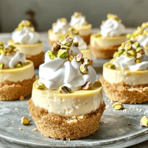 To make these delicious pistachio and coffee mini cheesecakes, you need: - 1 cup pistachios, shelled and chopped (plus extra for garnish) - 1 cup cream cheese, softened - 1/2 cup granulated sugar - 1/4 cup sour cream - 2 tablespoons coffee granules (dissolved in 2 tablespoons hot water) - 1 teaspoon vanilla extract - 1/2 teaspoon almond extract - 1/2 cup whipped cream (for topping) - 12 mini graham cracker crusts Each ingredient plays a key role in the taste and texture. The cream cheese gives the cheesecake its rich flavor. The sugar adds sweetness, while sour cream keeps it smooth. Coffee granules add a nice kick, and pistachios give a crunchy twist. The vanilla and almond extracts enhance the overall flavor. If you need swaps, here are some ideas: - You can use unsweetened Greek yogurt instead of sour cream. - For a nut-free option, replace pistachios with sunflower seeds. - Use decaf coffee granules if you want to skip the caffeine. - If you don’t have graham cracker crusts, try crushed cookies or even a sponge cake base. These substitutions help keep the spirit of the recipe alive while fitting your needs. First, gather all your ingredients. You need pistachios, cream cheese, sugar, sour cream, coffee granules, and extracts. The mini graham cracker crusts complete the recipe. Preheat your oven to 325°F (163°C). Line a muffin tin with mini cupcake liners to hold the cheesecakes. In a medium bowl, mix the cream cheese and sugar. Use a hand mixer on medium speed for about 2-3 minutes until it’s smooth and fluffy. Next, add the sour cream, dissolved coffee granules, vanilla extract, and almond extract. Blend them well until fully combined. Stir in the chopped pistachios, making sure they are mixed evenly in the batter. Now, it’s time to fill the crusts. Divide the cheesecake batter among the mini graham cracker crusts in your muffin tin. Bake them for 15-20 minutes. The edges should be set, but the centers can still jiggle a bit. This jiggle is key! After baking, let the mini cheesecakes cool in the pan for 10 minutes. This step is essential to prevent cracking. Then, transfer them to a wire rack to cool completely. Once cooled, refrigerate the mini cheesecakes for at least 2 hours. This time helps them set properly. After that, you can top each one with whipped cream and a sprinkle of chopped pistachios for extra flair. For the full recipe, refer to the earlier section. Enjoy your tasty delight! To make great mini cheesecakes, start with soft cream cheese. This helps mix well. Use a hand mixer for a smooth batter. Mix until it’s fluffy and light. Always preheat your oven to the right temperature. This ensures even baking. Don’t skip the cooling step. Let them rest in the pan before moving them to a wire rack. Refrigerate them for at least two hours. This helps the flavors blend and set. One big mistake is overbaking the mini cheesecakes. They should be slightly jiggly in the center when done. Another mistake is not letting them cool enough. If you rush this, they may crack. Avoid using cold cream cheese; it won’t mix well. Also, don’t skip the garnishing. A sprinkle of pistachios on top adds a nice look and flavor. The key to a creamy texture lies in the mixing. Blend your batter until it’s smooth and airy. Adding sour cream helps keep it rich and creamy. Use a gentle folding method when mixing in the pistachios. This keeps your batter fluffy. Finally, chilling the mini cheesecakes is crucial. The longer they chill, the firmer and creamier they become. For more detailed steps, check out the Full Recipe. {{image_2}} You can play with the flavors in these mini cheesecakes. Try swapping pistachios for walnuts or almonds. For a fruity twist, add raspberry or lemon zest to the batter. If you love chocolate, mix in cocoa powder or top with chocolate shavings. The coffee adds depth, but you can use espresso or flavored coffee for different notes. Each twist gives a new taste. You can make these mini cheesecakes fit your diet. For a gluten-free option, use gluten-free graham cracker crusts. If you want a vegan version, replace cream cheese with a plant-based alternative. Use coconut cream instead of sour cream and a vegan whipped topping. Make sure the coffee granules you choose are also vegan-friendly. These swaps keep the flavor while fitting your needs. Toppings can elevate your mini cheesecakes. You can use whipped cream for a classic look. Sprinkle extra chopped pistachios for crunch. Fresh berries, like strawberries or blueberries, add color and freshness. For a fancy touch, drizzle melted chocolate or caramel. You could also use edible flowers for a beautiful presentation. These details make each cheesecake a work of art. For the full experience, check out the Full Recipe for Pistachio & Coffee Mini Cheesecakes. To keep your pistachio and coffee mini cheesecakes fresh, place them in an airtight container. If they are not topped with whipped cream, they can stay in the fridge for a few days. If you have topped them with whipped cream, cover them gently to avoid squishing. Always use a clean spoon when serving to keep them safe from germs. These mini cheesecakes last for about 4 to 5 days in the fridge. After that, they might lose their flavor or get too soft. If you want them to last longer, freezing is the best option. To freeze your mini cheesecakes, place them in a single layer on a baking sheet. Freeze them until solid, about 2 hours. Once frozen, move them to a freezer-safe container. They can stay frozen for up to 2 months. When you're ready to enjoy, let them thaw in the fridge overnight. This keeps their texture and flavor intact. For the full recipe, check back to see how easy they are to make! You know your mini cheesecakes are done when the edges look set. The center should still jiggle a bit. This means they will firm up as they cool. Overbaking can make them dry, so keep an eye on them. I recommend checking at 15 minutes. If they look good, give them a few more minutes. Yes, you can make these mini cheesecakes ahead of time! They store well in the fridge for up to three days. Just make sure to cover them tightly. You can also freeze them for up to a month. When ready to eat, thaw them overnight in the fridge. This makes them perfect for parties or special events. If you don’t have coffee granules, try instant coffee instead. It gives a similar flavor. You can also use espresso powder for a stronger taste. If you want a coffee-free option, use cocoa powder for a chocolate twist. Just remember to adjust the amount based on your taste. For the full recipe, check the previous section! In this post, we covered the key steps to making perfect mini cheesecakes. We discussed the ingredients you need, how to prepare them, and the baking process. I shared tips to avoid common mistakes and achieve a great texture. Remember, you can make flavor variations and even adapt these for special diets. Store them properly to keep them fresh. With this guide, you're now set to bake delicious mini cheesecakes that everyone will love. Enjoy your baking and impress your friends!