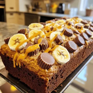 When I make Reese’s Peanut Butter Banana Bread, I love how easy it is to gather the ingredients. Here’s what you need: - 3 large ripe bananas, mashed - 1/2 cup peanut butter (creamy or chunky) - 1/2 cup granulated sugar - 1/4 cup brown sugar, packed - 2 large eggs - 1 teaspoon vanilla extract - 1 teaspoon baking soda - 1/4 teaspoon salt - 1 1/2 cups all-purpose flour - 1/2 cup chopped Reese’s peanut butter cups - 1/2 cup chocolate chips (optional) These ingredients blend perfectly together. The ripe bananas add natural sweetness. Peanut butter gives it a rich, nutty taste. Reese’s cups add a fun crunch and extra chocolate. If you want, you can even throw in chocolate chips for a double dose of sweetness. This recipe is simple but packed with flavor. You can find the full recipe in the earlier section. It’s a great treat to share or keep for yourself! 1. Preheat the oven and prepare the loaf pan Start by preheating your oven to 350°F (175°C). Grease a 9x5-inch loaf pan with butter or cooking spray. This will help your banana bread slide out easily once it’s baked. 2. Mix wet ingredients In a large bowl, combine 3 large ripe bananas (mashed), 1/2 cup peanut butter, 1/2 cup granulated sugar, and 1/4 cup brown sugar. Mix these until they are smooth and well blended. Next, add 2 large eggs and 1 teaspoon of vanilla extract. Whisk everything together until it looks nice and creamy. 3. Combine dry ingredients In another bowl, mix together 1 teaspoon of baking soda, 1/4 teaspoon of salt, and 1 1/2 cups of all-purpose flour. Slowly combine this dry mixture into your wet ingredients. Stir gently until everything is combined. Be careful not to overmix; a few lumps are okay! 1. Fold in Reese’s and chocolate chips Now for the fun part! Gently fold in 1/2 cup of chopped Reese’s peanut butter cups and 1/2 cup of chocolate chips if you want some extra sweetness. Make sure they are evenly mixed throughout the batter. 2. Pour batter into the pan Carefully pour your batter into the greased loaf pan. Use a spatula to smooth the top so it bakes evenly. 3. Baking time and checking for doneness Place the pan in the preheated oven. Bake for about 50-60 minutes. To check if it’s done, insert a toothpick into the center. If it comes out clean, your banana bread is ready! Let it cool in the pan for about 10 minutes before transferring it to a wire rack to cool completely. Enjoy making this delightful Reese’s Peanut Butter Banana Bread with the full recipe! Ripe bananas are key to great banana bread. They add natural sweetness and moisture. Look for bananas with lots of brown spots. The more ripe, the better. Mixing is important too. You want to combine your ingredients just enough. Overmixing makes the bread tough. Stir until you don’t see dry flour. A few lumps are okay. For a lovely presentation, slice the bread and serve it warm. Drizzle some melted peanut butter on top. Add a few banana slices and half a Reese’s cup for flair. Pair your banana bread with a nice cup of coffee. It also goes well with a scoop of vanilla ice cream. Enjoying it this way makes for a delightful treat! {{image_2}} You can switch out some ingredients for fun. If you want to try nut alternatives, use almond butter or cashew butter instead of peanut butter. These options give a new taste while keeping it creamy. For sugar, honey or maple syrup works well. They add sweetness and a hint of flavor too. Want to boost the taste? Try adding spices like cinnamon or nutmeg. Just a little will change the whole vibe of your bread. If you love chocolate, increase the amount of chocolate chips or Reese’s peanut butter cups. More of these treats will make each bite even more exciting. For the full recipe, refer to the earlier section. Enjoy your baking! To keep your Reese’s peanut butter banana bread fresh, store it at room temperature. Wrap it in plastic wrap or place it in an airtight container. This helps keep the bread moist and tasty. If you want to store it longer, you can refrigerate it. However, this may dry it out a bit. For the best flavor, freeze the bread if you cannot eat it right away. To do this, slice the bread first. Wrap each slice in plastic wrap. Then, place the wrapped slices in a freezer bag. Make sure to squeeze out as much air as you can. It can last up to three months in the freezer. Reheating banana bread is easy and fun. Here are a few methods you can try: - Microwave: Place a slice on a microwave-safe plate. Heat it for about 10-15 seconds. Check if it is warm enough. If not, heat it in 5-second bursts. - Oven: Preheat your oven to 350°F (175°C). Wrap the bread in foil to keep it moist. Heat for about 10-15 minutes. - Toaster Oven: Set your toaster oven to a low setting. Heat the slice for about 5-7 minutes, checking often to avoid burning. These methods will help you enjoy your banana bread just like when it was fresh! Can I use frozen bananas? Yes, you can use frozen bananas! Just thaw them first. Drain any excess liquid. Your banana bread will still taste great. How can I tell when banana bread is done? To check if banana bread is done, use a toothpick. Insert it into the center. If it comes out clean, your bread is ready. Can I make mini loaves instead? Absolutely! Just divide the batter into mini loaf pans. Bake for about 25-30 minutes. Check for doneness like you would with a regular loaf. What if my banana bread is too dry? If your banana bread turns out dry, try adding more bananas next time. You can also add a bit of yogurt or applesauce for moisture. How to make it gluten-free? To make gluten-free banana bread, swap the all-purpose flour for a gluten-free blend. Make sure it has xanthan gum for the best texture. You learned how to make delicious banana bread with peanut butter, chocolate, and Reese’s. We covered ingredients, steps, tips, and storage. Always use ripe bananas for the best flavor. Don’t forget to experiment with flavors and ingredients. You can even freeze your banana bread for later enjoyment. Share this recipe with friends and family; they will love it! Happy baking, and enjoy your tasty treat!