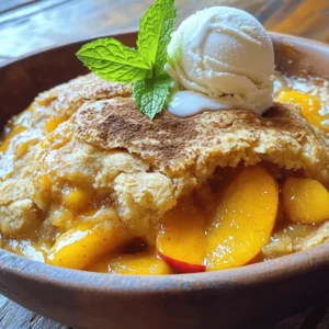 You can use fresh or canned peaches for your cobbler. Fresh peaches taste bright and juicy, which is great for summer. When choosing fresh peaches, look for ones that are firm but yield slightly to gentle pressure. They should smell sweet and fragrant. Canned peaches are a good option too. They save time and are available year-round. Just make sure to drain them well. The taste is still good, but fresh peaches have a special charm that shines in this dish. Spices make this cobbler stand out. You’ll need: - 1 teaspoon ground cinnamon - 1 tablespoon lemon juice - 1 teaspoon vanilla extract Cinnamon adds warmth and comfort to the dish. Lemon juice brightens the flavors and balances the sweetness. Vanilla extract gives a lovely depth. These spices create a perfect harmony with the peaches. You will also need some basic pantry items to complete the recipe. Gather these essential ingredients: - 1 cup granulated sugar, divided - 1 cup all-purpose flour - 2 teaspoons baking powder - 1/2 teaspoon salt - 1 cup milk - 1/2 cup unsalted butter, melted These items help create the batter and sweeten the fruit. They work together to give the cobbler its signature texture. For the full list and instructions, check out the Full Recipe. First, wash your peaches well. If you use fresh peaches, slice them into thin pieces. You need about four cups. If you choose canned peaches, drain them first. Combine your peaches in a large bowl. Add 1/2 cup of sugar, lemon juice, ground cinnamon, and vanilla extract. Mix gently. This step helps the peaches soak up the flavors. Pour this mixture into a greased 9x13-inch baking dish. Set it aside while you make the batter. In another bowl, whisk together the flour, the rest of the sugar, baking powder, and salt. This mix is the base of your batter. Gradually stir in the milk. Mix until just combined. Then fold in the melted butter. This will make your batter smooth and rich. Pour the batter over the peach mixture. Do not mix it; the batter will rise as it bakes. Preheat your oven to 350°F (175°C). Bake your cobbler for about 40-45 minutes. It is ready when the top turns golden brown. A toothpick should come out clean if you poke it in the center. Let it cool for 10-15 minutes. Then serve warm. For a treat, add a scoop of vanilla ice cream or a dollop of whipped cream on top. A sprig of mint can add a nice touch, too! Enjoy your homemade old fashioned peach cobbler! For the full recipe, check above. To make the best old fashioned peach cobbler, choose ripe peaches. Look for peaches that are slightly soft to the touch. They should have a sweet smell. If you can, buy them in late summer when they are in season. Avoid peaches with green spots or bruises. If they are not fully ripe, let them sit at room temperature for a few days. This will help them sweeten up. The texture of your cobbler is key. You want a golden, crispy top with a tender bottom. To achieve this, don’t overmix the batter. Just stir until the wet and dry ingredients combine. When you pour the batter over the peaches, don’t stir it in. Let it rise on its own while baking. This creates a nice layered effect. There are a few common mistakes to watch out for. First, don’t skip the lemon juice. It brightens the flavor of the peaches. Second, avoid using too much sugar. You want to enhance the peach flavor, not mask it. Lastly, don’t open the oven door while baking. This can make the cobbler sink. Follow these tips for a successful cobbler every time. For the full recipe, check out the Classic Southern Peach Cobbler. {{image_2}} You can switch things up with blueberries or blackberries. These fruits add a nice twist to the classic peach cobbler. Just swap in 4 cups of fresh or frozen berries instead of peaches. They will mix well with the sugar and spices. The baking time stays the same, so don’t worry. This change gives a new fruity taste while keeping the cobbler's warm charm. If you need a gluten-free option, it’s easy! Use gluten-free flour instead of regular flour. Look for a blend that works well in baking. This swap lets you enjoy the same great taste without gluten. Make sure to check that your baking powder is gluten-free too. Your cobbler will still be delicious and comforting. You can make this cobbler vegan with a few simple swaps. Use plant-based milk, like almond or soy milk, instead of regular milk. Replace the butter with coconut oil or a vegan butter spread. The result is a tasty dessert that everyone can enjoy. This way, you keep the joy of the cobbler while sticking to your diet needs. For the complete Old Fashioned Peach Cobbler recipe, check the Full Recipe section. After enjoying your peach cobbler, let it cool completely. Once cooled, cover it with plastic wrap or aluminum foil. Store it in the fridge for up to three days. Keeping it sealed helps maintain its moisture and flavor. If you have a lot left, consider cutting it into portions. This way, you can easily grab a piece when you want a sweet treat. You can freeze peach cobbler if you want to save some for later. First, let it cool fully. Then, cut it into squares and place them in an airtight container. Be sure to separate layers with parchment paper to prevent sticking. You can also wrap the whole dish tightly in plastic wrap. Frozen cobbler can last for up to three months. Just label it with the date to keep track. To reheat peach cobbler, preheat your oven to 350°F (175°C). Place the cobbler in a baking dish and cover it with foil. Heat for about 20 minutes, or until warmed through. If you prefer a crispier top, remove the foil for the last five minutes. You can also reheat individual servings in the microwave for about 30 seconds. Serve it warm with whipped cream or vanilla ice cream for extra yumminess. Yes, you can use frozen peaches. Just thaw them first. Drain any extra liquid. This helps keep your cobbler from being too watery. Frozen peaches work well and save time. They can be just as sweet as fresh ones. Peach cobbler lasts about 3 to 5 days in the fridge. Store it in an airtight container. This keeps it fresh and prevents it from drying out. Reheat slices in the microwave for a quick treat. You can serve many things with peach cobbler. A scoop of vanilla ice cream is classic. Whipped cream also adds a nice touch. For a fun twist, try serving it with yogurt. Fresh mint can brighten the dish too. The Full Recipe offers many serving ideas to explore. We explored how to make a delicious peach cobbler. First, we compared fresh and canned peaches. Then, we covered key spices and pantry staples. Next, I shared step-by-step instructions for prepping peaches, making batter, and baking. Tips on choosing ripe peaches and avoiding mistakes followed. Variations included twists with berries and options for gluten-free and vegan diets. Finally, I shared storage methods and answered common FAQs. Now, you can make a peach cobbler that suits your taste. Enjoy this classic dessert in your own special way!