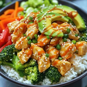 Creating a Bang Bang Chicken Bowl is simple and fun. Here’s what you need: - 2 chicken breasts, diced - 1 cup cooked jasmine rice - 1 cup broccoli florets - 1 red bell pepper, sliced - 1 carrot, julienned - 1 avocado, sliced - 3 green onions, chopped - 1/4 cup mayonnaise - 1-2 tablespoons sriracha (adjust for spice level) - 1 tablespoon honey - 1 teaspoon garlic powder - 1 teaspoon onion powder - Salt and pepper to taste - Sesame seeds for garnish Each ingredient brings its own flavor and nutrients. The chicken fills you up while the vegetables add color and crunch. The sauce ties it all together with a spicy, creamy kick. This dish is not just tasty; it’s good for you too! You can find the full recipe to guide you through the steps. Enjoy every bite! Start by cooking jasmine rice according to the package instructions. This rice is fluffy and fragrant, making it a perfect base for the bowl. Once the rice is done, set it aside and keep it warm. This will help it stay nice and soft for assembly. In a small bowl, combine the following ingredients for the bang bang sauce: - 1/4 cup mayonnaise - 1-2 tablespoons sriracha (adjust for your spice level) - 1 tablespoon honey - 1 teaspoon garlic powder - 1 teaspoon onion powder - Salt and pepper to taste Mix the ingredients well until smooth. This sauce adds a creamy, spicy kick to your dish. Heat a tablespoon of oil in a large skillet over medium heat. Season the diced chicken breasts with salt and pepper. Add the chicken to the skillet and cook it for about 5-7 minutes. The chicken should turn golden brown and be cooked through. This step is key for juicy, flavorful chicken. While the chicken cooks, bring a pot of water to a boil. Add the broccoli florets, sliced red bell pepper, and julienned carrots. Blanch the vegetables for 2-3 minutes until they are vibrant and slightly tender. After blanching, drain the vegetables and transfer them to an ice bath. This stops the cooking process and keeps their bright colors. In serving bowls, start with a layer of warm jasmine rice. Top it with the cooked chicken, blanched vegetables, and sliced avocado. Drizzle the prepared bang bang sauce generously over everything. This creates a beautiful and tasty meal. Finish by sprinkling chopped green onions and sesame seeds over the bowls. This adds a nice crunch and extra flavor to the dish. Enjoy your colorful and nutritious Bang Bang Chicken Bowl! For the full recipe, check the link. To achieve juicy and tender chicken, always start with fresh meat. Cut the chicken into uniform pieces. This helps it cook evenly. Season your chicken with salt and pepper before cooking. Use a meat thermometer to check for doneness. The internal temperature should reach 165°F (75°C). This ensures your chicken is safe to eat and stays moist. You can easily adjust the spice levels in the bang bang sauce. If you like it hot, add more sriracha. If you prefer it milder, reduce the sriracha. You can also substitute mayonnaise with Greek yogurt for a lighter option. This change adds creaminess and a tangy flavor. Feel free to mix in other spices like paprika or cayenne for extra kick. Arranging your ingredients can be fun and creative. Use colorful vegetables like red bell pepper and green broccoli for a vibrant look. Place the ingredients in layers for a nice visual effect. Don’t forget to add lime slices on the side. This adds a fresh twist and brightens the dish. A well-presented bowl makes every meal feel special. {{image_2}} If you want a change from chicken, you can use shrimp or tofu. Shrimp cooks quickly and adds a sweet flavor. Just sauté it until pink. Tofu is a great plant-based choice. Press it to remove excess water, then cube and fry until golden. Both options make the bowl tasty and fun. You can switch up the rice for different flavors and health benefits. Brown rice adds a nutty taste and more fiber. Cauliflower rice is a low-carb option that packs in nutrients. Just sauté the cauliflower until tender. Both options work well with the sauce and toppings. Adding extra toppings makes your Bang Bang Chicken Bowl even better. You can sprinkle nuts or seeds for crunch. Chopped peanuts or sunflower seeds add a nice touch. You can also toss in more veggies like snap peas or radishes for color and nutrients. Mix and match to suit your taste! To keep your Bang Bang Chicken Bowl fresh, store everything in airtight containers. Place the chicken, rice, and veggies in one container, and store the sauce separately. This keeps the sauce from making the rice soggy. Refrigerate the leftovers within two hours of cooking to ensure safety. When you’re ready to enjoy your leftovers, reheat them in a skillet over low heat. This method keeps the chicken juicy and the veggies crisp. Stir gently until everything is warmed through. If using a microwave, cover with a damp paper towel to retain moisture. Heat in short bursts to avoid overcooking. If you want to save some for later, freeze the chicken and veggies separately from the rice and sauce. Use freezer-safe bags or containers. This way, you can enjoy a fresh meal later. When ready to eat, thaw in the fridge overnight and reheat as mentioned above. A Bang Bang Chicken Bowl is a tasty dish loaded with flavors. It features tender chicken, fresh veggies, and a spicy sauce. The dish has a mix of sweet, spicy, and creamy tastes. You will love the crunch from the veggies and the richness of the sauce. Yes, you can easily make it vegetarian. Swap out chicken for tofu or chickpeas. Use the same bang bang sauce for flavor. You can also add more veggies like zucchini or mushrooms for extra taste. A Bang Bang Chicken Bowl has about 500 calories per serving. This can vary based on ingredients and portion sizes. It has protein from the chicken, healthy fats from the avocado, and fiber from the veggies. This dish is a balanced meal. Serve the bowl warm for the best taste. Start with a base of jasmine rice. Layer the chicken and veggies on top. Drizzle with the bang bang sauce for a nice finish. You can garnish with sesame seeds and green onions for added flavor. To adjust the spice level, change the amount of sriracha in the sauce. Start with one tablespoon for mild heat. Add more if you like it spicier. You can also mix in some honey to balance the heat with sweetness. This blog post covered how to create a delicious Bang Bang Chicken Bowl. We explored the key ingredients and provided step-by-step instructions. You learned how to cook perfect chicken, make a flavorful sauce, and assemble your bowl like a pro. You can customize your dish easily and store leftovers without hassle. Enjoy experimenting with different proteins and rice options. This bowl is not just a meal; it’s a chance to enjoy vibrant flavors and colors. Get ready to impress your friends and family with your tasty creation!