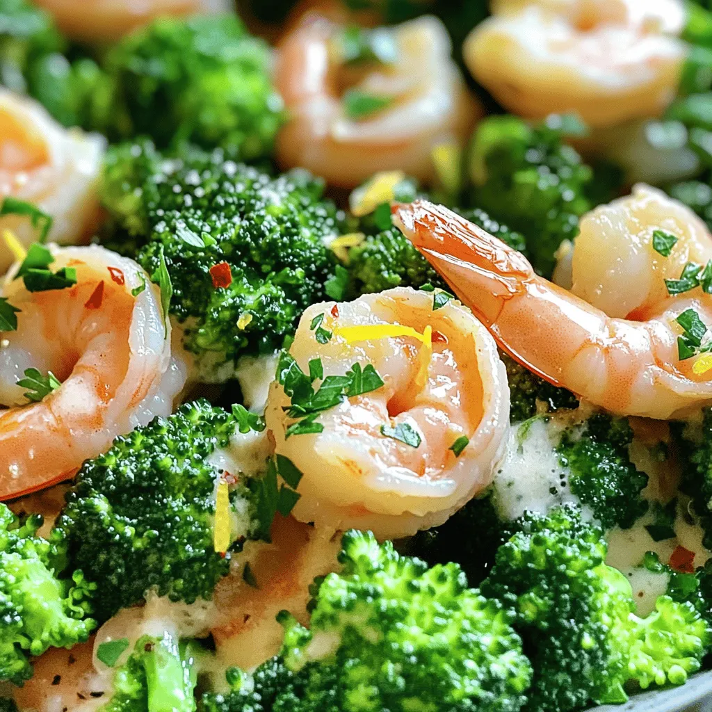 - Shrimp and Broccoli Ingredients - 1 lb (450g) large shrimp, peeled and deveined - 2 cups broccoli florets - Butter and Seasoning Ingredients - 4 tablespoons unsalted butter - 5 cloves garlic, minced - 1 tablespoon fresh lemon juice - 1 teaspoon lemon zest - 1 teaspoon red pepper flakes (optional) - 1 teaspoon salt - ½ teaspoon black pepper - Optional Garnishes - 2 tablespoons fresh parsley, chopped For this dish, I love using fresh shrimp. They taste great and cook fast. Broccoli adds a bright color and crunch. The garlic and butter create a rich sauce that brings everything together. You can adjust the lemon juice and zest for more zing. Don't forget the red pepper flakes if you like heat! This dish is simple but full of flavor. You can find the Full Recipe to guide you through the process. Enjoy your cooking adventure! To start, we need to prepare the broccoli. Take a pot and fill it with water. Add a pinch of salt and bring it to a boil. Once boiling, add the broccoli florets. Cook them for just 2-3 minutes. You want them bright green but still crisp. After that, drain the broccoli and set it aside. This step keeps the broccoli vibrant and fresh. Now, let’s move to the shrimp. Grab a large skillet and melt 2 tablespoons of butter over medium-high heat. As the butter melts, add in the minced garlic. Sauté the garlic for about 30 seconds. You want it to smell great but not burn. Then, toss in the shrimp, red pepper flakes, salt, and black pepper. Cook the shrimp for 3-4 minutes. They should turn pink and be cooked all the way through. Once the shrimp is ready, it’s time to mix in the broccoli. Add the blanched broccoli right into the skillet with the shrimp. Stir gently to combine them well. Then, add the last 2 tablespoons of butter, along with the lemon juice and lemon zest. Stir everything together for another 1-2 minutes. This helps the butter melt and coat the shrimp and broccoli. Finally, remove it from heat and taste. Adjust the seasoning if needed before serving. Enjoy this dish hot and garnish it with fresh parsley for a pop of color. For the full recipe, check the details above. When you choose shrimp, look for fresh, large ones. Fresh shrimp should smell like the sea, not fishy. They should be firm and not mushy. Frozen shrimp can also work well. Just be sure to thaw them fully before cooking. Always buy shrimp that is peeled and deveined for ease. Overcooked shrimp can become rubbery and tough. Cook the shrimp until they turn pink and opaque. This usually takes about 3 to 4 minutes in the pan. Keep an eye on them and don’t walk away. If you see them curl into a C shape, they are almost done. For added flavor, try using additional spices. A pinch of smoked paprika adds depth. You can also sprinkle in some Italian herbs for an aromatic twist. If you love heat, consider adding more red pepper flakes. A touch of cayenne can also excite your taste buds. Feel free to experiment and find your favorite mix! Check out the full recipe to explore all these options. {{image_2}} You can mix in other vegetables. Zucchini, bell peppers, and snap peas work well. Just cut them into small pieces. Add these veggies when you cook the shrimp. This adds color and crunch to your dish. The flavors blend nicely, making it even more tasty. Want a heartier meal? Try adding pasta or rice. Cook your pasta or rice as directed. After cooking, mix it in with the shrimp and broccoli. The garlic butter sauce will coat everything and add flavor. This is a great way to make it a filling dish. If you need gluten-free options, don't worry! Rice is a great choice. You can also use gluten-free pasta. Just check the labels to ensure they are gluten-free. This way, everyone can enjoy the meal. Always keep the flavors balanced and fresh. For more details, check out the Full Recipe. Store leftover Garlic Butter Shrimp and Broccoli in an airtight container. Place it in the fridge within two hours of cooking. It stays fresh for up to three days. When you're ready to enjoy it again, check for any signs of spoilage. To freeze this dish, let it cool completely first. Then, transfer it to a freezer-safe bag. Remove as much air as you can before sealing. You can freeze it for up to three months. Label the bag with the date to keep track. When reheating, avoid the microwave to keep the shrimp tender. Instead, heat a skillet over medium heat. Add a splash of water or broth to help rehydrate the dish. Stir gently until it’s warm throughout. Enjoy your meal as if it’s fresh from the stove! If you need the full recipe, check it out in the earlier section. You can make this recipe lighter by using less butter. Try using just two tablespoons instead of four. You can also swap butter for olive oil. This keeps the flavor while cutting fat. Adding more veggies, like bell peppers or zucchini, boosts the dish's nutrition. Fresh herbs can add flavor without calories. Yes, you can use frozen shrimp! Just thaw them before cooking. Place them in cold water for about 15-20 minutes. Pat them dry to remove excess moisture. This helps the shrimp cook evenly. Using frozen shrimp can save time and still taste great. Just make sure they are peeled and deveined. Garlic butter shrimp and broccoli pairs well with many sides. Here are some ideas: - Rice: White or brown rice soaks up the sauce well. - Quinoa: A healthy, protein-packed option that is light. - Pasta: Toss with some spaghetti for a hearty meal. - Salad: A fresh green salad complements the rich flavors. - Crusty Bread: Perfect for dipping in the garlic butter sauce. These sides will enhance your meal and make it more filling. For the full recipe, check out the [Full Recipe]. This blog post covered how to make Garlic Butter Shrimp and Broccoli. We discussed the key ingredients and provided step-by-step cooking instructions. I shared tips for choosing the right shrimp and avoiding any cooking mistakes. You also learned about variations to suit your taste and how to store leftovers. Final thoughts: This dish is easy and fun to make. With a few adjustments, you can cater to your needs. Dive into this recipe and enjoy a tasty meal!