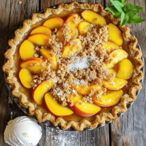When making a peach crumble pie, you need fresh and simple ingredients. Here’s the complete list of what you will need: - 6 ripe peaches, peeled and sliced - 1 cup granulated sugar - 1 tablespoon lemon juice - 1 teaspoon vanilla extract - 1 teaspoon cinnamon - 2 tablespoons cornstarch - 1 prepared pie crust (store-bought or homemade) - 1 cup all-purpose flour - 1 cup rolled oats - 1/2 cup packed brown sugar - 1/2 cup unsalted butter, melted - Pinch of salt Each ingredient plays a key role in making this pie flavorful and comforting. The peaches bring sweetness and juiciness. The sugar balances the tartness and adds shine. Lemon juice brightens the flavor, while vanilla and cinnamon add warmth. Cornstarch thickens the filling, so it’s not runny. The crust holds everything together. For the crumble topping, flour and oats create texture. Brown sugar adds a deeper sweetness, and butter binds it all. A pinch of salt enhances all these flavors. You can find the full recipe for this delightful dessert in the section above. Enjoy making this pie! 1. Preheat the oven: Set your oven to 350°F (175°C). This step helps cook the pie evenly. 2. Prepare your pie crust: Roll out your crust and fit it into a 9-inch pie dish. Trim the edges if needed. 3. Mix the peach filling: In a large bowl, combine the sliced peaches, granulated sugar, lemon juice, vanilla extract, cinnamon, and cornstarch. Stir well and let it sit for about 10 minutes. This allows the flavors to blend nicely. 4. Combine crumble topping: In another bowl, mix flour, oats, brown sugar, melted butter, and a pinch of salt. Stir until it looks crumbly. 1. Pour the peach mixture: Take your peach filling and pour it evenly into the crust. Make sure to spread it out. 2. Sprinkle the crumble topping: Evenly cover the peach filling with your crumble mix. This adds a tasty crunch. 3. Bake the pie: Place it in the oven and bake for 35-40 minutes. The topping should turn golden and the peaches should bubble up. 1. Let the pie cool: Once baked, remove the pie from the oven and let it cool for at least 15 minutes. This makes slicing easier. 2. Presentation suggestions: Serve warm slices with vanilla ice cream or whipped cream. Add a sprig of fresh mint for a lovely touch. For the full recipe, check out the Peachy Paradise Crumble Pie. How to ensure a flaky crust To get a flaky crust, use cold butter. Cut it into small pieces before mixing it into the flour. This helps create air pockets. Also, avoid overworking the dough. Just mix until it comes together. Chill the dough for at least 30 minutes before rolling it out. This makes all the difference. Best practices for slicing peaches When slicing peaches, use a sharp knife. Start by cutting around the pit. Twist gently to separate the halves. Remove the pit and slice the fruit into even pieces. This helps the peaches cook evenly. For best flavor, choose ripe peaches. They should be soft but not mushy. Achieving the perfect crumble texture For a great crumble, mix flour, oats, and brown sugar with melted butter. The mixture should look like wet sand. You want it to clump together but still have little bits. The key is not to overmix. Sprinkle it on top of the peach filling evenly for a nice crunch. Using vanilla bean for added flavor Instead of vanilla extract, try a vanilla bean for a richer taste. Split it open and scrape out the seeds. Mix these seeds into the peach filling. This adds a special touch that makes your pie unique and delicious. Experimenting with spices and herbs Don’t be afraid to play with spices! Cinnamon is great, but you can also add nutmeg or ginger for warmth. Fresh herbs like basil or mint can elevate the pie too. Just a little sprinkle can surprise your guests and add a fresh twist. For more ideas, check the Full Recipe. {{image_2}} You can switch up the fruit in your peach crumble pie. Try using nectarines; they give a sweet and juicy flavor. Blueberries also work great. They add a nice tartness that balances the sweet. You can even mix fruits. For example, combine peaches and blueberries for a colorful twist. Seasonal fruits can also shine in this pie. In fall, apples bring a warm and cozy feel. They pair well with cinnamon for a classic taste. In summer, use fresh berries to keep it light and refreshing. Each fruit has its own charm and can change the whole pie. If you need a gluten-free option, it’s easy to make the crust gluten-free. Many stores sell gluten-free pie crusts. You can also make your own using almond flour or gluten-free flour. This way, everyone can enjoy the pie. For those who follow a vegan diet, you can swap out dairy. Use coconut oil instead of butter. Almond milk or oat milk can replace regular milk in the filling. These simple changes keep the flavor rich while meeting dietary needs. Explore these variations and adjustments to make the peach crumble pie your own. For the full recipe, check out the Peachy Paradise Crumble Pie recipe. To keep your peach crumble pie fresh, store it in the fridge. Place the pie in an airtight container or cover it tightly with plastic wrap. This helps prevent it from drying out. The pie will stay good for up to 3 days in the fridge. If you want to enjoy it later, freezing is a great option. You can freeze the pie before or after baking. If you freeze it before baking, wrap it well in plastic wrap and then foil. This way, you can bake it fresh later. For frozen baked pie, let it cool completely first. Wrap it tightly and freeze. It will last for about 2 months. To reheat frozen pie, bake it straight from the freezer. Preheat your oven to 350°F (175°C). Bake for about 30-40 minutes or until warmed through. If the crust browns too quickly, cover it with foil. Enjoy this delicious treat again! For the full recipe, check out the Peachy Paradise Crumble Pie. Can I use canned peaches instead of fresh? Yes, you can use canned peaches. Just drain them well before mixing. They may be sweeter, so check the amount of sugar you add. How can I make my crumble topping crispier? To achieve a crispier topping, add more oats or a bit of chopped nuts. Bake the pie longer if needed, until golden. What’s the best way to serve peach crumble pie? Serve it warm with a scoop of vanilla ice cream. A sprig of mint adds a nice touch too. How to fix a soggy crust If your crust gets soggy, try pre-baking it for a few minutes. This helps it stay crisp. You can also sprinkle some flour or cornmeal on the crust before adding the filling. Adjusting sweetness if peaches are not ripe enough If your peaches are not sweet, add a little more sugar or honey to the filling. You can also mix in a bit of cinnamon for extra flavor. This blog post covered how to make a peach crumble pie. We looked at the ingredients, preparation steps, and baking process. You learned tips for baking, serving, and storing leftovers. Variations like using different fruits or adjusting for diets were also shared. Making this pie can be fun and rewarding. Baking brings joy and can create happy memories. Try it out, share it with friends, and enjoy every bite of your delicious creation. You won’t regret it!