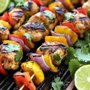 - 1 lb boneless, skinless chicken thighs, cut into 1-inch cubes - 2 tablespoons olive oil - 1 tablespoon fresh lime juice - 3 cloves garlic, minced - 1 teaspoon ground cumin - 1 teaspoon smoked paprika - 1 teaspoon dried oregano - ½ teaspoon cayenne pepper (adjust for spice preference) - Salt and pepper to taste Chicken thighs are my go-to for pinchos. They stay juicy and full of flavor. The olive oil and lime juice help tenderize the meat. Garlic, cumin, and smoked paprika add depth. Cayenne gives it a nice kick, but you can adjust the spice level to your liking. - 1 red bell pepper, cut into 1-inch pieces - 1 yellow bell pepper, cut into 1-inch pieces - 1 medium red onion, cut into 1-inch chunks I love adding red and yellow bell peppers for sweetness and color. The red onion adds a nice crunch and flavor. These veggies not only taste great but also look beautiful on the skewers. - Fresh cilantro leaves for garnish - Lime wedges for serving Fresh cilantro brings brightness to the dish. Lime wedges add a zesty finish when you squeeze them over the hot skewers. They enhance the flavors and make every bite refreshing. For the full recipe, check out the details. You'll be on your way to making delicious pinchos in no time! To start, you need to make a flavorful marinade. In a bowl, combine the olive oil, fresh lime juice, and minced garlic. Then, add the ground cumin, smoked paprika, dried oregano, cayenne pepper, salt, and pepper. Mix everything well. Now, add the chicken cubes and toss them until they get a nice coat of the marinade. This step is crucial! Marinate the chicken in the fridge for at least 30 minutes. If you have time, let it sit for up to 2 hours. This helps the flavors soak into the chicken. If you are using wooden skewers, soak them in water for about 30 minutes. This prevents them from burning on the grill. While the skewers soak, preheat your grill or grill pan over medium-high heat. A hot grill helps achieve those perfect grill marks. Now it's time to assemble your skewers. Start by threading the marinated chicken onto the soaked skewers. Alternate the chicken with pieces of red bell pepper, yellow bell pepper, and red onion. Make sure to leave some space between each piece. This helps them cook evenly. Once assembled, place the skewers on the grill. Grill them for about 10 to 12 minutes. Turn the skewers every few minutes. You want the chicken to be cooked through and have those lovely grill marks. Aim for an internal temperature of 165°F (75°C) to ensure safe eating. For more detailed instructions, check out the Full Recipe. To get the best grilled pinchos, aim for a medium-high grill temperature, around 400°F (200°C). This heat gives the chicken a nice sear while keeping it juicy inside. To check if the chicken is done, use a meat thermometer. The chicken should reach 165°F (75°C) in the thickest part. This ensures it is safe to eat and perfectly cooked. Marinating the chicken longer can really boost the flavor. Aim for at least 30 minutes, but if you can, let it sit for up to 2 hours. This extra time allows the spices to soak into the chicken. You can also play with different spices. Try adding some chili powder, or even fresh herbs for new tastes. Each tweak can take your pinchos to the next level. When it comes to skewers, wooden skewers work great, but remember to soak them in water for 30 minutes. This keeps them from burning on the grill. Metal skewers are another option since they don't require soaking. For grilling, a good quality grill or grill pan is key. Make sure it gets hot enough for nice grill marks and even cooking. These tools can make all the difference in your pinchos experience. For the full recipe, check out the detailed instructions to get started! {{image_2}} You can use different cuts for pinchos. I prefer chicken thighs for their juiciness. Chicken breasts are leaner but can dry out. If you want to try other meats, pork works well too. Shrimp adds a nice twist and cooks quickly. Just remember to adjust cooking times based on the meat you choose. While red and yellow bell peppers are popular, you can switch things up. Zucchini and cherry tomatoes make great choices. In summer, use fresh corn or asparagus for a tasty crunch. In fall, consider cubed butternut squash or mushrooms. Seasonal veggies boost flavor and add nutrition to your skewer. Pinchos vary across the Caribbean, each with its style. In Puerto Rico, we often use a marinade with garlic and spices. Other islands might feature different spices or cooking techniques. You can also add your personal touch. Try new marinades or spices to create your unique version. These small changes keep pinchos exciting! For a detailed recipe, check out the Full Recipe. To keep your leftover pinchos fresh, store them in the fridge. Use an airtight container to keep moisture out. Place the skewers in the container and cover them well. They can last in the fridge for up to three days. If you want to save them for longer, freezing is a great option. Wrap each skewer in plastic wrap and place them in a freezer bag. They can stay frozen for up to three months. When it comes to reheating, I recommend using the oven. Preheat it to 350°F (175°C). Place the skewers on a baking sheet and cover them with foil. Heat for about 10-15 minutes. This method helps keep the chicken juicy. You can also use the microwave, but it may dry out the chicken. If you must use the microwave, heat them in short bursts of 30 seconds. Check often to avoid overcooking. If you marinate chicken for your pinchos, it’s good to know how long it lasts. Marinated chicken stays fresh in the fridge for up to two days. Always store it in a covered bowl or bag. Look for signs of spoilage like a sour smell or a slimy texture. If you notice either, it’s best to throw it away. Keeping track of these details ensures your pinchos taste great every time. For the full recipe, check out the previous section. Pinchos are often served with a few tasty sides. You can enjoy them with rice and beans, a fresh salad, or fried plantains. These sides add flavor and balance to the meal. You might also see them served with a spicy sauce or a tangy dip. These options enhance the experience and bring out the flavors in the chicken. Yes, you can prepare Pinchos ahead of time. Marinate the chicken a few hours or even a day before grilling. This will deepen the flavor. Once marinated, you can assemble the skewers and store them in the fridge. This method saves time on grilling day. Just be sure to cook them within 24 hours for the best taste. If your chicken isn’t cooking evenly, check a few things. First, make sure the grill is hot enough. If it’s too cool, the chicken won’t cook properly. Second, give each skewer enough space. This helps heat circulate. Lastly, try turning the skewers more often. This will help them cook evenly and get those nice grill marks. You now have all you need to make delicious pinchos. We covered the main ingredients, from chicken to veggies. You learned how to prepare, grill, and store them safely. I also shared tips for perfecting your skewers and making them your own. Pinchos are tasty and fun to make, allowing for creativity with flavors and ingredients. Enjoy grilling and share your creations!