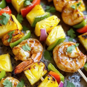 - Large shrimp - Fresh pineapple - Olive oil - Jerk seasoning - Honey - Bell peppers - Red onion - Salt and pepper - Fresh cilantro - Lime or lemon juice - Garlic - Jalapeño for heat To make grilled jerk shrimp and pineapple skewers, you need fresh and high-quality ingredients. I always choose large shrimp, as they stay juicy on the grill. Fresh pineapple adds a sweet and tangy kick. I like to use olive oil to help the seasoning stick to the shrimp. Jerk seasoning brings the heat and flavor that makes this dish special. Honey adds a touch of sweetness that balances the spices. Bell peppers add color and crunch, while red onion gives a nice bite. Don't forget to season with salt and pepper for the best taste. Finally, fresh cilantro adds a pop of color and flavor when serving. For those wanting to amp up the flavor, consider lime or lemon juice. Garlic can add depth, while jalapeño can bring some heat if you like it spicy. For the full recipe, make sure to check out the instructions to create these delicious skewers! First, gather your ingredients for the marinade. You need olive oil, jerk seasoning, honey, salt, and pepper. In a large bowl, whisk these together until smooth. This step is crucial for flavor. You want the shrimp to soak up these rich tastes. I recommend using fresh jerk seasoning if you can find it. It adds a punch that store-bought often lacks. Once your marinade is ready, add the shrimp. Make sure each shrimp gets a good coating. Use your hands or a spoon to mix them well. Cover the bowl and put it in the fridge. Let it marinate for at least 30 minutes. This time helps the shrimp absorb all that flavor. If you can, marinate for longer; up to two hours works great. Now it’s time to put everything on skewers. Use metal or soaked wooden skewers. Start with a shrimp, then add a pineapple chunk. Follow with bell pepper and onion pieces. Repeat until the skewer is full. Keep them close together but not squished. This method makes sure they cook evenly and look beautiful on the grill. Before grilling, preheat your grill to medium-high heat. This step is key for juicy shrimp. Once hot, place the skewers on the grill. Cook them for about 2-3 minutes per side. You’ll know they are done when the shrimp turn opaque. This process keeps them tender. After grilling, let the skewers rest for a few minutes. Garnish with fresh cilantro for a burst of flavor. Enjoy! To get the best flavor from your grilled jerk shrimp and pineapple skewers, start with the right grill temperature. Aim for medium-high heat, around 400°F. This ensures the shrimp cook evenly and gain a nice char. Prevent shrimp from sticking to the grill by oiling the grates before cooking. You can use a paper towel soaked in oil and tongs to wipe the grates. This simple step makes a big difference in easy flipping. Pair these skewers with tasty sides. A fresh salad with citrus dressing works well. You might also try coconut rice or grilled corn for a tropical touch. Garnish your dish with fresh cilantro for a pop of color. You can also squeeze some lime juice on top for extra flavor. This small touch elevates your meal and impresses guests. One common mistake is overcooking the shrimp. They cook quickly, so watch them closely. Shrimp will turn opaque when done, which takes about 2-3 minutes per side. If you find your shrimp are overcooked, don’t panic! Serve them with a zesty sauce or dip to add moisture back. This can save the dish and keep it enjoyable. For the full recipe, check out the details above! {{image_2}} You can switch shrimp for chicken or tofu. Both options work great on skewers. For chicken, cut it into cubes, and marinate just like the shrimp. Tofu can soak up flavors well. Use firm tofu and press it to remove excess water. Thread the chicken or tofu on skewers with pineapple and veggies for a tasty meal. You can customize the heat level of your skewers. Use spicy jerk seasoning for a kick or mild for a softer taste. Many regions have their own styles of jerk seasoning. For example, some use allspice or thyme for a unique twist. Explore different blends to find your favorite flavor. Don't be afraid to play with flavors. Try using lime or lemon juice for a zesty touch. You can also add fresh herbs like basil or mint. These will brighten up the dish and add depth. Experimenting with different flavors makes cooking fun and keeps your meals exciting. For a complete guide, check out the Full Recipe for Grilled Jerk Shrimp and Pineapple Skewers. To keep your leftover grilled jerk shrimp and pineapple skewers fresh, place them in an airtight container. This helps prevent air from making them dry. You can also wrap them tightly in plastic wrap. In the fridge, they last about three days. Keep an eye on any signs of spoilage, like off smells or changes in texture. You can reheat skewers in two main ways: the microwave or the grill. The microwave is quick but can make the shrimp chewy. If you want to maintain flavor and texture, use the grill. Preheat the grill and place the skewers back on it for a few minutes. This method warms them while keeping them juicy. To freeze skewers, first, let them cool completely. Then, wrap each skewer tightly in foil or plastic wrap. Place them in a freezer-safe bag or container. They can last up to three months in the freezer. When ready to eat, thaw them in the fridge overnight. Avoid defrosting in the microwave, as it can cook the shrimp unevenly. To keep shrimp tender, marination is key. A good marinade adds flavor and moisture. Use the jerk seasoning, olive oil, and honey mix from the recipe. Marinate for at least 30 minutes. This helps shrimp absorb flavors. Cook shrimp quickly over medium-high heat. Aim for 2-3 minutes per side. Overcooking turns shrimp rubbery. Always check for an opaque color. Yes, you can use frozen shrimp. First, you need to thaw them properly. Place frozen shrimp in the fridge overnight. If you’re in a hurry, place them in a bowl of cold water. Change the water every 15 minutes. Once thawed, dry the shrimp with a paper towel before marinating. This helps the marinade stick better. Both metal and wooden skewers work well for grilling. Metal skewers are sturdy and reusable. They heat up and cook food from the inside. Wooden skewers are cheap and easy to use. Soak them in water for 30 minutes before grilling. This prevents them from burning. Choose what you like best for your grilling needs. This blog post covered how to make great shrimp skewers. We explored key ingredients, including shrimp, pineapple, and jerk seasoning. I shared tips for marinating, grilling, and common mistakes to avoid. You can also try alternative proteins and seasonings for variation. Storing leftovers correctly helps maintain flavor. Remember, the right marination and cook time make all the difference. Enjoy making these skewers for your next meal!