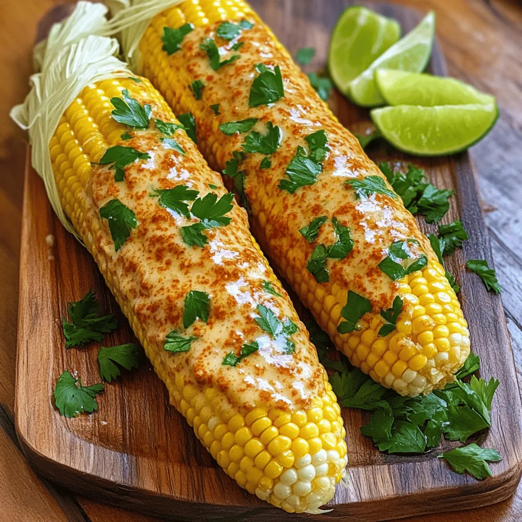 Here’s what you need for smoked paprika garlic butter corn: - 4 ears of fresh corn, husked and cleaned - 4 tablespoons unsalted butter - 3 cloves garlic, minced - 1 teaspoon smoked paprika - 1 teaspoon sea salt - 1/2 teaspoon black pepper - 1 tablespoon fresh parsley, chopped (for garnish) - Lime wedges (for serving) When selecting corn, look for ears that feel firm with bright green husks. The kernels should be plump and shiny. Avoid corn with dry or brown husks. Fresh corn makes a big difference in flavor. If you can't find fresh corn, frozen corn works too. Just thaw and cook it according to the package instructions. You can also swap unsalted butter with olive oil for a lighter option. If you want a vegan dish, use plant-based butter. Enjoy experimenting with different flavors! You can cook corn by boiling or grilling. Boiling is quick and easy. Grilling adds a nice smoky flavor. For boiling, bring a large pot of water to a boil. Add the corn and cook for 5-7 minutes. You want the corn to be tender but still crisp. For grilling, preheat your grill to medium-high. Grill the corn for about 10-15 minutes. Turn occasionally to cook evenly. To ensure perfect doneness, watch the color. Fresh corn should be bright yellow. If it looks dull, it may be overcooked. Timing can vary based on corn size. Larger ears may need extra time. Always check for tenderness with a fork. Sautéing garlic correctly is key to great flavor. Start by melting the butter in a small saucepan over medium heat. Once melted, add the minced garlic. Cook just until fragrant, about 1-2 minutes. Do not let it brown; burnt garlic tastes bitter. Adjusting salt and spice levels can enhance your dish. Taste your garlic butter as you mix in smoked paprika, salt, and black pepper. This way, you can find the perfect balance. For a smooth garlic butter, mix well. Ensure there are no lumps; it should be creamy and rich. Brushing on the garlic butter is an art. Use a pastry brush to coat the corn evenly. Don’t be shy; more butter means more flavor! For best presentation, place the corn on a serving platter. Drizzle any leftover garlic butter over the top to make it look fancy. Add a pop of color with chopped parsley for garnish. This also adds fresh flavor. Serve with lime wedges on the side. A squeeze of lime adds a bright, zesty kick. For side dish ideas, think simple. A fresh salad or grilled veggies pair well. You want to keep it light to let the corn shine. For the Full Recipe, be sure to check the details above. To boost the flavor of your smoked paprika garlic butter corn, try adding some extra spices. A pinch of cayenne can add heat. You can also sprinkle some cumin for a warm, earthy taste. Fresh herbs like cilantro or basil can give a fresh twist. Balancing the richness of butter is key. Adding a squeeze of lime juice cuts through the fat. This makes each bite taste bright and fresh. You can also mix in a touch of honey for sweetness. Using flavored butters is a great way to change things up. Try garlic herb butter or chili lime butter. These options can bring new flavors to the dish without much effort. If you want different textures for your corn, try grilling or roasting. Grilling adds a smoky flavor and a little char. Roasting brings out the natural sweetness of the corn. Boiling is great for a classic taste but can be softer. For storing leftover corn, keep it in an airtight container. It will stay fresh for about 3 to 5 days in the fridge. You can also freeze it for up to one month if you want to save it longer. When reheating, keep the flavor intact. Use a stovetop pan to warm the corn gently. This helps keep the texture nice. If you use a microwave, cover the corn with a damp paper towel. This helps prevent it from drying out. {{image_2}} You can make smoked paprika garlic butter corn even more exciting. Try a Mexican street corn style. Just add lime juice, chili powder, and crumbled cheese. This mix gives the corn a fresh twist. Adding cheese can also enhance the dish. Feta works well for a tangy taste. Parmesan adds a nutty flavor that is hard to resist. Just sprinkle it on top before serving. For extra heat, try cayenne pepper. Mix in a pinch when you prepare the garlic butter. This will give your corn a spicy kick. Adjust the amount based on your taste. If you want a vegan option, simply swap regular butter for plant-based butter. This keeps the flavor while making it dairy-free. For those needing gluten-free options, this recipe fits the bill. Corn is naturally gluten-free. Just be sure to check your butter and spices for hidden gluten. If you need a low-sodium diet, cut back on the sea salt. You can also use salt-free seasoning blends. These will still give you flavor without extra sodium. Explore these variations to make smoked paprika garlic butter corn your own. Check the Full Recipe for the basic steps. To keep your smoked paprika garlic butter corn fresh, follow these steps: - Refrigeration: Place leftover corn in an airtight container. It will stay fresh for up to 3 days. - Freezing: You can freeze the corn. Cut it off the cob and store it in a freezer bag. Use it within 3 months for the best taste. - Maintaining Flavor: To keep the flavor strong, add a little extra garlic butter before storing. This helps keep the taste rich and delicious. When it comes to reheating, you want to do it right: - Best Methods: The stovetop works best. Heat a skillet over medium heat and add a bit of butter. This keeps the corn juicy. - Avoiding Mushiness: Make sure not to overheat it. This will keep the corn firm and tasty. - Microwave vs. Stovetop: The microwave is quick but can make the corn soft. The stovetop requires a bit more time but keeps the texture better. Choose the method that fits your time and taste! Fresh corn cooks quickly. You should boil it for about 5 to 7 minutes. This time helps the corn become tender and sweet. If you want a bit more crunch, cook it for just 5 minutes. Yes, you can use frozen corn! Just thaw it first. Cook it in boiling water for 3 to 4 minutes. This will keep the flavor and texture close to fresh corn. The best way to garnish this dish is with fresh parsley. Chop it finely and sprinkle it on top. You can also serve lime wedges on the side for a zesty touch. Absolutely! You can try regular paprika for a milder taste. If you like heat, add cayenne pepper or chili powder. Each spice gives the dish a unique twist. Corn pairs well with grilled meats and salads. It also works great as a side for tacos or burgers. Serve it hot and watch everyone enjoy! This blog post covered the key ingredients, cooking methods, and flavor tips for making delicious garlic butter corn. You learned how to choose and cook corn perfectly, plus how to make a rich garlic butter. We explored ways to enhance flavor, different variations, and proper storage for leftovers. In my experience, these steps will make your corn dishes stand out. With the right ingredients and techniques, you can enjoy tasty corn every time. Now, go ahead and get cooking!