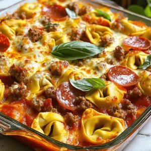 - 12 ounces fresh cheese tortellini - 1 cup Italian sausage, crumbled - 1 cup pepperoni slices, halved - 1 cup cooked ground beef - 1 cup mozzarella cheese, shredded To make a hearty Meat Lovers Pizza Tortellini, you need some main ingredients. First, cheese tortellini forms the base of the dish. It offers a chewy texture that pairs well with meat. Next, include crumbled Italian sausage and cooked ground beef for rich flavors. Pepperoni adds a classic pizza taste, while mozzarella cheese gives that gooey finish. - 1/2 cup marinara sauce - 1/2 cup pizza sauce - 1 teaspoon dried Italian herbs (oregano, basil, thyme) - Salt and pepper to taste For the sauce, marinara and pizza sauce blend perfectly. They give the dish a bold, savory flavor. Adding dried Italian herbs enhances the taste. Don't forget to season with salt and pepper to balance the flavors. These ingredients bring the dish together and make it mouthwatering. - Fresh basil for garnish - 1 tablespoon olive oil You can make this dish even better with optional ingredients. Fresh basil adds a pop of color and fresh taste. Drizzling olive oil over the top gives a nice shine and flavor. These little touches can elevate your Meat Lovers Pizza Tortellini to the next level. For the full recipe, check out the details provided. First, bring a large pot of salted water to a boil. Add 12 ounces of fresh cheese tortellini to the water. Cook them until they are al dente, which usually takes about 3 to 5 minutes. Stir occasionally to prevent sticking. Once cooked, drain the tortellini in a colander. Set them aside for later use. Next, grab a large skillet and heat 1 tablespoon of olive oil over medium heat. Once the oil is hot, add 1 cup of crumbled Italian sausage. Cook it until it turns brown and crispy. Then, add 1 cup of cooked ground beef to the skillet. Stir it well and cook for an extra 2 to 3 minutes. This helps combine the flavors. Now, it’s time for the pepperoni. Add 1 cup of halved pepperoni slices to the skillet. Cook for about 2 minutes, letting the pepperoni crisp up. This step adds a nice crunch to the dish. Reduce the heat to low and pour in 1/2 cup of marinara sauce and 1/2 cup of pizza sauce. Stir everything together until well mixed. Season with 1 teaspoon of dried Italian herbs, salt, and pepper to taste. Now, gently fold the cooked tortellini into the meat and sauce mixture. Make sure every tortellini is coated with sauce. Finally, sprinkle 1 cup of shredded mozzarella cheese over the entire mixture. Cover the skillet and let it sit on low heat for about 5 minutes. This allows the cheese to melt perfectly. Once the cheese is melted, stir the mixture gently. Your hearty meat lovers pizza tortellini is ready to serve hot. For a nice touch, you can add fresh basil leaves on top. Enjoy your meal! Check the [Full Recipe] for more details. To cook tortellini perfectly, timing is key. Boil the tortellini for about 2-3 minutes less than the package states. This helps achieve that nice al dente texture. You want them firm but tender. Salting the water is also important. Use a generous amount of salt, like the sea. It flavors the pasta as it cooks. Fresh herbs can really boost the taste of your dish. Try adding fresh basil or parsley. They add brightness that pairs well with meat. Balance is crucial when seasoning your sauce. Taste as you go. If it feels too salty, add a splash of water or more sauce. A touch of sugar can help tame the acidity in tomato-based sauces. When it comes to melting cheese, the skillet works great. It allows for even melting and browning. Just keep the heat low so the cheese melts without burning. If you prefer, you can also use the oven. Spread the mixture in a baking dish, cover with cheese, and bake until bubbly. Be cautious not to overcook the meat. Sausage and beef should be browned but not dried out. Check the meat often, and remove it from heat as soon as it's cooked through. This keeps your dish tasty and juicy. For the full recipe, check out the complete guide. {{image_2}} You can easily switch up the meats in this dish. If you prefer a lighter option, you can substitute turkey or chicken sausage for the Italian sausage. This change reduces fat while keeping the flavor. Ground turkey works great too. For those who want a meat-free meal, consider using plant-based proteins. You can find many tasty options at your grocery store. These alternatives still pack a punch in flavor and texture. Cheese is key to this recipe. Instead of just mozzarella, try using a blend of cheeses. A mix of cheddar and provolone adds depth to each bite. If you're lactose intolerant, don't worry! Look for dairy-free cheese options. Many brands offer great substitutes that melt well and taste delicious. Vegetables add color and nutrition to your dish. Bell peppers and mushrooms work well in this recipe. They bring a nice crunch and flavor. You can also sneak in spinach or kale for extra vitamins. These leafy greens blend well, and you won’t even taste them! Adding vegetables makes your meal more balanced and satisfying. To keep your Meat Lovers Pizza Tortellini fresh, store it in the fridge. Place leftovers in airtight containers. This prevents air from making your dish soggy. Always let the tortellini cool before sealing. This helps avoid condensation inside the container. When reheating, use a skillet for the best texture. Heat it over low to medium heat. Stir occasionally to warm evenly. Avoid using the microwave, as it can make the pasta soggy. If you must use the microwave, cover the dish with a damp paper towel. This helps retain moisture without making it too wet. You can freeze Meat Lovers Pizza Tortellini for future meals. Just let it cool completely before freezing. Use freezer-safe containers or bags to prevent freezer burn. When ready to eat, thaw it in the fridge overnight. Reheat it in a skillet or oven until hot. This keeps the flavors and texture intact. Yes, you can make this dish in advance. To prep, cook the tortellini and meat mixture as usual. After combining them, let the dish cool. Then, store it in an airtight container. You can keep it in the fridge for up to three days. When ready to eat, just reheat it on low heat. You can add many ingredients to change the flavor. Here are some ideas: - Swap the Italian sausage for turkey or chicken sausage. - Add veggies like bell peppers, mushrooms, or spinach. - Mix in different cheeses, like cheddar or provolone. - Use a spicy pizza sauce for extra heat. These options can create a new twist on this classic dish. This dish lasts about three to four days in the fridge. Store it in an airtight container to keep it fresh. Always check for any signs of spoilage before eating. If it looks or smells off, it’s best to throw it away. In this blog post, I shared how to make a delicious Meat Lovers Pizza Tortellini. We covered key ingredients like cheese tortellini, Italian sausage, and their flavorful sauces. I also shared cooking steps, tips for perfect texture, and variations to suit different diets. By following these steps, you can create a tasty meal that's easy to enjoy and customize. With the right ingredients and techniques, your dinner will impress everyone. Enjoy experimenting with this dish and make it your own!