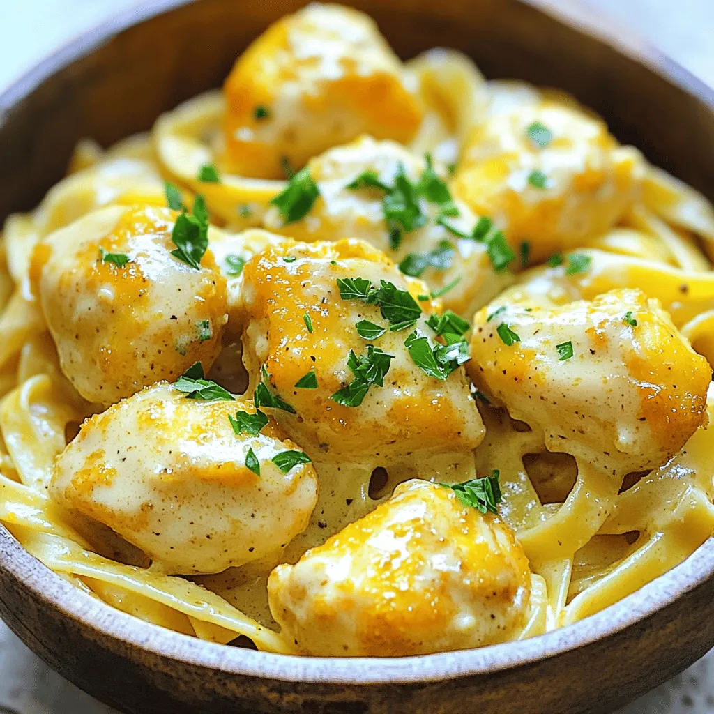 Garlic Butter Chicken Bites with Creamy Pasta Delight