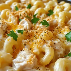 To make Copycat Honey Pepper Chicken Mac and Cheese, you need the right mix of ingredients. Here’s what you will need: - 2 cups elbow macaroni - 2 cups cooked chicken breast, diced - 1 cup sharp cheddar cheese, shredded - 1 cup mozzarella cheese, shredded - 2 tablespoons unsalted butter - 1/4 cup all-purpose flour - 2 cups milk - 1/4 cup honey - 1 tablespoon black pepper - 1 teaspoon garlic powder - 1 teaspoon onion powder - Salt to taste - 1/2 cup breadcrumbs (optional, for topping) - Fresh parsley, chopped (for garnish) Gather these items before you start cooking. Having everything ready makes the cooking process smooth. Each ingredient plays a key role in the flavor and texture of the dish. The elbow macaroni serves as the base, while the cheeses create a creamy sauce. Honey adds sweetness, and black pepper gives a nice kick. This balance makes it a crowd-pleaser. For the full recipe, check the instructions to ensure perfect results. - Boil elbow macaroni until al dente. - Drain and set aside. To cook the macaroni, fill a large pot with water and add a pinch of salt. Bring it to a rolling boil. Add the elbow macaroni and cook according to the package instructions. Stir occasionally to prevent sticking. You want it firm but not hard. This is called al dente. Once cooked, drain the macaroni in a colander. Set it aside for later. - Create roux with butter and flour. - Gradually add milk and thicken sauce. Now, let’s make the cheese sauce. In the same pot, melt butter over medium heat. Once the butter is melted, whisk in the flour. Stir for about one minute to create a roux. This helps thicken our sauce. Next, slowly pour in the milk while whisking. This keeps the sauce smooth and lump-free. Cook for 4-5 minutes until the sauce thickens and becomes creamy. - Incorporate cheddar and mozzarella. - Mix in chicken, honey, and spices. - Combine with macaroni. Once the sauce is thick, reduce the heat to low. Add the sharp cheddar and mozzarella cheese. Stir until both cheeses melt and blend into the sauce. Next, add the diced chicken, honey, black pepper, garlic powder, onion powder, and salt. Mix well to combine all these delicious flavors. Now, fold in the cooked macaroni, making sure every piece is coated in that cheesy goodness. - Preheat oven to 350°F (175°C). - Transfer to baking dish and add breadcrumbs. - Bake until golden and bubbly. If you want a crispy top, let’s bake it! Preheat your oven to 350°F (175°C). Transfer the mac and cheese into a baking dish. If you like, sprinkle breadcrumbs on top for a crunch. Bake it for about 15 minutes. You want it to be golden and bubbly. The aroma will fill your kitchen with warmth. Enjoy! For the complete steps on how to make this dish, check out the Full Recipe. To make the best cheese sauce, whisk constantly. This keeps the sauce smooth and lump-free. I recommend using freshly shredded cheese. Pre-shredded cheese has additives that make it less creamy. Fresh cheese melts better and adds a richer flavor. You can make this dish your own! Add vegetables like spinach or broccoli for extra nutrition. You can also adjust the spice levels. If you like it spicy, add more black pepper or even some cayenne. For a milder taste, reduce the pepper. Serve this dish hot for the best taste. A sprinkle of fresh parsley adds a nice touch. Pair it with a side salad or some garlic bread for a complete meal. These sides balance the rich flavors of the mac and cheese. Explore the [Full Recipe] for more ideas! {{image_2}} You can switch up the protein in this dish easily. - Use shredded rotisserie chicken for quick prep. - Replace the chicken with crispy bacon or sausage for a savory twist. These options add great flavors and textures. Each choice gives a new life to the classic dish. Cheese is key in mac and cheese. You can always mix it up! - Try pepper jack cheese for a spicy kick. - Gouda adds a nice smokey flavor that many love. - Experiment with a blend of cheeses for depth. Mixing cheeses can make your dish unique and fun. The taste will be rich and creamy. If you need a gluten-free option, it’s simple! - Substitute elbow macaroni with gluten-free pasta. - Use gluten-free flour for your roux. This way, everyone can enjoy this tasty meal. You won’t lose any flavor or creaminess. Try these variations to make the dish your own! For the full recipe, check the earlier section. To keep your Copycat Honey Pepper Chicken Mac and Cheese fresh, store leftovers in an airtight container. This way, it stays safe and tasty. It will last up to 3-4 days in the fridge. Make sure to let it cool before sealing it up. If you want to save some for later, you can freeze it. I recommend freezing in individual portions. This makes it easy to grab a serving when you want one. Use the frozen mac and cheese within 2-3 months for the best quality. Make sure to label the containers with the date so you know when to use them. When you’re ready to enjoy your leftovers, you can reheat them easily. Use the microwave or stovetop for best results. If the dish seems dry, add a splash of milk to restore its creaminess. This little trick helps it taste just as good as when you first made it! Yes, you can make this dish ahead. Prepare it up to the baking step. Just refrigerate it. When you are ready, bake it as normal. This makes it easy for busy days! Yes, you can use non-dairy milk. Almond, soy, or oat milk works well. However, keep in mind it may change the sauce's creaminess. You might want to add a bit more cheese to balance it out. You can spice it up! Try adding smoked paprika for a smoky taste. Or use cayenne pepper for some heat. Adjust these based on your taste. It’s all about finding what you love in this dish. This article covered a tasty recipe for Copycat Honey Pepper Chicken Mac and Cheese. You learned about the key ingredients, like macaroni and chicken, and how to make a creamy cheese sauce. I shared tips for perfecting your dish and options for storage and reheating. Remember, you can customize it to your taste with different proteins and cheeses. Enjoy this comforting meal with your family and friends. It's easy to make, delicious, and sure to impress! Dive in and start cooking today!