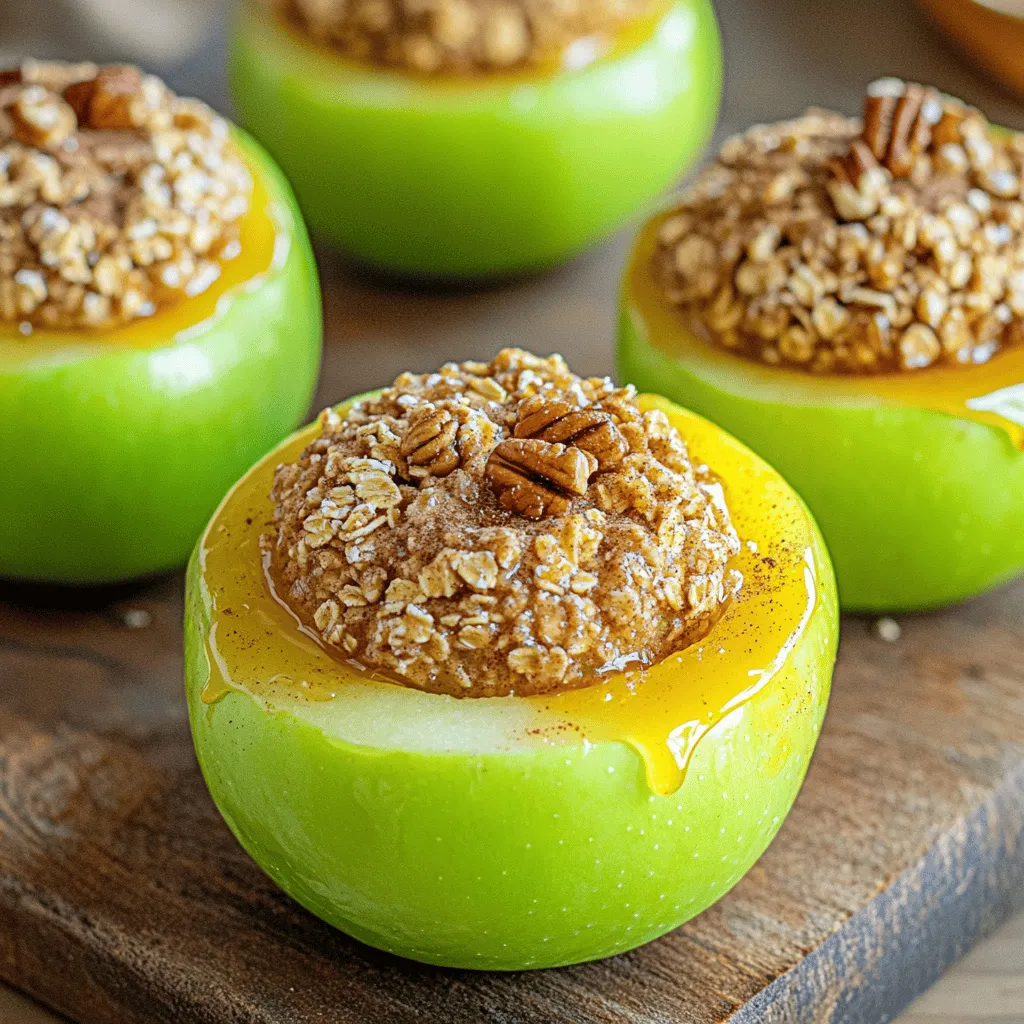 To make air fryer apples, you need some main ingredients: - 4 medium apples (like Granny Smith or Honeycrisp) - 1/2 cup rolled oats - 1/4 cup brown sugar - 1 teaspoon ground cinnamon - 1/4 teaspoon nutmeg - 2 tablespoons melted butter (or coconut oil for vegan) - 1 tablespoon honey or maple syrup Optional ingredients can enhance the flavor: - 1/4 cup chopped walnuts - 1/4 cup dried cranberries or raisins You need a few tools for this recipe: - An air fryer (make sure it can reach 350°F) - An apple corer or a knife - A mixing bowl for the filling - A spoon to stuff the apples With these ingredients and tools ready, you're all set to create a delightful treat! Enjoy the process as you cook. Trust me; the smell alone will make your kitchen feel cozy. To make stuffed apples, start with good apples. I like Granny Smith or Honeycrisp. They stay firm and taste great when cooked. Wash your apples well. Use an apple corer to remove the core, but leave the bottom intact. This keeps the filling inside. If you don’t have a corer, a knife works too. Just be careful. Aim for a nice hole in the center. Now let’s create the filling. In a bowl, mix these dry ingredients: - 1/2 cup rolled oats - 1/4 cup brown sugar - 1 teaspoon ground cinnamon - 1/4 teaspoon nutmeg - 1/4 cup chopped walnuts (optional) - 1/4 cup dried cranberries or raisins (optional) Stir them together until well mixed. Next, add wet ingredients: 2 tablespoons melted butter and 1 tablespoon honey or maple syrup. Mix until it becomes crumbly. This is the perfect stuffing for your apples. First, preheat your air fryer to 350°F (175°C). This step is key for even cooking. Place the apples upright in the basket, leaving space between them. Spoon the stuffing into each apple, packing it down a bit. Air fry for 15-18 minutes. Check them at 15 minutes. You want the apples soft but not mushy. The stuffing should look golden brown. Once done, let them cool for a couple of minutes before serving. Enjoy your delicious air fryer apples! For the full recipe, check the recipe section above. To make sure your apples are tender but not mushy, pick firm apples. Granny Smith and Honeycrisp work great. Core them carefully, leaving the bottom intact. This helps hold the filling. When you pack the stuffing, press it down gently. It should fit snugly inside the apple, but not overflow. This way, the filling stays put while cooking. You can add more spices to boost flavor. Try ginger, cloves, or allspice for a warm twist. You could even mix in a splash of vanilla extract. For serving, drizzle the apples with honey or maple syrup just before you serve them. This adds a nice shine and sweetness. Don't forget to sprinkle a little cinnamon on top for that classic touch. Serve warm, and consider adding a scoop of vanilla ice cream for an extra treat. {{image_2}} You can change up the stuffing for your air fryer apples in fun ways. One easy swap is to use gluten-free oats instead of regular oats. This makes the dish friendly for anyone who avoids gluten. You can find gluten-free oats in most stores. Another great idea is to vary the nuts and dried fruits. If you're not a fan of walnuts, try pecans or almonds. They add a nice crunch. You can also mix in different dried fruits. For example, chopped dates or dried apricots work well too. These swaps keep the recipe fresh and exciting. Mixing in new flavors can turn your air fryer apples into a special treat. You can add chocolate chips or caramel to the filling. This gives the apples a rich, sweet taste. Just sprinkle some chocolate or drizzle caramel on top before cooking. Seasonal flavors make this dish even better. In fall, add dried cranberries to the stuffing. They bring a tartness that pairs well with sweet apples. You can also try adding pumpkin spice for a cozy flavor. Each season offers new ways to enjoy this recipe. For the full recipe, check out the Air Fryer Cinnamon Stuffed Apples. To keep your stuffed apples fresh, store them in the fridge. Use an airtight container. This method keeps them tasty for about three days. If you want to save them longer, freeze them. Wrap each apple in plastic wrap, then place them in a freezer bag. They can last up to three months in the freezer. Just remember to label the bag with the date. When you're ready to enjoy your leftovers, you want to heat them without losing the great texture. The best way to reheat stuffed apples is in the air fryer. Set it to 350°F (175°C) and cook for about 5 to 7 minutes. This method makes the apples warm and keeps the stuffing crunchy. You can also use the microwave if you're in a hurry. Heat them for about 30 seconds to 1 minute. For serving, drizzle more honey or maple syrup on top. A scoop of vanilla ice cream makes a great addition too! Cook apples in your air fryer for about 15 to 18 minutes. The time may change based on the type of apple. For firmer apples like Granny Smith, stick to 18 minutes. Softer apples like Honeycrisp may need less time, around 15 minutes. Always check at 15 minutes. The apples should feel tender but not mushy. Yes, you can air fry other fruits too! Pears are a great choice and cook similarly to apples. You can also try peaches, plums, or even bananas. Cut them in half or quarters, and adjust the cooking time as needed. The air fryer works well for many fruits. There are many tasty ways to serve air fryer apples! Drizzle some honey or maple syrup on top for sweetness. You can also sprinkle cinnamon for extra flavor. Serve them warm with a scoop of vanilla ice cream for a delightful dessert. Add chopped nuts for a crunchy texture. Try these ideas to make your dish shine. For the full recipe, check out the Air Fryer Cinnamon Stuffed Apples. Air fryer apples are a fun and easy treat. We discussed key ingredients, tools, and step-by-step instructions to make them. With tips on achieving the best texture and flavor, you can make your apples shine. You can even try variations with unique flavors and stuffings. Don’t forget about storing leftovers properly to enjoy them later. Now, you have all the tools to impress your friends and family with your tasty creations. Enjoy your cooking adventure!