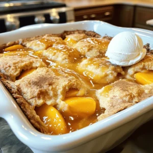 To make the easiest canned peach cobbler, you need just a few simple ingredients. This recipe is all about keeping it simple yet delicious. Here’s what you will need: - 2 cans of sliced peaches in syrup (15 oz each) - 1 cup all-purpose flour - 1 cup granulated sugar (divided) - 1 cup milk - 1/2 cup unsalted butter (melted) - 2 teaspoons baking powder - 1 teaspoon vanilla extract - 1/2 teaspoon ground cinnamon - A pinch of salt The canned peaches give this cobbler a sweet and juicy base. The sugar adds a nice touch of sweetness, while the flour helps create that perfect, thick batter. Milk and butter make the batter rich and creamy. Baking powder helps it rise, giving that lovely light texture. Feel free to explore optional toppings like whipped cream or vanilla ice cream to make it even better. These extras can turn an already tasty dessert into a showstopper. For the full recipe, check out the details provided above. - Preheating the oven Start by preheating your oven to 350°F (175°C). This step is key for even cooking. - Mixing the batter In a medium bowl, mix melted butter and 1 cup of sugar. Stir well to blend. Next, add flour, baking powder, milk, vanilla extract, ground cinnamon, and a pinch of salt. Mix until you have a thick batter. - Layering ingredients Pour the batter into a greased 9x13-inch baking dish. Spread it evenly. Carefully layer the canned peaches on top, including the syrup. Avoid stirring; the batter will rise around the peaches while baking. - Pouring and layering Once your peaches are layered, sprinkle the remaining 1/4 cup of sugar over the top. This adds extra sweetness and a nice finish. - Baking time and temperature Place the dish in your preheated oven. Bake for about 35-40 minutes. - Checking for doneness To check if it’s done, insert a toothpick into the center. It should come out clean. The top will be golden brown. Let it cool for about 10 minutes before serving. For the full recipe, check out the details above. Enjoy your peach cobbler! To make the best cobbler, you need a thick batter. This helps keep the peaches from sinking. When you mix the batter, do not overwork it. Just stir until the dry and wet ingredients blend. When layering peaches, spread them evenly over the batter. Pour the peaches gently on top. Let the batter rise around the peaches as it bakes. This creates a lovely texture. Keep an eye on the baking time. Bake at 350°F for 35-40 minutes. The top should turn a nice golden brown. Use a toothpick to check for doneness. If it comes out clean, your cobbler is ready! Serve your peach cobbler warm for the best taste. A scoop of vanilla ice cream adds a creamy touch. You can also use whipped cream for a lighter option. For garnish, sprinkle a bit of cinnamon on top. This adds flavor and makes it look nice. You can also add fresh mint leaves for a pop of color. Enjoy your delicious treat! {{image_2}} Adding spices Spices can boost the taste of your cobbler. Try adding nutmeg or ginger for a warm flavor. A dash of cardamom can also add a unique twist. Each spice gives a new taste that makes your cobbler special. Using different canned fruits You can switch out peaches for other canned fruits. Try using pears, cherries, or apricots. Each fruit offers a different flavor and sweetness. Mixing fruits can also create a fun, colorful cobbler. Incorporating nuts Nuts add crunch and flavor to your cobbler. Chopped pecans or walnuts work well. They also add healthy fats and protein. Sprinkle them on top before baking for a nice texture. Low-sugar options You can cut sugar in this recipe. Use half the amount or try a sugar substitute. Applesauce can also replace some sugar. This lets you enjoy the cobbler with less sweetness. Gluten-free substitutions If you need gluten-free options, use gluten-free flour instead of all-purpose flour. Many brands offer great taste and texture. This way, everyone can enjoy the cobbler without worry. Dairy-free options To make a dairy-free version, switch milk with almond or oat milk. Use vegan butter instead of regular butter. These swaps keep the cobbler rich and creamy without dairy. For the full recipe, follow the instructions carefully. Enjoy creating your own version of this easy canned peach cobbler! To keep your peach cobbler fresh, store it in the fridge. Place it in an airtight container or cover it tightly with plastic wrap. This will help avoid drying out or picking up other food smells. It should last up to four days in the fridge. If you want to save it longer, freezing is a great option. For freezing, first let the cobbler cool completely. Then, cut it into individual portions. Wrap each piece in plastic wrap, then place them in a freezer-safe bag. Remember to label the bag with the date. This way, you can enjoy your cobbler later, up to three months later. When it’s time to enjoy your leftovers, reheating is easy. For the best results, use the oven. Preheat it to 350°F (175°C). Place the cobbler in an oven-safe dish. Cover it with foil to keep it moist. Heat for about 15-20 minutes or until warmed through. If you’re in a hurry, the microwave works too. Place a serving in a microwave-safe bowl. Heat it in 30-second intervals until warm. Be careful, as it can get hot quickly. Enjoy your peach cobbler warm, just as it should be! Can I use fresh peaches instead? Yes, you can use fresh peaches. Peel and slice about 4-5 ripe peaches. This adds a fresh taste and makes your cobbler even better. Just make sure to adjust the syrup. You might need to add a bit of sugar to match the sweetness of canned peaches. How do I know when the cobbler is done? Check the cobbler after 35 minutes. The top should be golden brown. Insert a toothpick in the center. If it comes out clean, your cobbler is ready. If not, bake a little longer and check again. Can I make it ahead of time? Yes, you can make it ahead. Bake the cobbler and let it cool. Store it in the fridge for up to 2 days. Reheat it in the oven before serving. This keeps it warm and fresh. What to do if the cobbler is too soggy? If your cobbler is soggy, try baking it longer. Increase the time by 5-10 minutes. You can also cover the top with foil to prevent burning while it cooks more. Fixing a burnt top If the top is burnt, cover it with foil. This prevents further burning while the inside cooks. You can also serve it with whipped cream to hide any burnt parts. Adjusting for a thicker batter If your batter is too runny, add a little more flour. Start with 1 tablespoon and mix well. This should help thicken it up without changing the flavor. This blog post covered everything you need to know about making peach cobbler. We talked about the ingredients, preparation, baking process, and perfecting your dish. I shared tips on serving and variations for unique flavors. Lastly, we explored storage and reheating to keep your cobbler fresh. Remember, cooking is fun. Don’t hesitate to make it your own. Enjoy each bite of your homemade peach cobbler!