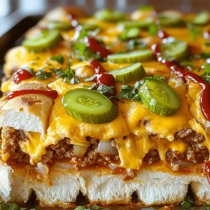 To make a tasty Big Mac casserole, gather these simple ingredients. Each one plays a key role in delivering that classic Big Mac flavor in a new way. - 1 lb ground beef - 1 onion, finely chopped - 2 cloves garlic, minced - 1 teaspoon salt - 1 teaspoon black pepper - 1 teaspoon paprika - 1 cup pickles, chopped - 1 cup shredded cheddar cheese - 1 cup shredded mozzarella cheese - 1 cup mayonnaise - 1 cup ketchup - 1 tablespoon yellow mustard - 8 hamburger buns, torn into small pieces - 1/4 cup sesame seeds (optional, for topping) Using ground beef gives the casserole a hearty base. The onion and garlic add depth to the flavor. Seasoning with salt, black pepper, and paprika brings out the best in the meat. Cheeses are key for a rich taste and creamy texture. I love using both cheddar and mozzarella. They melt perfectly and give a great taste. The sauces—mayonnaise, ketchup, and mustard—bring that Big Mac taste to life. Each layer of sweet, tangy, and creamy adds excitement. Finally, the hamburger buns hold everything together. They soak up the flavors and create a satisfying bite. Optional sesame seeds on top add a fun crunch and look. For the full recipe, check out the detailed cooking steps and tips! 1. Preheating the oven: Start by preheating your oven to 350°F (175°C). This step is key to cooking the casserole evenly. 2. Cooking the beef mixture: In a large skillet over medium heat, cook 1 lb of ground beef with 1 chopped onion and 2 minced garlic cloves. Stir until the beef is no longer pink. Drain any extra fat to keep it light. 3. Combining the main ingredients: In a large bowl, mix chopped pickles, 1 cup of shredded cheddar cheese, 1 cup of shredded mozzarella cheese, 1 cup of mayonnaise, 1 cup of ketchup, and 1 tablespoon of yellow mustard. Stir well until everything is blended. 4. Layering the casserole: In a greased casserole dish, layer half of the torn hamburger buns at the bottom. Pour half of the beef and cheese mixture over the buns. Add the rest of the buns, then the remaining beef and cheese mixture on top. 1. Covering and baking: Cover the casserole dish with foil. Bake it in the preheated oven for 25 minutes. This helps the flavors meld and the buns absorb the sauces. 2. Final touches for a golden crust: After 25 minutes, remove the foil. Bake for another 10-15 minutes until the cheese is bubbly and golden brown. This step gives your casserole that perfect, inviting look. Follow these steps from the Full Recipe, and you'll have a Big Mac Casserole that your family will love! Choosing the right ground beef is key. I prefer 80/20 ground beef. This mix has enough fat to keep your casserole juicy and flavorful. If you use lean beef, your dish may end up dry. Seasoning matters a lot. I always use salt, black pepper, and paprika to enhance taste. Don't skip this step. Proper seasoning brings all the flavors together. Taste your mixture before you put it in the oven. Adjust it if needed. Garnishing your casserole makes a big difference. I like to add extra pickles on top. A drizzle of ketchup or mustard adds color and flavor. You want your dish to look as good as it tastes! For side dishes, I recommend serving a fresh salad or crispy fries. These sides balance the rich flavors of the casserole. They also make it a complete meal. Enjoy your Big Mac Casserole with your favorite sides for a fun family feast! For the full recipe, check out the details above. {{image_2}} If you want a leaner option, use ground turkey or chicken. These meats cut fat but keep great flavor. You can also try plant-based meat for a vegan option. It cooks the same way and tastes good. Feel free to get creative with spices. Add garlic powder or onion powder for more depth. You can also mix in some hot sauce for a kick. For cheese, swap cheddar for pepper jack or gouda. These can add a fun twist to your casserole. If you have a big crowd, double the recipe. This casserole is great for gatherings and parties. Just use a larger dish and keep an eye on cooking time. For fewer servings, cut the ingredients in half. It still tastes great and is easy to make. To store leftovers, wait for the casserole to cool completely. Then, cover it tightly with plastic wrap or place it in an airtight container. This way, the dish stays fresh. You can keep it in the fridge for up to four days. When you want to reheat it, preheat your oven to 350°F (175°C). Place the casserole in the oven for about 20-25 minutes. Check to ensure it heats all the way through. You can also microwave individual portions for a quick meal. Just use a microwave-safe dish and heat for 2-3 minutes. If you want to freeze the casserole, prepare it as usual but do not bake it. Instead, cover it tightly with foil or plastic wrap and place it in the freezer. It can stay frozen for up to three months. When you are ready to eat, take it out and let it thaw in the fridge overnight. For quick thawing, place it in cold water for a couple of hours. Once thawed, you can bake it right away following the baking instructions. Enjoy the Big Mac flavor all over again! Can I use different types of meat? Yes, you can use turkey, chicken, or veggie meat. Each option brings its own flavor. Ground turkey is leaner, while chicken offers a lighter taste. Veggie meat gives a nice plant-based twist. What can I substitute for mayonnaise? If you want a change, try Greek yogurt or sour cream. Both add creaminess with less fat. You can also use a mix of mustard and oil for a tangy flavor. How do I make it spicier? To add some heat, use spicy mustard or hot sauce. You can also mix in diced jalapeños or red pepper flakes. Adjust to your taste for the perfect kick! How long does it keep in the fridge? Big Mac casserole lasts about three to four days in the fridge. Store it in an airtight container. Make sure it cools fully before sealing to keep it fresh. Can this casserole be made ahead of time? Yes, you can prepare it a day before. Just cover it well and store it in the fridge. Bake it the next day for a quick and easy meal. Is it freezable after baking? You can freeze it after baking. Let it cool, then wrap it tightly. It stays good for up to three months. Thaw it overnight in the fridge before reheating. For more details, check out the Full Recipe to get started on this tasty dish! This casserole combines ground beef, cheese, and essential sauces for a tasty meal. You learned how to prepare, bake, and serve it well. Cooking tips help you choose the best meat and seasonings. We also explored ingredient variations and storage tips. In my view, this Big Mac casserole is fun and delicious. It’s perfect for gatherings or family dinners. With these steps and tips, you can whip up this dish with ease. Enjoy the flavors and share it with others!