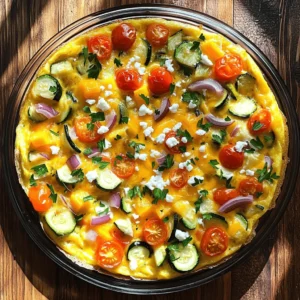 For this frittata, choose fresh veggies for the best taste. I like to use: - 1 cup mixed bell peppers, diced - 1 medium zucchini, diced - 1 small red onion, diced - 1 cup cherry tomatoes, halved These vegetables add color and flavor. Roasting them brings out their natural sweetness. Eggs are the heart of a frittata. You’ll need: - 6 large eggs - 1/2 cup shredded cheddar cheese - 1/2 cup crumbled feta cheese The eggs create a fluffy base. The cheese adds creaminess and a rich taste. Seasonings add depth to your dish. Here’s what you need: - 2 tablespoons olive oil - 1 teaspoon garlic powder - Salt and pepper to taste - Fresh herbs (like parsley or basil) for garnish Olive oil helps the veggies roast evenly. Garlic powder gives that extra kick. Use salt and pepper to enhance all the flavors. For a lovely finish, sprinkle fresh herbs on top. For the full recipe, check out the Easy Cheesy Roasted Vegetable Frittata. First, preheat your oven to 400°F (200°C). This step is key for roasting. While the oven heats, chop your vegetables. You will need bell peppers, zucchini, red onion, and cherry tomatoes. Toss them in a bowl with olive oil, garlic powder, salt, and pepper. Make sure each piece is coated well. Spread the veggies on a baking sheet in a single layer. Roast them for about 20 minutes. They should turn tender and get a bit brown. While the vegetables roast, grab a large mixing bowl. Crack six large eggs into the bowl. Add a pinch of salt and pepper. Whisk the eggs until they are fully combined. This makes a smooth mixture. After the veggies cool slightly, fold them into the egg mix gently. Then, add the shredded cheddar and crumbled feta cheese. Mix everything until well combined. Now, pour the egg and vegetable mixture into a greased oven-safe skillet or pie dish. Spread it out evenly. Place it in the oven and bake for 20-25 minutes. The frittata is done when it is set and the top is golden brown. Let it cool for a few minutes before slicing. Serve warm or at room temperature. You can find the full recipe for this easy cheesy roasted vegetable frittata to explore more details and tips. To achieve fluffy eggs, crack your eggs into a bowl. Use a fork or whisk to beat them well. Aim for a uniform yellow color. Add a pinch of salt and pepper while whisking. This enhances flavor and helps the eggs rise. Roasting vegetables brings out their best flavors. For this frittata, I roast mixed bell peppers, zucchini, red onion, and cherry tomatoes. Roast them at 400°F (200°C) for about 20 minutes. Check for tenderness and slight caramelization. If they look golden and soft, they are ready to mix into the eggs. This frittata is great on its own, but you can enhance it. Serve it with a side of mixed greens. A light salad adds freshness and crunch. You can also top it with fresh herbs like parsley or basil for extra flavor. Pair it with a slice of crusty bread or a light soup for a full meal. Enjoy your Easy Cheesy Roasted Vegetable Frittata with these tasty sides! For the complete cooking process, refer to the Full Recipe. {{image_2}} You can swap the veggies for your favorites. Try spinach, kale, or broccoli. Carrots add a nice crunch, while mushrooms bring a savory taste. Roasted sweet potatoes can add sweetness. Get creative! Use what you have in your fridge. Each vegetable gives a unique flavor and texture to your frittata. To make this dish dairy-free, skip the cheese or use a dairy-free alternative. Nutritional yeast gives a cheesy flavor without dairy. For a vegan version, replace eggs with a mixture of silken tofu and chickpea flour. Blend them until smooth for a great texture. You can also use flaxseed meal mixed with water as an egg substitute. Add spices for extra flavor! Paprika or cumin can give warmth. Fresh herbs like thyme or oregano also enhance taste. For heat, try red pepper flakes. A splash of hot sauce can kick it up a notch. Experiment and find your favorite mix. Each addition makes your frittata more exciting and delicious. For the full recipe, check out Easy Cheesy Roasted Vegetable Frittata. Enjoy crafting your dish! After enjoying your Easy Cheesy Roasted Vegetable Frittata, store leftovers in an airtight container. Let the frittata cool to room temperature first. Keep it in the fridge for up to three days. This way, you can enjoy it again without losing its great taste. You can also freeze the frittata for later use. Slice it into wedges and wrap each piece in plastic wrap. Place the wrapped pieces in a freezer-safe bag. This keeps it fresh for up to two months. When you crave it, just take a slice out to thaw. To reheat, place the frittata in a microwave-safe dish. Heat it on medium power for about one to two minutes. You can also use an oven. Preheat to 350°F (175°C) and bake for about 10-15 minutes. Both methods will bring back its cheesy goodness. For the best taste, enjoy it warm! For the full recipe, check the section above. Yes, you can use eggs from a carton. They work well in this recipe. Just measure out the same amount. For six eggs, use about three-quarters of a cup of liquid eggs. They taste great and save time. However, fresh eggs often give a richer flavor and texture. This frittata is naturally gluten-free. The main ingredients, like eggs and vegetables, are free from gluten. Just ensure any cheese you use is also gluten-free. Always check labels for safety if you have strict dietary needs. You can serve the frittata with a fresh salad for balance. Mixed greens with a light vinaigrette add a nice touch. You could also pair it with crusty bread or whole grain toast. For a fun twist, enjoy it with fresh fruit on the side. For more details, check the Full Recipe. You learned how to make a tasty Easy Cheesy Roasted Vegetable Frittata. We covered fresh veggies, eggs, and dairy. You also discovered how to prep and bake this dish. With tips on whisking, roasting times, and serving ideas, success is easy. You can mix in your favorite veggies or try dairy-free options. Store leftovers well, freeze portions, and reheat easily. Now you are ready to enjoy your frittata. Happy cooking!