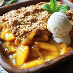 To make a tasty frozen peach cobbler, you need these simple ingredients: - 4 cups frozen peaches - 1 cup granulated sugar - 1 teaspoon vanilla extract - 1 teaspoon ground cinnamon - 1 tablespoon lemon juice - 1 cup all-purpose flour - 1 cup rolled oats - 1/2 cup packed brown sugar - 1/2 cup unsalted butter, melted - 1 teaspoon baking powder - 1/2 teaspoon salt - 1/4 cup milk Frozen peaches are the star of this dish. They are sweet and juicy, even when frozen. Using frozen peaches means you can enjoy this dessert year-round. Plus, they save you time on peeling and slicing. Granulated sugar adds sweetness to the fruit. It helps balance the tartness of the peaches. Ground cinnamon gives a warm flavor that pairs well with peaches. Vanilla extract enhances the overall taste and aroma. The topping is made with flour, oats, and brown sugar. This creates a crunchy, delicious texture. Unsalted butter adds richness, while baking powder helps it rise. A splash of milk makes the topping moist. You can use fresh peaches if you prefer. Just make sure they are ripe. For this recipe, you need about 5-6 medium peaches. Peel and slice them before mixing with sugar and spices. If fresh peaches are not available, canned peaches work too. Just drain the juice before using. This way, your cobbler stays sweet and tasty. Start by taking your frozen peaches out of the bag. You need four cups for this recipe. Place them in a large bowl. Add one cup of granulated sugar, one teaspoon of vanilla extract, one teaspoon of ground cinnamon, and one tablespoon of lemon juice. Stir it all gently. Let this mix sit for ten minutes. This allows the peaches to release their tasty juices. You want a nice, sweet syrup. In another bowl, gather your dry ingredients. Mix together one cup of all-purpose flour, one cup of rolled oats, half a cup of packed brown sugar, one teaspoon of baking powder, and half a teaspoon of salt. Make a well in the center of this mix. Now, pour in half a cup of melted unsalted butter and a quarter cup of milk. Stir until just combined. Don’t overmix this. You want a nice, crumbly topping for your cobbler. Preheat your oven to 350°F (175°C). Grease a baking dish that is about 9x13 inches. Spread the peach mixture evenly across the bottom of the dish. Then, spoon the topping mixture on top of the peaches. Make sure to spread it out evenly. Bake in the oven for about 35 to 40 minutes. Watch for the top to turn golden brown. The peaches should be bubbly. Once done, take it out and let it cool for about ten minutes before serving. This wait makes it easier to slice. Enjoy your delicious dessert! For the full recipe, check the earlier section. To make your frozen peach cobbler shine, use ripe peaches. If you use frozen, pick quality ones. Sugar brings out the sweetness. You can adjust it to taste. I like to add fresh lemon juice. It brightens the flavor and adds a nice zing. Cinnamon is a must for warmth. Don't skip it! Consider adding a pinch of nutmeg for depth. Texture is key for a great cobbler. You want a soft filling and a crisp topping. Mix the oats and flour well but don’t overmix. This keeps the topping light. The melted butter helps create a golden crust on top. When baking, let it cook until bubbly. A golden-brown top shows it’s ready. If it looks too dry, add a splash of milk before baking. Serve your cobbler warm for the best taste. A scoop of vanilla ice cream is a classic choice. The cold ice cream melts into the warm cobbler. You can also drizzle honey on top for added sweetness. Fresh mint leaves make a lovely garnish. They add color and a hint of freshness. Enjoy it with friends or family for a sweet treat! {{image_2}} Making a gluten-free version of frozen peach cobbler is simple. You can swap out the all-purpose flour for a gluten-free blend. Look for one that works well in baking. You can also use almond flour or coconut flour. These options add flavor and keep the texture nice. Just remember to check if your oats are gluten-free too. You can mix in other fruits to change the flavor. Try berries like blueberries or raspberries. They pair well with peaches. You can also add apples for a twist. Just be sure to adjust the sugar a bit if the fruits are sweeter. This adds fun and new tastes to your cobbler. If you want to change the sweetness, there are many options. You can use honey or maple syrup instead of sugar. These natural sweeteners give a rich flavor. For a low-calorie choice, try stevia or monk fruit sweetener. Adjust the amount based on your taste. This makes the recipe fit your diet better. For the complete details, check the Full Recipe. Freezing peach cobbler is simple. First, let your cobbler cool completely. Then, cover it tightly with plastic wrap. Place it in a freezer-safe container or bag. Make sure to remove as much air as possible. Label the container with the date. You can freeze it for up to three months. When you are ready to enjoy it, you can bake it straight from the freezer. If you have leftovers, store them in the fridge. Use an airtight container for best results. Your peach cobbler will stay fresh for about three to four days. Reheat only what you plan to eat. This keeps leftovers from getting soggy. To reheat, preheat your oven to 350°F (175°C). Place the cobbler in an oven-safe dish. Cover it with foil to keep it moist. Heat for about 15-20 minutes. You can also microwave individual portions. Just heat for 30-60 seconds. Serve warm for the best taste. Enjoy it with ice cream for an extra treat! Yes, you can use fresh peaches! Just slice them and remove the pits. Use about 4 cups of sliced fresh peaches. If you use fresh peaches, add a little extra sugar. Fresh peaches may need extra time to cook, too. They should be tender and juicy when baked. Frozen peach cobbler can last up to three months in the freezer. Store it in an airtight container. If you keep it in the fridge, it lasts about four days. Make sure to cover it well to keep it fresh. Yes, you can make it ahead! Prepare the cobbler and store it in the fridge. You can bake it later when you are ready to serve. Just remember to adjust the baking time if it is cold. If it's frozen, bake it straight from the freezer, adding extra time as needed. For the full recipe, check out the earlier section. In this blog post, I covered how to make a delicious peach cobbler. We explored key ingredients, step-by-step instructions, and useful tips for the best results. I shared variations, storage methods, and answers to common questions. Baking peach cobbler is easy and fun. You can enjoy it fresh or frozen. With the right tips, your cobbler will impress everyone. Get started, and enjoy your homemade treat!