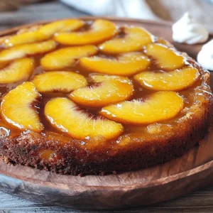 To make a Peach Upside Down Cake, you will need the following: - 3 ripe peaches, pitted and sliced - 1/4 cup unsalted butter (for the topping) - 1/2 cup brown sugar - 1 cup all-purpose flour - 1 teaspoon baking powder - 1/4 teaspoon salt - 1/2 cup granulated sugar - 1 large egg - 1/2 cup milk - 1 teaspoon vanilla extract - 1/2 teaspoon cinnamon When you measure your ingredients, accuracy is key. Here are some tips: - Use measuring cups for dry and liquid ingredients. - Level off dry ingredients with a knife for precision. - Use a liquid measuring cup for milk and other liquids. - For brown sugar, pack it into the cup to get the right amount. You can make swaps if you need to. Here are some options: - If you don't have peaches, use other fruits like pears or pineapples. - Swap unsalted butter for coconut oil for a dairy-free version. - Use whole wheat flour instead of all-purpose flour for added fiber. - Substitute almond milk for regular milk for a nutty flavor. These tips will help you gather the right ingredients and make your cake tasty! For the full recipe, check out the Peachy Paradise Upside Down Cake. Start by preheating your oven to 350°F (175°C). This ensures even baking. Next, grab a 9-inch round cake pan. Melt 1/4 cup of unsalted butter in the pan. Once melted, sprinkle 1/2 cup of brown sugar over the butter. This mix will create a sweet base for the peaches. Now, take your 3 ripe peaches. Pitting and slicing them is easy. Arrange the peach slices over the brown sugar mix. Cover the bottom of the pan well and set it aside. In a bowl, mix 1 cup of all-purpose flour, 1 teaspoon of baking powder, 1/4 teaspoon of salt, and 1/2 teaspoon of cinnamon. This will be your dry mix. In another bowl, combine 1/2 cup of granulated sugar, 1 large egg, 1/2 cup of milk, and 1 teaspoon of vanilla extract. Mix until smooth. Gradually add the dry mix to the wet mix. Stir until just combined. Pour this batter over the peach slices in the pan. Smooth it out gently. Bake in your preheated oven for 30-35 minutes. Check with a toothpick. It should come out clean when the cake is done. Once baked, take the cake out and let it cool for about 10 minutes. Carefully invert the cake onto a serving plate. This step makes the peaches shine on top. If you want, let it cool a bit more before slicing. Serve it warm or at room temperature. Adding a dollop of whipped cream or a scoop of vanilla ice cream makes it even better. For the full recipe, visit the complete guide. Enjoy every bite of your peach upside down cake! To get the best texture for your Peach Upside Down Cake, focus on the mixing. Combine the wet and dry ingredients just until they blend. Overmixing can lead to a tough cake. Keep your butter at room temperature for easy creaming. This helps the cake rise well. Adding a bit of cinnamon enhances the flavor too. A few common mistakes can spoil your cake. First, do not skip the butter layer. It keeps the peaches moist. Also, ensure your oven is fully preheated. Baking at the wrong temperature can affect the texture. Lastly, avoid using unripe peaches; they won't bring the sweet flavor you want. Storing your cake correctly keeps it fresh. Once cooled, cover the cake with plastic wrap. You can also store it in an airtight container. This keeps it moist for up to three days. If you want to keep it longer, freeze it. Just wrap it tightly and it can last for up to three months. When ready to eat, let it thaw at room temperature. For the full recipe, check out the Peachy Paradise Upside Down Cake. {{image_2}} You can switch out peaches for other fruits. Apples, pineapples, or berries work well. Each fruit adds its own taste and charm. For apples, slice thinly and use a bit of lemon juice to keep them fresh. Pineapples add a tropical twist. Berries create a colorful and vibrant look. Mix and match to find your favorite! If you need a gluten-free cake, use almond flour or gluten-free flour blends. These options keep the cake moist and tasty. For a vegan version, replace the egg with a flax egg. Just mix one tablespoon of ground flaxseed with three tablespoons of water. Let it sit until it thickens. Use plant-based milk for a vegan treat. Add spices to make the cake more exciting. A pinch of cardamom or nutmeg can elevate the flavor. You could also add a splash of almond extract for a nutty twist. Want a richer taste? Try mixing in some chopped nuts or chocolate chips. These little tweaks can make your cake unique and delightful. For the full recipe, check out Peachy Paradise Upside Down Cake. You can add fun toppings to your peach upside down cake. A dollop of whipped cream makes it light and airy. You might also try a scoop of vanilla ice cream for a creamy touch. For a twist, drizzle warm caramel sauce over the slices. This sweet sauce pairs well with the juicy peaches and adds richness. If you want a bit of crunch, sprinkle some chopped nuts on top. This cake shines at gatherings. Serve it at birthday parties, family reunions, or summer picnics. It’s also great for brunch with friends. The warm peaches and sweet cake cheer everyone up. You can enjoy it after a nice dinner, too. It’s a lovely dessert that feels special but is simple to make. You can make your cake look fancy with some easy tricks. Slice the cake into wedges and place them on colorful plates. Add a mint leaf on top for a fresh touch. You can also serve it on a wooden board for a rustic feel. For a fun idea, stack slices with layers of whipped cream in a glass. This way, everyone sees the beautiful peaches inside. Serve it warm or at room temperature for the best taste. For the full recipe, check out the details above! You can swap peaches for other fruits. Pineapples, pears, or apples work well. Just slice them thin. Each fruit gives a unique flavor and texture. If you use canned fruit, drain it first. This way, your cake stays moist without being soggy. To check if the cake is ready, use a toothpick. Stick it in the center of the cake. If it comes out clean, your cake is done. If it has wet batter, bake a bit longer. The edges should pull away from the pan slightly too. Yes, you can make this cake ahead of time. Bake it, then let it cool completely. Cover it with plastic wrap and store it in the fridge. When you are ready to serve, warm it up in the oven for a few minutes. This helps the cake taste fresh. For the full recipe, check out the Peachy Paradise Upside Down Cake section. This blog post covered how to create a Peach Upside Down Cake. We explored key ingredients, precise measuring tips, and great substitutions. You learned step-by-step preparation, baking directions, and how to add final touches. We shared tips for perfecting cake texture and storage advice. I also discussed variations, including seasonal fruits and dietary options. To wrap up, use our serving suggestions to impress guests. With these insights, you're ready to bake a fantastic cake. Enjoy the process and share it with others!