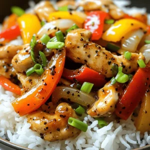 To make this savory dish, you need: - 500g chicken breast, sliced into thin strips - 2 tablespoons black pepper, freshly cracked - 1 tablespoon cornstarch - 3 tablespoons soy sauce - 1 tablespoon oyster sauce (optional) - 2 tablespoons vegetable oil - 1 bell pepper (any color), sliced - 1 onion, sliced - 3 cloves garlic, minced - 1 teaspoon ginger, minced - 1 tablespoon sesame oil - 2 green onions, chopped (for garnish) - Cooked jasmine rice (to serve) These ingredients come together to create a deliciously spicy and savory meal. The black pepper adds a kick, while the soy sauce gives it depth. You can add a few items to boost the flavor: - Fresh herbs like cilantro or basil - Red pepper flakes for extra heat - A splash of rice vinegar for tang - Toasted sesame seeds for crunch These extras can make your dish even more special. Feel free to mix and match based on what you like! To make a complete meal, pair your Black Pepper Chicken with: - Steamed jasmine rice - Stir-fried vegetables - A light salad with a citrus dressing - Egg noodles for a different twist Each side will complement the chicken well. Enjoy your meal with family or friends! For the full recipe, check the section above. To start, you need to marinate the chicken. In a bowl, take 500g of sliced chicken breast. Add 2 tablespoons of freshly cracked black pepper, 1 tablespoon of cornstarch, 3 tablespoons of soy sauce, and 1 tablespoon of oyster sauce if you like. Mix it well. Let it sit for at least 20 minutes. This step makes the chicken juicy and flavorful. After marinating, heat a large skillet or wok over medium-high heat. Pour in 2 tablespoons of vegetable oil and wait until it shimmers. Add the marinated chicken in a single layer. Cook for about 4-5 minutes, stirring occasionally. You want the chicken to turn brown and be cooked through. Once done, remove it from the skillet and set it aside. In the same skillet, add your sliced bell pepper and onion, along with 3 cloves of minced garlic and 1 teaspoon of minced ginger. Stir-fry these for about 3-4 minutes. You want them to be tender but still crisp. This adds nice texture and flavor to your dish. Now, take the cooked chicken and return it to the skillet with the veggies. Pour in 1 tablespoon of sesame oil. Stir everything together for about 1-2 minutes. This helps combine all the flavors. Once done, remove it from the heat. Garnish with chopped green onions. Now you have a savory dish ready to serve over jasmine rice. For the full recipe, check out our detailed instructions for Zesty Black Pepper Chicken! To cook chicken well, start with the right cut. Use chicken breast for a lean option. Slice it thin for quick cooking. Marinate the chicken for at least 20 minutes. This helps to add flavor and tenderness. When you cook, use medium-high heat. This keeps the chicken juicy. Avoid overcrowding the pan, as this can steam the chicken. Cook it in batches if needed. Meal prep makes cooking easy. Start by cutting all your ingredients first. This saves time when you start cooking. You can also marinate the chicken the night before. Store it in the fridge for added flavor. Chop your veggies ahead of time too. Keep them in airtight containers to stay fresh. When you are ready to cook, everything will be easy to grab. Serve Black Pepper Chicken over jasmine rice. The rice soaks up the sauce well. You can also add some steamed broccoli or snap peas for extra color. Top the dish with green onions for a fresh crunch. A sprinkle of sesame seeds adds nice flavor and looks great. For a spicy kick, serve with chili flakes on the side. For the complete Zesty Black Pepper Chicken recipe, check the Full Recipe section. {{image_2}} To add heat to your dish, use more black pepper. You can also add chili flakes or fresh chilies. This will give your Black Pepper Chicken a spicy kick. Adjust the amount to fit your taste. For a fiery twist, try mixing in some sriracha or hot sauce. This makes the dish exciting and full of flavor. Don’t be afraid to experiment. If you prefer a vegetarian meal, swap out the chicken for tofu or tempeh. These options soak up flavors well. Use the same marinade for a delicious taste. You can also add more vegetables like mushrooms or zucchini. This helps create a colorful and tasty dish. For a hearty option, use chickpeas or lentils. They add protein and keep you full. For a saucier dish, increase the soy sauce and oyster sauce. You can also add a bit of broth. This creates a rich sauce that coats the chicken and veggies. If you like a sweet and savory mix, try adding a dash of honey or brown sugar. This balances the flavors nicely. Pour the sauce over jasmine rice for a complete meal. You can find the full recipe for Zesty Black Pepper Chicken to guide you through this process. To keep your Black Pepper Chicken fresh, place it in an airtight container. Make sure it cools first before sealing. Store it in the fridge. It can last for up to 3 days in the fridge. Label the container with the date. This helps you track how long it has been stored. When you are ready to eat your leftovers, reheat them on the stove. Heat a pan over medium heat. Add a splash of water or oil to prevent sticking. Stir the chicken regularly for even heating. You can also use the microwave. Place the chicken in a safe dish, cover it, and heat for 1-2 minutes. Check that it is warm throughout before serving. If you want to save the dish for later, freezing is a great option. Let the chicken cool completely first. Then, transfer it to a freezer-safe container. Make sure to remove as much air as possible. This helps prevent freezer burn. Black Pepper Chicken can last up to 3 months in the freezer. When you are ready to eat it, thaw it in the fridge overnight before reheating. For the full recipe, check out the Zesty Black Pepper Chicken . If you need a soy sauce swap, try tamari or coconut aminos. Both options taste great and work well in this recipe. Tamari is gluten-free. Coconut aminos is milder and slightly sweeter. If you want a quick fix, mix water with a bit of salt and a splash of vinegar. This can mimic the salty flavor of soy sauce. Yes! You can use chicken thighs, pork, or beef. Just cut the meat into thin strips. Each meat will give a different taste. If you want to go plant-based, use tofu or tempeh. They soak up flavors nicely and will taste amazing with the black pepper sauce. To change the spice level, you can add more or less black pepper. Start with one tablespoon if you want it milder. If you love heat, add some crushed red pepper flakes or diced chili peppers. Taste as you go, so you find your perfect balance. Black Pepper Chicken comes from Asian cuisine, especially popular in Chinese and Thai dishes. It highlights the bold flavor of black pepper, making the chicken shine. The dish has a savory taste, showcasing how simple spices can create amazing meals. Yes, black pepper has many health perks. It can help with digestion and may improve nutrient absorption. The piperine in black pepper has antioxidant effects. It may also have anti-inflammatory benefits. Using black pepper in your meals can help boost your overall health. For the full recipe, check out Zesty Black Pepper Chicken . You'll find all the ingredients and steps to make this dish come alive in your kitchen! In this post, we explored the key ingredients, step-by-step instructions, and helpful tips for making Black Pepper Chicken. You learned about variations to try, how to store leftovers, and common questions. Black Pepper Chicken is easy and versatile. It offers many ways to adjust flavors and ingredients. Whether spicy or vegetarian, this dish fits your taste. Enjoy cooking and savoring every bite!
