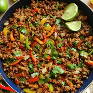 - 1 lb ground beef (or ground turkey for a lighter option) - 1 tablespoon olive oil - 1 small onion, finely chopped - 3 cloves garlic, minced - 1 bell pepper, diced (any color) - 1 teaspoon chili powder - 1 teaspoon cumin - 1 teaspoon smoked paprika - ½ teaspoon oregano - ½ teaspoon cayenne pepper (adjust to taste) - Salt and pepper to taste - 1 cup beef broth (or vegetable broth) - 1 tablespoon tomato paste - Fresh cilantro, chopped (for garnish) - Lemon or lime wedges (for serving) This recipe gives you all the flavors you crave in a taco. You can choose ground beef or turkey for your base. Both options work well. I love using beef, as it adds a rich taste. The olive oil helps to sauté the vegetables and brings everything together. Chopping onions and bell peppers adds crunch and sweetness. The garlic gives depth to the dish. The right mix of spices is key for flavor. Chili powder, cumin, and smoked paprika create warmth. Oregano adds earthiness, while cayenne brings a kick. Adjust the cayenne for your spice level. Broth adds moisture and richness, making the meat juicy. Tomato paste thickens the sauce and enhances the color. Fresh cilantro on top adds brightness. Serving with lemon or lime wedges gives you a zesty finish. Gather all these ingredients for the ultimate taco meat. Follow the full recipe for easy cooking steps and enjoy a tasty meal! 1. Heat the oil: Start by heating 1 tablespoon of olive oil in a large skillet over medium heat. This step is key. It helps cook the onions and peppers evenly. 2. Sauté the veggies: Add the chopped onion and bell pepper to the skillet. Cook them for about 5 minutes. You want them to soften. Stir occasionally to prevent burning. 3. Add garlic: Next, stir in 3 minced garlic cloves and cook for 1 minute. Garlic adds a great aroma and flavor. 4. Brown the meat: Now, add 1 pound of ground beef or turkey. Break it up with a spatula. Cook for 6 to 8 minutes until it’s browned. If there’s extra fat, drain it. This keeps your taco meat leaner. 5. Season the meat: Sprinkle in the spices: 1 teaspoon each of chili powder, cumin, and smoked paprika, plus ½ teaspoon each of oregano and cayenne pepper. Add salt and pepper to taste. Stir well so the meat is coated in spices. 6. Add broth and tomato paste: Pour in 1 cup of beef broth and 1 tablespoon of tomato paste. Stir to mix everything. Bring the mixture to a boil, then reduce the heat to low. 7. Simmer for flavor: Let it simmer for 10 to 15 minutes. This step helps the flavors blend and the sauce thicken. Stir occasionally to keep it from sticking. 8. Taste and adjust: After simmering, taste your taco meat. If you want more heat, add more cayenne pepper. Don’t be shy about adjusting the seasonings! 9. Rest the meat: Remove the skillet from heat. Let it sit for a few minutes. This resting time allows the flavors to meld together nicely. 10. Serve it up: Enjoy your taco meat in warm taco shells or tortillas. Garnish with fresh cilantro and serve with lemon or lime wedges for a tasty twist. Following these steps will give you taco meat that’s full of flavor. For the complete details, check out the Full Recipe. Enjoy cooking! To boost the flavor of your taco meat, spice adjustments can make a big difference. If you like heat, add more cayenne pepper. If you want depth, try adding some chili flakes or chipotle powder. These spices pack a punch and enhance the taste. You can also mix in extra ingredients for variety. For example, add corn for sweetness or black beans for protein. Diced tomatoes can add freshness, while a splash of lime juice brightens the flavor. You can even toss in some jalapeños if you enjoy spicy food. When cooking taco meat, avoid common pitfalls. One mistake is not browning the meat well. Good browning adds depth to the flavor. Also, be careful not to overcook the garlic. It can turn bitter quickly. Lastly, remember to taste as you go. Adjust the seasoning to suit your palate. For the full recipe, check out the Ultimate Taco Meat Fiesta. {{image_2}} You can switch up the meat in your taco recipe. Use shredded chicken or ground turkey for a lighter meal. Both options taste great and keep the dish fresh. If you want more plant-based options, try using lentils or black beans. They add great flavor and nutrition. Beans and lentils also make the tacos hearty without the meat. Taco shells come in many styles. You can use soft tortillas or crunchy shells based on your taste. Serve the taco meat with fresh toppings like lettuce, tomatoes, or cheese. You can also add avocado or salsa for extra flavor. If you have leftovers, mix the taco meat into a salad or a burrito bowl. You can also use it to make nachos. Just layer chips, cheese, and the taco meat, then bake until hot. This way, you can enjoy your taco meat in different ways! To keep your taco meat fresh, store it in an airtight container. This helps prevent moisture loss and keeps flavors intact. Let the meat cool down before sealing it up. Place it in the fridge if you plan to eat it within three to four days. If you want to save it for later, freezing is a great option. Divide the meat into portions. Use freezer-safe bags or containers. Press out any air before sealing. Label them with the date. You can freeze taco meat for up to three months. When it’s time to enjoy your leftovers, reheating properly is key. The best method is to use a skillet. Heat over medium-low heat. Add a splash of water or broth to keep it moist. Stir occasionally until heated through. This keeps your taco meat juicy and full of flavor. You can also use the microwave. Place the meat in a microwave-safe dish. Cover it with a damp paper towel to trap steam. Heat in short bursts, stirring in between, until warm. This method is quick and easy, but it might not keep the meat as juicy as the skillet method. You can use ground turkey or chicken. Both provide a lighter option. You can also try crumbled tofu or tempeh for a plant-based choice. These options still give you great flavor and texture. To adjust spice levels, add more or less cayenne pepper. For mild flavor, reduce it to ¼ teaspoon. If you like heat, add a bit more. You can also include fresh jalapeños or hot sauce to kick it up a notch. Yes! You can make this taco meat ahead of time. Cook it and let it cool. Store it in an airtight container in the fridge for up to three days. You can also freeze it for up to three months. When ready, just reheat before serving. Great toppings enhance your taco experience! Try fresh cilantro, diced tomatoes, or sliced avocados. Shredded cheese and sour cream are also popular. Don't forget lime wedges for a zesty touch. For extra crunch, add lettuce or tortilla strips. You can mix and match based on your taste! For the full recipe, check out the Ultimate Taco Meat Fiesta. This post laid out how to make tasty taco meat. We covered key ingredients, step-by-step methods, and helpful tips. You learned how to enhance flavors and switch up proteins for variety. Plus, we discussed storing and reheating leftovers for another meal. Remember, the magic is in fresh ingredients and the right spices. Use this guide to impress at your next meal. Get cooking and enjoy your flavorful dish!