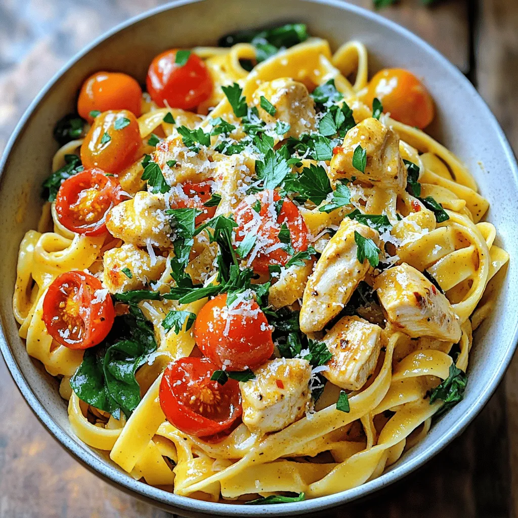 For a tasty Cowboy Butter Chicken Pasta, gather these ingredients: - 2 boneless, skinless chicken breasts, diced - 8 oz fettuccine or spaghetti - 1/2 cup unsalted butter - 4 cloves garlic, minced - 1 teaspoon smoked paprika - 1 teaspoon onion powder - 1/2 teaspoon cayenne pepper (adjust to taste) - 1/2 cup chicken broth - 1 cup cherry tomatoes, halved - 2 cups baby spinach - 1/4 cup fresh parsley, chopped - Salt and pepper to taste - Grated Parmesan cheese for serving When measuring these ingredients, precision matters. Use a kitchen scale for chicken. For the butter, a standard stick equals 1/2 cup. Use measuring cups for liquids like chicken broth. For spices, teaspoon and half-teaspoon measures work best. Fresh herbs should be loosely packed in a measuring cup. This keeps the flavors balanced in your dish. If you need alternatives, don’t worry! For chicken, try diced turkey or tofu for a vegetarian twist. Swap butter for olive oil if you want a lighter option. If you don’t have smoked paprika, use regular paprika or chili powder for a different flavor. Fresh spinach can be replaced with kale or arugula. For the pasta, gluten-free noodles work well too. Just ensure to adjust cooking times as needed. First, you need to cook the pasta. I recommend using fettuccine or spaghetti. Boil water in a large pot. Once it boils, add a pinch of salt and the pasta. Cook it according to the package instructions until it is al dente. This usually takes about 8 to 10 minutes. When done, drain the pasta and save 1/2 cup of the pasta water. Set the pasta aside for later. Next, you’ll make the Cowboy Butter sauce. In a large skillet, melt 1/2 cup of unsalted butter over medium heat. Once the butter melts, add 4 cloves of minced garlic. Sauté the garlic for about 1 minute. Be careful not to let it brown. After that, stir in 1 teaspoon of smoked paprika, 1 teaspoon of onion powder, and 1/2 teaspoon of cayenne pepper. Cook this mix for another 30 seconds to bring out the spices' flavor. Now it’s time to combine everything. Add the diced chicken breasts to the skillet. Season the chicken with salt and pepper. Sauté the chicken for about 6 to 8 minutes until it cooks all the way through. Then, pour in 1/2 cup of chicken broth and let it simmer gently. After a few minutes, add 1 cup of halved cherry tomatoes. Cook them until they burst and soften, around 3 to 4 minutes. Stir in 2 cups of baby spinach until it wilts. Finally, add the cooked pasta to the skillet. If the sauce seems thick, add some reserved pasta water until it reaches the right consistency. Finish by stirring in 1/4 cup of chopped parsley. Serve warm and enjoy your Cowboy Butter Chicken Pasta! For the full recipe, check out the earlier section. You can change the heat in this dish easily. If you like it spicy, add more cayenne pepper. For a milder taste, use less. I often use half a teaspoon to start. This way, the dish stays flavorful without being too hot. You can always add more spice later. Remember, you can always increase the heat, but you can’t take it out once it’s in! Fettuccine or spaghetti works best with Cowboy Butter Chicken Pasta. Both types hold the sauce well. You can also try penne for a fun twist. The ridges in penne catch the sauce and spices. If you're feeling adventurous, go for a whole grain or veggie pasta. These choices add extra flavor and nutrients! Presentation makes a big difference in how food feels. Serve your pasta in large bowls. Top it with a sprinkle of fresh parsley for color. Add a generous sprinkle of Parmesan cheese on top. For a fancy touch, drizzle a little olive oil around the edge. A dash of black pepper can also enhance the look. Enjoy your beautiful dish; it’s as tasty as it looks! You can find the Full Recipe for more details. {{image_2}} You can switch out chicken for other proteins. Use shrimp, pork, or beef instead. Each option brings its own flavor. If you choose shrimp, cook it until pink and firm. For pork, cut it into thin strips for even cooking. Beef works best in bite-sized pieces. Adjust the cooking time to ensure everything stays tender. I love adding veggies to cowboy butter chicken pasta. They boost flavor and nutrition. Try adding bell peppers, zucchini, or broccoli. Slice them thin to cook quickly. You can add them when you sauté the chicken. This way, they soak up all the tasty butter sauce. For a vegetarian twist, skip the chicken. Use hearty mushrooms like portobello or cremini instead. They add a meaty texture and rich flavor. You can also add chickpeas for protein. Just sauté them until golden, then follow the same steps in the recipe. This gives you a filling meal without meat. You can enjoy the same great taste while keeping it plant-based. Store leftover Cowboy Butter Chicken Pasta in an airtight container. It stays fresh for 3 to 4 days in the fridge. Make sure to let it cool before sealing. This step helps prevent moisture build-up, keeping your pasta tasty. You can freeze the pasta for up to 3 months. First, cool it completely. Then, transfer it to a freezer-safe container. Leave some space for expansion. Label the container with the date. Thaw it in the fridge overnight before using. To reheat, use a skillet over low heat. Add a splash of chicken broth or water to keep it moist. Stir gently until it's hot. You can also use a microwave. Place it in a microwave-safe bowl, cover, and heat in short bursts. Stir in between to ensure even heating. Cowboy butter is a rich and flavorful sauce. It blends butter with spices and herbs. The key flavors include garlic, smoked paprika, and cayenne pepper. This sauce adds a kick to many dishes. It is perfect for pasta, grilled meats, or even veggies. The name comes from its hearty and rustic nature, which fits cowboy culture. Yes, you can make this recipe ahead of time. You can cook the chicken and sauce in advance. Store them in the fridge in an airtight container. When ready to eat, just heat it gently. Then, cook the pasta fresh for the best taste. It takes about 10 minutes to cook the pasta. This way, your meal stays fresh and delicious. Many sides go well with this dish. Here are some great options: - Garlic bread - A simple green salad - Roasted vegetables - Steamed broccoli - Grilled corn on the cob These sides balance the rich flavors of the pasta. They also add freshness and crunch to your meal. To make Cowboy Butter Chicken Pasta gluten-free, swap regular pasta for gluten-free pasta. Many brands offer gluten-free fettuccine or spaghetti. Just follow the cooking instructions on the package. Also, check the chicken broth to ensure it is gluten-free. This way, you can enjoy this dish without worrying about gluten. This blog post shared how to make Cowboy Butter Pasta. You learned about the key ingredients, step-by-step cooking, and helpful tips. I discussed fun variations and how to store leftovers. Remember, you can adjust spice levels and add veggies for more flavor. Making this dish can be easy and enjoyable. Try it out, and make it your own! Cooking should be fun, so get creative and share your results!