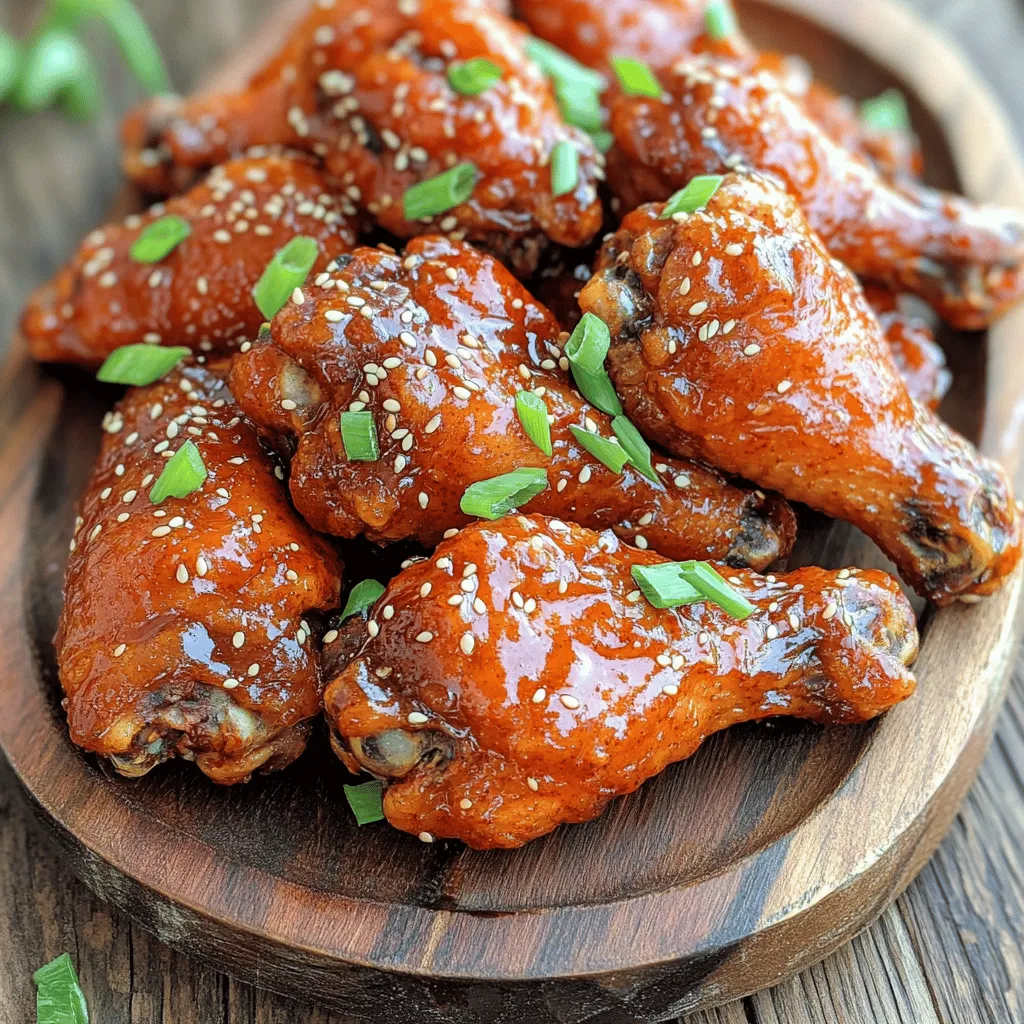 To make Sweet & Spicy Korean Fried Chicken, gather these ingredients: - 2 lbs chicken wings or drumsticks - 1 cup all-purpose flour - 1/2 cup cornstarch - 1 teaspoon baking powder - 1 teaspoon garlic powder - 1 teaspoon onion powder - 1 teaspoon black pepper - Salt to taste - Oil for frying For the sauce, you will need: - 1/4 cup gochujang (Korean chili paste) - 1/4 cup honey - 2 tablespoons soy sauce - 2 tablespoons rice vinegar - 1 tablespoon sesame oil - 2 cloves garlic, minced - 1 tablespoon ginger, minced - 1 tablespoon sesame seeds - Chopped green onions for garnish If you have dietary needs, you can swap some items. For the chicken, use skinless pieces if you prefer. If you want a gluten-free option, replace all-purpose flour with rice flour. Cornstarch can be swapped with potato starch for a similar texture. For the sauce, if you want less heat, use less gochujang. You can mix in a bit of ketchup to balance the spice. Maple syrup can replace honey if you're vegan. Using fresh ingredients will enhance the flavor. Fresh garlic and ginger add zest you can’t get from powdered forms. However, if you're short on time, store-bought versions are fine. Just make sure to check the labels for quality. For the gochujang, look for a good brand that uses natural ingredients. This paste is key to that sweet and spicy taste. You can find it at most grocery stores or Asian markets. For detailed preparation steps and cooking instructions, refer to the Full Recipe. Start by rinsing the chicken pieces under cold water. Use paper towels to pat them dry. This step helps the coating stick better. In a large bowl, mix together the flour, cornstarch, baking powder, garlic powder, onion powder, black pepper, and a pinch of salt. Coat each chicken piece in this mixture. Make sure every piece gets a good layer of flour. Now, heat oil in a deep pot or skillet over medium-high heat. You will need enough oil for deep frying, about three inches deep. Once the oil is hot, carefully add the coated chicken pieces in batches. Avoid overcrowding the pot. Fry them until they turn a lovely golden brown, about eight to ten minutes per batch. When done, place the chicken on a paper towel-lined plate to drain excess oil. For the sauce, grab a saucepan and combine gochujang, honey, soy sauce, rice vinegar, and sesame oil. Add minced garlic and ginger for extra flavor. Cook this mixture over low heat. Stir it often until the sauce thickens slightly, which takes about five to seven minutes. Finally, add sesame seeds for some crunch. To finish, dip each fried chicken piece into the sauce, or pour the sauce over the chicken in a bowl. Toss gently to coat evenly. For the full recipe, check out Sweet & Spicy Korean Fried Chicken. To get that perfect crunch, start with dry chicken. Pat the wings or drumsticks dry. This helps the coating stick well. Use a mix of flour and cornstarch. Cornstarch helps create a light and crispy texture. Add baking powder to the mix. It makes the coating puff up, giving an extra crunch. Fry in hot oil, around 350°F (175°C). This keeps the chicken crispy as it cooks. Avoid overcrowding the pan. Fry in small batches to ensure even cooking. For a deeper flavor, add spices to your coating mix. Garlic powder and onion powder give a great base flavor. You can also experiment with smoked paprika or cayenne for extra heat. The key sauce ingredients add sweetness and spice. Gochujang brings heat, while honey adds sweetness. Mix in minced garlic and ginger for warmth. Don’t skip the sesame oil; it adds a nutty taste. Garnish with green onions for brightness. These small touches make your chicken shine. One common mistake is not drying the chicken enough. Moisture makes the coating soggy. Another mistake is using cold oil. Always heat your oil before frying. This helps cook the chicken quickly and keeps it crispy. Avoid flipping the chicken too soon. Let it cook undisturbed for a better crust. Lastly, don’t skip the sauce coating step. It’s what makes this chicken sweet and spicy! Follow these tips to avoid mishaps and enjoy your meal. For the full recipe, check out the full recipe. {{image_2}} You can use many proteins for this dish. Chicken is classic, but try other options. Pork or beef works well too. For a lighter option, use turkey. Fish, like salmon, can also be delicious. Each protein brings its flavors, so feel free to experiment. If you want a vegetarian or vegan option, use tofu or tempeh. Both absorb flavors well. You can also try cauliflower. It becomes crispy and tasty when fried. Remember to coat them just like the chicken. This way, you get that same crunch and flavor. The sauce is key to this dish's success. You can adjust the heat by changing the gochujang amount. For a milder taste, use less. If you love spice, add more. You can also mix in other flavors. Try adding some lime juice for brightness. For a sweeter sauce, increase the honey. Feel free to play with the sauce to suit your taste. Check out the Full Recipe for more ideas! After enjoying your sweet and spicy Korean fried chicken, let it cool completely. Place the chicken in an airtight container. You can store it in the fridge for up to four days. If you plan to eat it later, wrap each piece in foil or plastic wrap. This keeps the chicken fresh and tasty. To reheat your chicken, use an oven for the best texture. Preheat your oven to 375°F (190°C). Spread the chicken on a baking sheet. Bake for about 10-15 minutes, until heated through. If you prefer a microwave, heat it in short intervals. This keeps the chicken warm but may make it less crispy. If you want to freeze your chicken, wrap each piece tightly in plastic wrap. Then place them in a freezer-safe bag. This will help avoid freezer burn. You can freeze the chicken for up to three months. When ready to eat, thaw it in the fridge overnight before reheating. For a delicious treat, check out the Full Recipe for steps on making this dish. To reduce the spice, use less gochujang in the sauce. You can also add more honey. This will sweeten the sauce and balance the heat. Another option is to use a milder chili paste. You can mix in some ketchup for sweetness and a tangy flavor. If you prefer, serve the chicken with a cooling side like ranch dressing. It helps tone down the spice while still tasting great. Sweet and spicy Korean fried chicken pairs well with many sides. Here are some tasty options: - Steamed rice - Kimchi - Pickled vegetables - Cucumber salad - Coleslaw - French fries Each side adds a unique flavor and texture. They also help balance the sweet and spicy notes of the chicken. Yes, you can bake the chicken for a healthier option. Preheat your oven to 425°F (220°C). After coating the chicken, place it on a baking sheet lined with parchment paper. Bake for 25-30 minutes, flipping halfway through. Make sure the chicken is crispy and cooked through. You can brush the sauce on during the last 5 minutes for added flavor. Baking gives you a delicious meal without frying. For the full recipe, check out my Sweet & Spicy Korean Fried Chicken. This blog post covered all you need for Sweet & Spicy Korean Fried Chicken. We explored key ingredients, cooking steps, and best practices for success. Remember, crispy chicken comes from proper frying techniques and the right spices. You can easily customize this dish with different proteins or sauces. Don’t forget to store leftovers properly to enjoy later. With these tips, your cooking will shine. Enjoy your meal and impress your friends. Happy cooking!