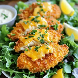 To make this dish, you will need: - 4 boneless, skinless chicken breasts - 1 cup cheddar cheese, shredded - 1 cup breadcrumbs (preferably panko for extra crunch) - 1/2 cup all-purpose flour - 2 large eggs - 1 teaspoon garlic powder - 1 teaspoon paprika - 1/2 teaspoon salt - 1/2 teaspoon black pepper - 1/4 teaspoon cayenne pepper (optional for a kick) - Cooking spray or olive oil Each ingredient plays a key role. The chicken forms the base. The cheese gives it flavor and melty goodness. Panko breadcrumbs create a wonderful crunch. To add a twist to your chicken, consider these options: - Fresh herbs like parsley or thyme - A squeeze of lemon juice for brightness - Hot sauce for more heat - Different cheese types, like mozzarella or pepper jack These extras can elevate your dish. Fresh herbs add freshness. A splash of lemon brightens flavors. Hot sauce brings a fun kick. You will need a few tools for this recipe: - Baking sheet lined with parchment paper - Three shallow bowls for coating - Meat thermometer for checking doneness - Whisk for beating the eggs Having the right tools makes cooking easier. A lined baking sheet prevents sticking. Shallow bowls help with coating the chicken evenly. A meat thermometer ensures safe cooking. For the complete method, check the Full Recipe. Start with fresh chicken breasts. Make sure they are boneless and skinless. Rinse them under cold water, then pat them dry with paper towels. This helps the coating stick better. In three bowls, set up your breading station. First, mix flour, garlic powder, paprika, salt, black pepper, and optional cayenne in one bowl. In the second bowl, beat two eggs until combined. The last bowl will hold the breadcrumbs mixed with half of the shredded cheddar cheese. Now, take a chicken breast. Coat it evenly in the flour mix first. Shake off any extra flour. Next, dip it into the beaten eggs. Let any excess egg drip off. Finally, place the chicken in the breadcrumb mix. Press down to help the crumbs stick. Repeat until all breasts are coated. Preheat your oven to 400°F (200°C). Line a baking sheet with parchment paper. Place your coated chicken breasts on the sheet. Lightly spray or drizzle them with olive oil for extra crispiness. Bake for 25-30 minutes. The chicken should be golden and crispy when done. Use a meat thermometer to check for 165°F (75°C) inside. In the last 5 minutes, sprinkle the rest of the cheddar on top. Watch it melt into a cheesy delight. Let the chicken cool for a few minutes before serving. For the full recipe, refer back to the ingredients and instructions listed earlier. To get your chicken super crispy, use panko breadcrumbs. Panko gives a light, airy crunch. Make sure to coat each chicken piece well. Press the breadcrumbs firmly onto the chicken. This helps them stick better. Lightly spray the top with cooking spray. This adds even more crispiness. One common mistake is not shaking off excess flour. Too much flour can make the coating heavy. Another mistake is skipping the egg wash. This step helps the breadcrumbs stick. Lastly, avoid overcrowding the baking sheet. Space out the chicken for even cooking and crisping. Use a shallow bowl for the flour mix. This makes it easier to coat the chicken. A whisk helps beat the eggs well. For the breadcrumbs, use a third bowl. A silicone mat or parchment paper helps prevent sticking. A meat thermometer ensures your chicken is safe to eat. {{image_2}} You can switch up the cheese in this recipe. If you want a bold flavor, try pepper jack cheese. This cheese adds a nice kick. For a milder taste, use mozzarella. It melts well and keeps the chicken juicy. You could also mix cheeses for more depth. Cheddar pairs nicely with gouda or fontina. Experiment and find your favorite combo! To make spicy cheddar chicken, add heat! Just include more cayenne pepper in the breading. You can also mix in diced jalapeños with the cheese. This adds flavor and heat. Another option is to drizzle hot sauce on the chicken before baking. It gives a nice kick without changing the recipe too much. Your taste buds will thank you! For a gluten-free version, swap regular breadcrumbs with gluten-free ones. Look for panko-style options for that extra crunch. You can also use almond flour instead of all-purpose flour. This keeps the crispy texture while making it safe for gluten-free diets. Always check labels to ensure products are gluten-free. Enjoy your crispy cheddar chicken without worry! For the full recipe, check the Easy Crispy Cheddar Chicken above! To keep your leftover Easy Crispy Cheddar Chicken fresh, use an airtight container. Place the chicken in the container and seal it tightly. Store it in the fridge for up to 3 days. Make sure to let it cool before you store it. This helps keep the chicken crispy for your next meal. When you’re ready to eat the leftovers, reheat them in the oven. Preheat the oven to 350°F (175°C). Place the chicken on a baking sheet and cover it with foil. Heat for about 15 to 20 minutes, or until hot. This method keeps the coating crispy. You can also use a microwave if you’re in a hurry, but the coating may get soggy. If you want to freeze your chicken, it’s best to do this right after cooking. Let the chicken cool completely. Then, wrap each piece in plastic wrap and place them in a freezer bag. This way, you can enjoy them later. They can stay in the freezer for up to 3 months. When you’re ready to eat, thaw them in the fridge overnight before reheating. This keeps the chicken tasty and safe. Yes, you can use chicken thighs. They are juicier and have more flavor. Just adjust the cooking time. Thighs may need a bit more time to cook fully. Aim for an internal temperature of 165°F (75°C) to ensure safety. You can serve this chicken with many sides. Here are some great ideas: - Steamed broccoli - Mashed potatoes - Rice pilaf - A fresh garden salad - Roasted vegetables These sides make your meal balanced and delicious. Check the internal temperature with a meat thermometer. It should read 165°F (75°C). The juices should run clear, and the coating should be golden brown. If you don’t have a thermometer, cut into the thickest part. The meat should be white, not pink. Yes, using an air fryer works well! Preheat the air fryer to 380°F (193°C). Cook the chicken for about 12-15 minutes. Flip halfway through for even cooking. Check the temperature to ensure it reaches 165°F (75°C). You can make a few easy swaps: - Use whole wheat breadcrumbs instead of regular ones. - Substitute olive oil with a light spray. - Add veggies to the side for extra nutrients. These changes keep the taste while making it healthier. For the full recipe, check out the earlier section. You learned how to make Easy Crispy Cheddar Chicken with great flavor and crunch. We covered the key ingredients, step-by-step cooking, and tips to avoid mistakes. You can even mix things up with cheese variations or adapt the recipe for gluten-free diets. To keep your leftovers tasty, we shared storage tips and reheating methods. Enjoy cooking this dish and impress your family and friends with your skills!