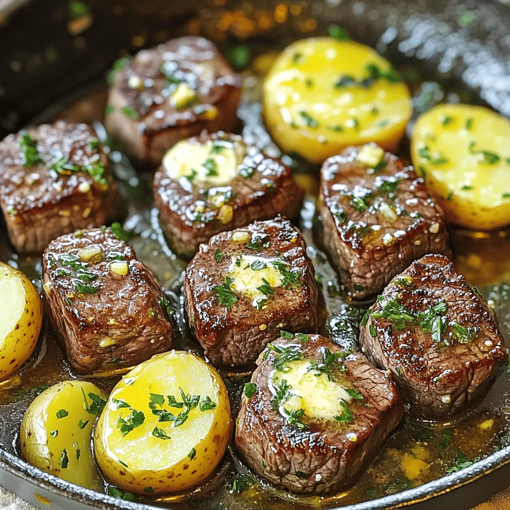Garlic Butter Steak Bites and Potatoes Tasty Delight