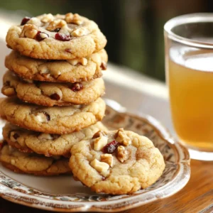 To make these delightful apple cider cookies, gather these key ingredients: - 2 cups all-purpose flour - 1 teaspoon baking soda - 1 teaspoon ground cinnamon - 1/2 teaspoon ground nutmeg - 1/4 teaspoon ground ginger - 1/2 teaspoon salt - 1/2 cup unsalted butter, softened - 1 cup packed brown sugar - 1/2 cup granulated sugar - 1 large egg - 1 teaspoon vanilla extract - 1/2 cup apple cider - 1/2 cup chopped walnuts or pecans (optional) - 1/2 cup dried cranberries or raisins (optional) Each ingredient plays a role in the flavor and texture of the cookies. The flour gives structure, while the butter adds richness. Spices like cinnamon and nutmeg bring warmth, perfect for autumn. Apple cider adds moisture and a sweet apple taste. You can customize your cookies with nuts or dried fruit for extra crunch and flavor. For the full recipe, check the earlier section. This combination will create cookies that are soft, chewy, and bursting with autumn flavors. - Preheat your oven to 350°F (175°C). Line a baking sheet with parchment paper. - In a medium bowl, mix together 2 cups of flour, 1 teaspoon of baking soda, 1 teaspoon of cinnamon, 1/2 teaspoon of nutmeg, 1/4 teaspoon of ginger, and 1/2 teaspoon of salt. Set this mixture aside. - In a large bowl, cream together 1/2 cup of softened butter, 1 cup of packed brown sugar, and 1/2 cup of granulated sugar. Beat this until it is fluffy, for about 2-3 minutes. - Add 1 large egg and 1 teaspoon of vanilla extract to the butter mixture. Mix until everything blends well. - Pour in 1/2 cup of apple cider and stir until the mixture is smooth. - Gradually mix the dry mixture into the wet mixture. Stir until just combined. - If you want, fold in 1/2 cup of chopped nuts and 1/2 cup of dried cranberries or raisins. - Scoop tablespoon-sized portions of dough onto the prepared baking sheet. Space them about 2 inches apart. - Bake in the preheated oven for 10-12 minutes. Look for lightly golden edges. - After baking, let the cookies cool on the sheet for 5 minutes. Then, move them to a wire rack to cool completely. For the full recipe, refer to the recipe section above. Enjoy your delicious apple cider cookies! - To achieve the perfect texture, mix the dough just enough. Over-mixing can make your cookies tough. - Use room temperature butter. Cold butter will not mix well, affecting the cookie's rise. - Add a pinch of cloves or allspice for extra warmth. A splash of maple extract gives a nice twist! - Nuts like walnuts or pecans add great crunch. Dried cranberries or raisins bring a sweet chewiness. - Arrange the cookies on a fun plate. Sprinkle some cinnamon on top for a cozy look. - Pair them with a warm glass of apple cider. This makes for a delightful treat during autumn. For more details, check out the Full Recipe. {{image_2}} You can change up the flavor of your apple cider cookies easily. One fun way is to make pumpkin spice cookies. Just add a tablespoon of pumpkin spice to the dough. This gives your cookies a warm, fall flavor. You can also use pumpkin puree instead of some butter. This swap makes the cookies softer and adds moisture. Another tasty twist is making salted caramel apple cider cookies. To do this, mix in some caramel bits into the dough. After baking, sprinkle a little sea salt on top. The sweet and salty mix is a real treat! If you need gluten-free options, you can use a gluten-free flour blend instead of all-purpose flour. Make sure it has a good binding agent, like xanthan gum, for the best texture. For vegan adaptations, swap the egg for a flax egg. To make a flax egg, mix one tablespoon of ground flaxseed with three tablespoons of water. Let it sit for a few minutes until it thickens. Use vegan butter instead of regular butter, and choose a plant-based milk for the apple cider. These changes keep the cookies tasty and friendly for everyone. For short-term storage, let the cookies cool completely. Then, place them in an airtight container. This keeps them soft and tasty. You can store them at room temperature for up to one week. For extra freshness, add a slice of bread. It helps keep the cookies moist. If you want to freeze cookies, you can do that too. First, let them cool down. Then, wrap each cookie in plastic wrap. Place the wrapped cookies in a freezer-safe bag. They will stay good for about three months. When you're ready to eat, just thaw them at room temperature. These apple cider cookies stay fresh for about one week at room temperature. You can also store them in the fridge. They can last a bit longer there, up to two weeks. Look out for signs of spoilage. If the cookies become hard or dry, they may not taste as good. Also, check for any unusual smells. If they smell off, it’s best to throw them away. Enjoy your delicious treats while they are still fresh! The best way to make Apple Cider Cookies is to follow the full recipe closely. Start by mixing dry ingredients in a bowl. Then, cream the butter and sugars until light and fluffy. Add in the egg and vanilla before mixing in the apple cider. Finally, combine the wet and dry mixtures, scoop, and bake. This method gives you the best texture and flavor. No, you cannot substitute apple cider vinegar for apple cider. Apple cider has a sweet flavor that helps create a soft cookie. Vinegar is much more tart and will alter the taste and texture. Stick with real apple cider for the best results in your cookies. You can tell the cookies are done when the edges turn light golden brown. The center may still look soft but will firm up as they cool. Remove them from the oven and let them rest for a few minutes on the baking sheet. Yes, you can make the dough ahead of time. Wrap the dough tightly in plastic wrap and store it in the fridge for up to three days. You can also freeze it for up to three months. When you’re ready, thaw the dough and bake as usual. You can serve Apple Cider Cookies with a glass of warm apple cider. They also pair well with tea or coffee. For a fun twist, try serving them with whipped cream or vanilla ice cream. In this post, we covered everything you need for delicious apple cider cookies. You learned about the ingredients, step-by-step instructions, and helpful tips for baking. We also shared variations and storage options to try. Baking cookies can be fun and rewarding. With these easy steps, you can impress friends and family. Remember, small changes can make a big difference. So, don’t hesitate to experiment. Enjoy your baking journey!